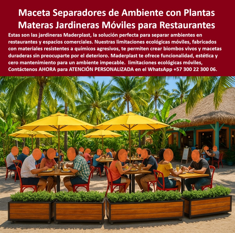 Jardineras Móviles Separadoras De Ambientes Biombos Vivos Macetas Maderplast 0 Separadores de ambiente con plantas Limitaciones ecológicas móviles Jardineras para restaurantes resistentes químicos agresivos Los asientos 0  Maderplast: La Solución Definitiva para Restaurantes y Terrazas con Estilo y Funcionalidad, - La experiencia gastronómica ha evolucionado. Ya no se trata solo de la comida, sino del ambiente, del diseño y de la sensación de privacidad que se ofrece al comensal. Para lograr esta atmósfera única, Maderplast presenta sus jardineras móviles para restaurantes exteriores , una solución innovadora y versátil para crear espacios atractivos y funcionales. Nuestra línea de separadores de ambiente con plantas vivas ha sido meticulosamente diseñada para responder a las necesidades más exigentes de la industria, garantizando durabilidad, estética y cero mantenimiento. Estas macetas móviles resistentes a químicos agresivos y jardineras comerciales que no se deterioran son la inversión inteligente para cualquier negocio que busque destacar. Si usted se pregunta qué jardineras sirven para restaurantes al aire libre , la respuesta es clara: Maderplast ofrece jardineras móviles resistentes que superan todas las expectativas, - El mobiliario de exterior en restaurantes, especialmente en zonas de playa o climas tropicales, se enfrenta a desafíos únicos como el salitre, el sol y la humedad. Nuestros biombos verdes móviles para terrazas gastronómicas están fabricados con plásticos de ingeniería que garantizan una resistencia excepcional. Para aquellos que buscan contenedores decorativos para delimitar mesas , nuestras soluciones no solo son estéticas, sino también prácticas, permitiendo crear ambientes íntimos y confortables. Las materias recicladas para uso alimenticio seguro de Maderplast son la prueba de nuestro compromiso con la sostenibilidad y la calidad. Si su consulta es dónde comprar separadores de ambiente con plantas , en Maderplast tiene soluciones verdes sin mantenimiento que transformarán su negocio, - La durabilidad es uno de nuestros pilares. Las macetas móviles ideales para playa y clima tropical han sido sometidas a rigurosas pruebas para resistir las condiciones más extremas. ¿Se pregunta qué macetas resisten químicos y humedad ? Las jardineras Maderplast no se deterioran ni se oxidan , ofreciendo una vida útil incomparablemente mayor que las de metal o madera. Nuestros divisores ecológicos para patios de comida no requieren pintura, ni tratamientos especiales, ni reparaciones costosas, lo que le permite concentrarse en lo que realmente importa: sus clientes. La pregunta de qué usar para dividir mesas con estilo natural se responde con nuestras jardineras móviles con vegetación real de Maderplast , que aportan una frescura inigualable sin la carga del mantenimiento, - La versatilidad de nuestros productos es una de sus mayores ventajas. Los maceteros grandes sin mantenimiento para restaurantes se pueden reconfigurar fácilmente gracias a sus ruedas ocultas, permitiendo adaptar el espacio a las necesidades del momento. Si necesita saber qué maceteros sirven como barreras verdes , Maderplast fabrica divisores robustos y decorativos que combinan la funcionalidad de una barrera con la belleza de una planta. Nuestras barreras móviles con vegetación integrada son la solución perfecta para crear espacios estéticos y funcionales para negocios que buscan optimizar sus terrazas. Para quienes se preguntan jardineras para delimitar zonas en terrazas , nuestros biombos vivos portátiles y estéticos de Maderplast son la elección perfecta, - El diseño inteligente de nuestros productos está pensado para resolver problemas. Nuestras jardineras que resisten salitre y humedad y las jardineras resistentes al sol y cloro son la elección ideal para restaurantes en la costa o con piscinas, garantizando un aspecto impecable a lo largo del tiempo. Si la pregunta es separadores ecológicos que no se pudren , las jardineras Maderplast duran más sin pintura , ofreciendo una solución sostenible y duradera. Las divisorias naturales para comedores al aire libre de Maderplast no solo son robustas, sino que también mejoran la calidad del aire y el bienestar de los comensales. Y si buscas jardineras que resisten salitre y sol , le aseguramos que son ideales para restaurantes en playa: Maderplast , - Con Maderplast, el mobiliario sostenible para la gastronomía adquiere un nuevo significado. Nuestras jardineras-móviles-para-restaurantes no solo son duraderas, sino que también tienen un impacto ambiental positivo. Si necesitas saber qué usar como limitaciones verdes móviles , Maderplast le ofrece jardineras fuertes y funcionales que son la solución perfecta para cualquier espacio. Los biombos de vegetación real sin mantenimiento ofrecen una estética natural sin los costos y el esfuerzo de la jardinería tradicional. Nuestras jardineras comerciales fáciles de mover y materas con ruedas ocultas sin desgaste facilitan la reconfiguración del espacio, lo que las convierte en la opción ideal para eventos o cambios en el diseño, - Para quienes buscan separadores de ambiente con plantas que combinan diseño y tecnología, Maderplast tiene la respuesta. Si su restaurante necesita limitadores de espacio para restaurantes sostenibles , nuestros productos están fabricados con materiales reciclados y ofrecen una estética de alta gama. Las jardineras robustas que no se oxidan son una inversión segura para cualquier negocio, ya que garantizan la belleza y la funcionalidad por muchos años. Nuestras materias urbanas para delimitar espacios gastronómicos y módulos divisores con plantas verdes son la solución perfecta para crear ambientes diferenciados y privados. Con las jardineras de alta rotación para uso diario , usted puede estar seguro de que su mobiliario resistirá el ritmo de un negocio exitoso, - En Maderplast entendemos que cada detalle cuenta. Por eso, nuestros contenedores resistentes al uso intensivo gastronómico han sido diseñados para soportar el ajetreo diario. La separación ecológica con vegetación viva para restaurantes de Maderplast es más que un producto simple, es una declaración de compromiso con la calidad, la estética y la sostenibilidad. Nuestras limitaciones ecológicas móviles para terrazas y jardineras móviles con acabado tipo madera y estructura negra robusta se integran armoniosamente en cualquier entorno, ya sea moderno o rústico. Si busca biombos vivos sobre ruedas ocultas diseñados para espacios comerciales al aire libre , Maderplast es su socio estratégico, - Con Maderplast, el mobiliario sostenible para la gastronomía es una realidad. Nuestras materias móviles fabricadas en plástico reciclado para gastronomía sin mantenimiento y biombos ecológicos funcionales y móviles para ambientes exteriores intensivos son la prueba de ello. Las barreras verdes portátiles de alta durabilidad, con vegetación decorativa real son la solución perfecta para cualquier negocio que busque diferenciarse. Solicite atención personalizada con un asesor Maderplast vía WhatsApp al +57 300 22 300 06 y renueve su espacio con soluciones ecológicas de alto impacto . Jardineras Móviles Separadoras De Ambientes Biombos Vivos Macetas Maderplast 0 Separadores de ambiente con plantas, - Limitaciones ecológicas móviles, - Jardineras para restaurantes resistentes químicos agresivos, - Los asientos