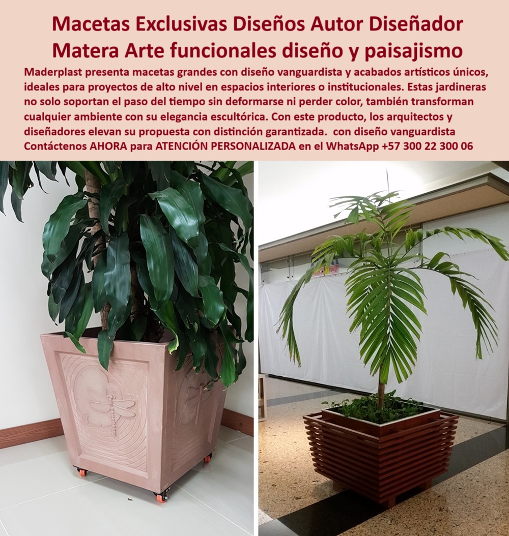 Macetas Grandes diseños Materas Vanguardistas Diseño Exclusivo Obras Arte Maderplast Jardineras de autor exclusividad garantizada belleza que perdura Soluciones paisajismo lujo para arquitectos diseñadores Macetas Grandes 0 La imagen es una composición de dos fotografías que muestran las macetas exclusivas diseños autor diseñador de Maderplast. En la imagen de la izquierda, se observa una jardinera cuadrada de color terracota con un grabado artístico en relieve de una libélula, lo que le da un toque escultórico. La jardinera está sobre ruedas ocultas, lo que sugiere su movilidad. En la imagen de la derecha, se observa una jardinera rectangular de color marrón oscuro, con un diseño de líneas horizontales que simulan listones de madera. Ambas jardineras contienen plantas tropicales, y se encuentran en un entorno interior, lo que demuestra su uso en espacios de alta gama, - Maderplast: Macetas Exclusivas con Diseño de Autor, Materias de Arte Funcionales para Diseño y Paisajismo, - En la arquitectura de interiores y el paisajismo de lujo, la elección de elementos que combinan funcionalidad y estética es crucial para crear ambientes únicos y memorables. Maderplast presenta macetas exclusivas diseños autor diseñador y materia arte funcionales diseño y paisajismo único. Nuestras macetas grandes con diseño vanguardista y acabados artísticos únicos, son ideales para proyectos de alto nivel en espacios interiores o institucionales. Estas jardineras no solo soportan el paso del tiempo sin deformarse ni perder color, también transforman cualquier ambiente con su elegancia escultórica. Si se pregunta dónde comprar macetas artísticas para interiores, la respuesta es que Maderplast crea diseños exclusivos, - La tecnología de Maderplast redefine el concepto de durabilidad en mobiliario urbano. Nuestras jardineras artísticas resistentes para oficinas premium y las materas vanguardistas con acabados de autor están diseñadas para resistir el paso del tiempo sin deteriorarse. Si su preocupación es qué jardineras grandes tienen diseño elegante, la respuesta es que Maderplast ofrece esculturas funcionales. Las macetas decorativas con ruedas para fácil traslado y las jardineras institucionales con diseño escultórico son la prueba de que se puede tener una solución resistente y estética al mismo tiempo. La pregunta de qué materas decoran sin mantenimiento se responde con que las de Maderplast no se deforman ni decoloran, - La versatilidad de nuestros productos es inigualable. Las macetas personalizadas para proyectos arquitectónicos y las macetas elegantes con relieves artísticos se adaptan a cualquier proyecto. Si se pregunta si hay macetas con ruedas y diseño moderno, la respuesta es que Maderplast combina movilidad y arte. Las jardineras robustas para grandes plantas de interior y las materas con diseño innovador para arquitectos son la prueba de que se puede tener una infraestructura resistente y de bajo costo. La pregunta de qué materas lucen bien en hoteles y oficinas se responde con que Maderplast eleva cada espacio, - La durabilidad y el bajo mantenimiento son pilares de Maderplast. Nuestras jardineras de lujo para hall de entrada y los contenedores decorativos con identidad de marca están diseñados para resistir el paso del tiempo sin necesidad de reparaciones. Si se pregunta qué jardineras son ideales para arquitectos, la respuesta es que Maderplast fabrica a nivel autor. Las jardineras sin deformación ni decoloración y el mobiliario decorativo de alto impacto visual son la prueba de que se puede tener una solución duradera y de bajo costo. Y para quienes buscan dónde conseguir jardineras institucionales de lujo, la respuesta es que Maderplast tiene la solución, - Con Maderplast, el diseño sostenible es una realidad. Nuestras macetas de autor para paisajismo interior y las jardineras con estética escultórica para lobbies están fabricados con polímeros reciclados que reducen el impacto ambiental. Si busca soluciones de paisajismo artístico sin mantenimiento, Maderplast es la respuesta. Las jardineras de gran volumen para palmas y árboles y las macetas con grabados de diseño natural son la prueba de que se puede tener una solución ecológica y estéticamente agradable. La pregunta de qué materas no pierden el color se responde con Maderplast, que garantiza elegancia duradera, - La estética y la resistencia se unen en Maderplast. Nuestras materas con diseño único para centros culturales y las jardineras exclusivas para interiorismo de alto nivel son ideales para proyectos que buscan un impacto visual duradero. Si busca jardineras móviles de gran tamaño con ruedas ocultas, Maderplast es la respuesta. Las macetas funcionales y decorativas para hoteles y el diseño personalizado en jardineras de gran formato son la prueba de que se puede tener una solución funcional y estéticamente agradable. Y si busca macetas de alto nivel para diseñadores, la respuesta es que solo Maderplast tiene exclusividad garantizada, - Nuestras matera de gran formato con grabado artístico tipo escultura en cada lateral y el contenedor cuadrado robusto para palmas interiores con diseño institucional son ejemplos perfectos de cómo nuestras macetas se integran en el entorno. Con Maderplast, usted obtiene un diseño personalizado en jardineras de gran formato que es resistente, estético y funcional. Para una asesoría especializada con un especialista de Maderplast, atención personalizada en este Whatsapp 57+ 300 22 300 06. Macetas Grandes diseños Materas Vanguardistas Diseño Exclusivo Obras Arte Maderplast Jardineras de autor exclusividad garantizada, belleza que perdura, - Soluciones paisajismo lujo para arquitectos, diseñadores, Macetas Grandes 0 