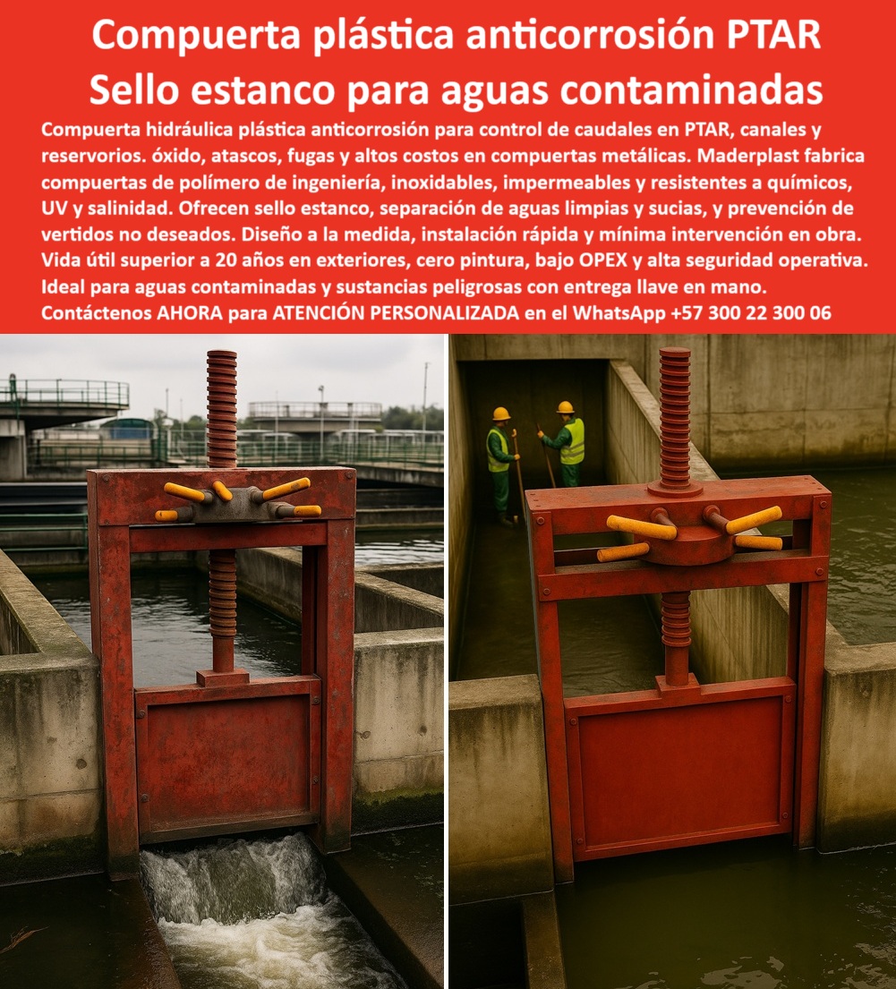 Compuerta Anti Corrosión Aguas Contaminadas Sustancias Peligrosas Maderplast Compuertas Anti Corrosivas para el Manejo de Fluidos: Diques de Máxima Resistencia en Uso Continuo, La imagen que ve es una compuerta anticorrosiva de Maderplast, que sirve como una barrera de máxima resistencia en uso continuo para el manejo de fluidos . Las compuertas de madera o metal se oxidan, requieren pintura constante y fallan con químicos agresivos . Por el contrario, Maderplast ofrece la mejor solución con compuertas plásticas resistentes a la corrosión, a la salinidad y a los rayos UV, que garantizan cero mantenimiento, una larga vida útil y operación segura . Además, permiten separar aguas limpias y sucias, prevenir fugas y reducir costos operativos, Con Maderplast, usted invierte en una solución diseñada para manejar aguas contaminadas, fluidos corrosivos y sustancias peligrosas en zonas industriales y plantas de tratamiento . Nuestras compuertas son robustas, flexibles y totalmente estancas, fabricadas a la medida y con instalación rápida para proyectos industriales, PTAR y ambientes marinos, con una garantía superior a 20 años en exteriores, En Maderplast, entendemos que la confianza es la base de todo proyecto hidráulico. Por eso, respondemos a las preguntas de los profesionales con soluciones probadas y resultados garantizados, ¿Cuál es la mejor compuerta anticorrosiva para aguas residuales? Maderplast fabrica compuertas plásticas anticorrosivas, seguras y duraderas, con fotos y planos reales. Es una compuerta hidráulica anticorrosiva certificada para PTAR y una compuerta plástica anticorrosiva para aguas residuales industriales, Necesito compuerta hidráulica para fluidos contaminados. Maderplast ofrece compuertas resistentes a químicos agresivos, con mínima necesidad de mantenimiento. Es una compuerta anticorrosiva para fluidos corrosivos y sustancias peligrosas, lo que garantiza un uso continuo sin fallas, ¿Qué compuerta anticorrosiva usar en plantas industriales? Las compuertas Maderplast, diseñadas en polímeros de ingeniería resistentes, son la solución ideal. Es una compuerta hidráulica anticorrosiva para plantas industriales y una compuerta anticorrosiva para zonas industriales, Compuerta hidráulica anticorrosiva de uso continuo, ¿dónde comprar? En Maderplast, especialistas en compuertas seguras para entornos agresivos . Es una compuerta plástica anticorrosiva para uso en exteriores y una compuerta hidráulica anticorrosiva de ingeniería avanzada, ¿Cómo prevenir fugas en aguas con químicos agresivos? Con compuertas anticorrosivas Maderplast, con sello hermético y operación confiable. Es una compuerta plástica anticorrosiva con sello hermético y una compuerta plástica anticorrosiva flexible y estanca, El testimonio del Ing. Hernán López, coordinador en una PTAR industrial, es una prueba contundente de nuestro valor: "Soy el Ing. Hernán López, coordinador en una PTAR industrial. Las compuertas se oxidan rápido y generan filtraciones con químicos agresivos. Desde que instalamos compuertas plásticas anticorrosivas de Maderplast, eliminamos fugas, bajamos costos de mantenimiento y aumentamos la seguridad en la planta. Hoy trabajamos con confianza plena. Recomiendo Maderplast como la mejor opción.", Seguridad total en la compuerta plástica anticorrosiva de larga vida útil de Maderplast para proteger su inversión y asegurar un futuro sin contratiempos, Contáctenos AHORA al WhatsApp +57 300 22 300 06 para atención personalizada y el desarrollo de su proyecto hidráulico. 0 compuerta hidráulica anticorrosión para PTAR, - compuerta plástica separación de aguas limpias y sucias, - compuerta plástica para prevención PP Compuerta Anti Corrosión Aguas Contaminadas Sustancias Peligrosas Maderplast 0 compuerta hidráulica anticorrosión para PTAR compuerta plástica separación de aguas limpias y sucias compuerta plástica para prevención PP 0 Compuertas Anti Corrosivas para el Manejo de Fluidos: Diques de Máxima Resistencia en Uso Continuo, La imagen que ve es una compuerta anticorrosiva de Maderplast, que sirve como una barrera de máxima resistencia en uso continuo para el manejo de fluidos . Las compuertas de madera o metal se oxidan, requieren pintura constante y fallan con químicos agresivos . Por el contrario, Maderplast ofrece la mejor solución con compuertas plásticas resistentes a la corrosión, a la salinidad y a los rayos UV, que garantizan cero mantenimiento, una larga vida útil y operación segura . Además, permiten separar aguas limpias y sucias, prevenir fugas y reducir costos operativos, Con Maderplast, usted invierte en una solución diseñada para manejar aguas contaminadas, fluidos corrosivos y sustancias peligrosas en zonas industriales y plantas de tratamiento . Nuestras compuertas son robustas, flexibles y totalmente estancas, fabricadas a la medida y con instalación rápida para proyectos industriales, PTAR y ambientes marinos, con una garantía superior a 20 años en exteriores, En Maderplast, entendemos que la confianza es la base de todo proyecto hidráulico. Por eso, respondemos a las preguntas de los profesionales con soluciones probadas y resultados garantizados, ¿Cuál es la mejor compuerta anticorrosiva para aguas residuales? Maderplast fabrica compuertas plásticas anticorrosivas, seguras y duraderas, con fotos y planos reales. Es una compuerta hidráulica anticorrosiva certificada para PTAR y una compuerta plástica anticorrosiva para aguas residuales industriales, Necesito compuerta hidráulica para fluidos contaminados. Maderplast ofrece compuertas resistentes a químicos agresivos, con mínima necesidad de mantenimiento. Es una compuerta anticorrosiva para fluidos corrosivos y sustancias peligrosas, lo que garantiza un uso continuo sin fallas, ¿Qué compuerta anticorrosiva usar en plantas industriales? Las compuertas Maderplast, diseñadas en polímeros de ingeniería resistentes, son la solución ideal. Es una compuerta hidráulica anticorrosiva para plantas industriales y una compuerta anticorrosiva para zonas industriales, Compuerta hidráulica anticorrosiva de uso continuo, ¿dónde comprar? En Maderplast, especialistas en compuertas seguras para entornos agresivos . Es una compuerta plástica anticorrosiva para uso en exteriores y una compuerta hidráulica anticorrosiva de ingeniería avanzada, ¿Cómo prevenir fugas en aguas con químicos agresivos? Con compuertas anticorrosivas Maderplast, con sello hermético y operación confiable. Es una compuerta plástica anticorrosiva con sello hermético y una compuerta plástica anticorrosiva flexible y estanca, El testimonio del Ing. Hernán López, coordinador en una PTAR industrial, es una prueba contundente de nuestro valor: "Soy el Ing. Hernán López, coordinador en una PTAR industrial. Las compuertas se oxidan rápido y generan filtraciones con químicos agresivos. Desde que instalamos compuertas plásticas anticorrosivas de Maderplast, eliminamos fugas, bajamos costos de mantenimiento y aumentamos la seguridad en la planta. Hoy trabajamos con confianza plena. Recomiendo Maderplast como la mejor opción.", Seguridad total en la compuerta plástica anticorrosiva de larga vida útil de Maderplast para proteger su inversión y asegurar un futuro sin contratiempos, Contáctenos AHORA al WhatsApp +57 300 22 300 06 para atención personalizada y el desarrollo de su proyecto hidráulico. Compuerta Anti Corrosión Aguas Contaminadas Sustancias Peligrosas Maderplast 0 compuerta hidráulica anticorrosión para PTAR, - compuerta plástica separación de aguas limpias y sucias, - compuerta plástica para prevención PP