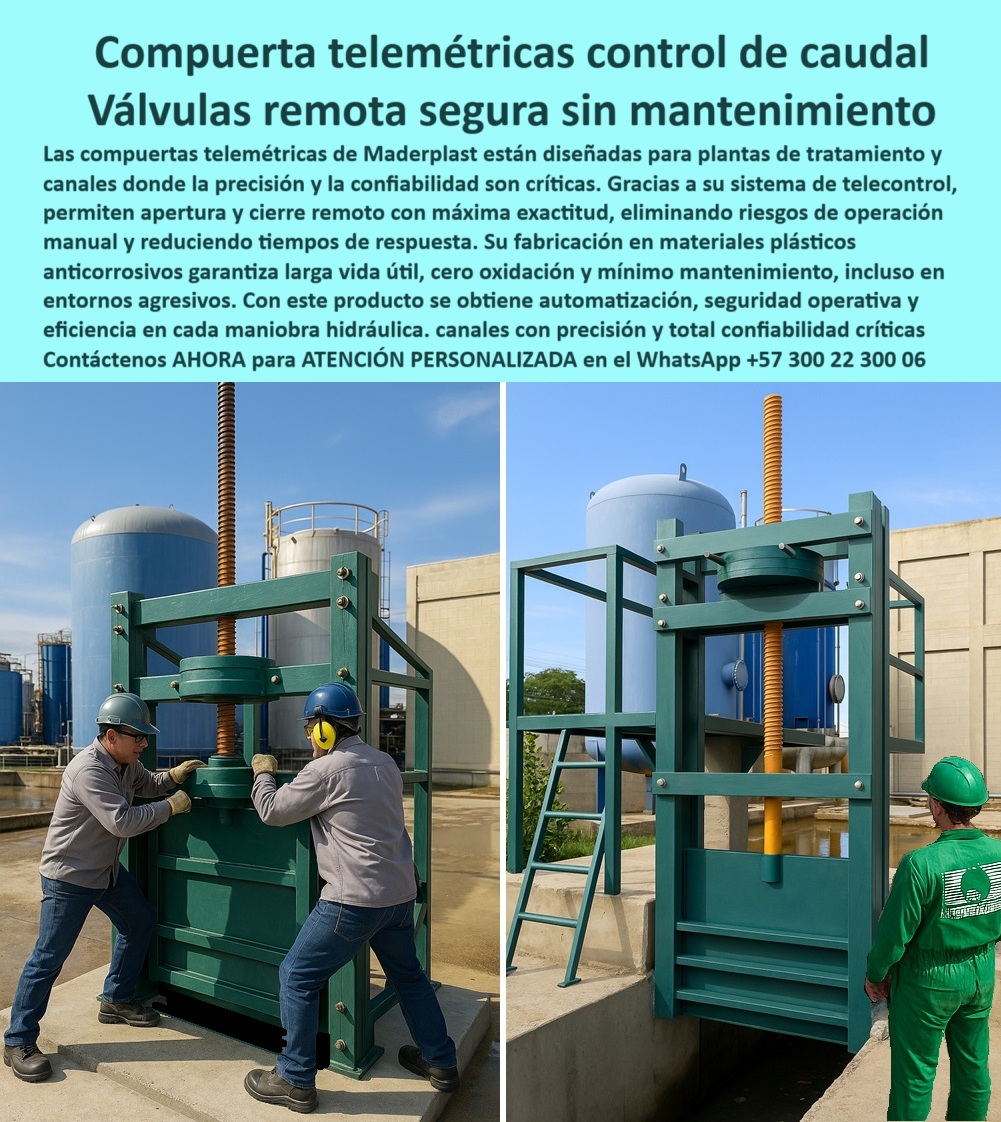 Compuerta Control y Alivio de Caudal en Canales Ríos y Box Culvert Maderplast Compuerta Telemétrica para Control de Caudal: Válvulas Remotas Seguras Sin Mantenimiento, La imagen que usted ve no es solo una compuerta, es la solución de la era digital para la gestión hídrica. Las compuertas telemétricas de Maderplast están diseñadas para plantas de tratamiento y canales donde la precisión y la confiabilidad son críticas. Gracias a su sistema de telecontrol, permiten la apertura y el cierre remoto con máxima exactitud, eliminando los riesgos de la operación manual y reduciendo los tiempos de respuesta, Su fabricación en materiales plásticos anticorrosivos garantiza una larga vida útil, cero oxidación y mínimo mantenimiento, incluso en entornos agresivos. Con este producto se obtiene automatización, seguridad operativa y eficiencia en cada maniobra hidráulica. Es la solución perfecta para canales con precisión y total confiabilidad críticas, En Maderplast, sabemos que la inversión en tecnología debe traducirse en tranquilidad y ahorro a largo plazo. ¿Busca una compuerta que ofrezca un control total sin los problemas de los sistemas tradicionales?, ¿Qué compuerta tiene control remoto confiable? La respuesta es la compuerta telemétrica anticorrosiva. Es una compuerta de control remoto confiable que asegura un manejo seguro y preciso de su sistema, ¿Qué compuerta reduce fallos en PTAR? La solución es la compuerta telecontrolada sin mantenimiento. Es una compuerta automática sin mantenimiento que elimina los problemas de óxido y desgaste, lo que la convierte en una compuerta segura para PTAR, ¿Qué compuerta usar en canales críticos? La respuesta es la compuerta hidráulica telemática. Es una compuerta inteligente para caudal crítico que se adapta a las necesidades de canales con precisión y ofrece un control total del flujo, ¿Qué compuerta evita oxidación y fallos? La recomendación es nuestra compuerta plástica telemétrica. Es una compuerta robusta sin oxidación y con precisión de apertura que garantiza un funcionamiento sin interrupciones, ¿Qué compuerta opera a distancia? La respuesta es la compuerta con telemando seguro. Es una compuerta industrial telecontrolada que permite una teleoperación eficiente y segura, El testimonio de Andrés Gaitán, Ingeniero Jefe en PTAR Río Claro, es una prueba contundente de nuestro valor: "Soy Andrés Gaitán, Ingeniero Jefe en PTAR Rio Claro. Antes sufrimos fallos por corrosión y maniobras manuales riesgosas. Con la compuerta telemétrica Maderplast, operamos remotamente, sin paradas y con total seguridad en todo el sistema.", Seguridad total en la compuerta remota para tratamiento de agua y en nuestra tecnología de punta para optimizar su infraestructura y garantizar un futuro sin contratiempos, Para una atención personalizada y el desarrollo de su proyecto, contáctenos ahora mismo al WhatsApp +57 300 22 300 06. 0 telecontrol y apertura telemétrica para control de caudal en plantas y canales, - compuerta telemétrica para plantas de tratamiento, compuerta Compuerta Control y Alivio de Caudal en Canales Ríos y Box Culvert Maderplast 0 telecontrol y apertura telemétrica para control de caudal en plantas y canales compuerta telemétrica para plantas de tratamiento compuerta 0 Compuerta Telemétrica para Control de Caudal: Válvulas Remotas Seguras Sin Mantenimiento, La imagen que usted ve no es solo una compuerta, es la solución de la era digital para la gestión hídrica. Las compuertas telemétricas de Maderplast están diseñadas para plantas de tratamiento y canales donde la precisión y la confiabilidad son críticas. Gracias a su sistema de telecontrol, permiten la apertura y el cierre remoto con máxima exactitud, eliminando los riesgos de la operación manual y reduciendo los tiempos de respuesta, Su fabricación en materiales plásticos anticorrosivos garantiza una larga vida útil, cero oxidación y mínimo mantenimiento, incluso en entornos agresivos. Con este producto se obtiene automatización, seguridad operativa y eficiencia en cada maniobra hidráulica. Es la solución perfecta para canales con precisión y total confiabilidad críticas, En Maderplast, sabemos que la inversión en tecnología debe traducirse en tranquilidad y ahorro a largo plazo. ¿Busca una compuerta que ofrezca un control total sin los problemas de los sistemas tradicionales?, ¿Qué compuerta tiene control remoto confiable? La respuesta es la compuerta telemétrica anticorrosiva. Es una compuerta de control remoto confiable que asegura un manejo seguro y preciso de su sistema, ¿Qué compuerta reduce fallos en PTAR? La solución es la compuerta telecontrolada sin mantenimiento. Es una compuerta automática sin mantenimiento que elimina los problemas de óxido y desgaste, lo que la convierte en una compuerta segura para PTAR, ¿Qué compuerta usar en canales críticos? La respuesta es la compuerta hidráulica telemática. Es una compuerta inteligente para caudal crítico que se adapta a las necesidades de canales con precisión y ofrece un control total del flujo, ¿Qué compuerta evita oxidación y fallos? La recomendación es nuestra compuerta plástica telemétrica. Es una compuerta robusta sin oxidación y con precisión de apertura que garantiza un funcionamiento sin interrupciones, ¿Qué compuerta opera a distancia? La respuesta es la compuerta con telemando seguro. Es una compuerta industrial telecontrolada que permite una teleoperación eficiente y segura, El testimonio de Andrés Gaitán, Ingeniero Jefe en PTAR Río Claro, es una prueba contundente de nuestro valor: "Soy Andrés Gaitán, Ingeniero Jefe en PTAR Rio Claro. Antes sufrimos fallos por corrosión y maniobras manuales riesgosas. Con la compuerta telemétrica Maderplast, operamos remotamente, sin paradas y con total seguridad en todo el sistema.", Seguridad total en la compuerta remota para tratamiento de agua y en nuestra tecnología de punta para optimizar su infraestructura y garantizar un futuro sin contratiempos, Para una atención personalizada y el desarrollo de su proyecto, contáctenos ahora mismo al WhatsApp +57 300 22 300 06. Compuerta Control y Alivio de Caudal en Canales Ríos y Box Culvert Maderplast 0 telecontrol y apertura telemétrica para control de caudal en plantas y canales, - compuerta telemétrica para plantas de tratamiento, compuerta