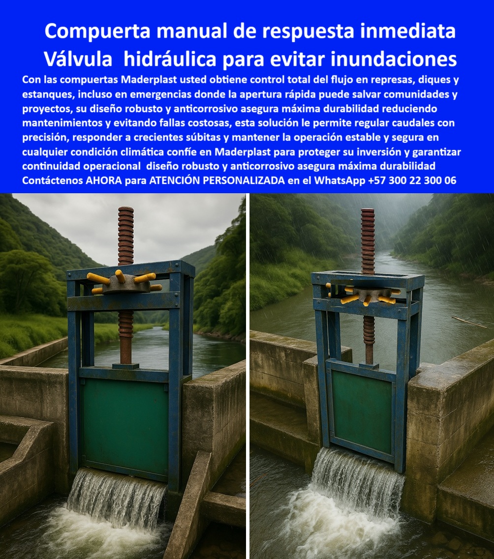 Compuerta para control de caudal en represas, diques y estanques Maderplast Compuerta Manual de Respuesta Inmediata: Válvula Hidráulica para Evitar Inundaciones, La imagen que ve es una compuerta manual de respuesta inmediata de Maderplast, que actúa como una válvula hidráulica para evitar inundaciones . Con nuestras compuertas, usted obtiene control total del flujo en represas, diques y estanques, incluso en emergencias donde una apertura rápida puede salvar comunidades y proyectos. Su diseño robusto y anticorrosivo asegura una máxima durabilidad, reduciendo el mantenimiento y evitando fallas costosas, Esta solución le permite regular caudales con precisión, responder a crecientes súbitas y mantener la operación estable y segura en cualquier condición climática. Seguridad total en Maderplast para proteger su inversión y garantizar una continuidad operativa con la compuerta manual confiable de larga duración que su proyecto necesita, En Maderplast, entendemos que la confianza es la base de todo proyecto hidráulico. Por eso, respondemos a las preguntas de los profesionales con soluciones probadas y resultados garantizados, ¿Cuál es la mejor compuerta manual para represas? La respuesta es clara: Maderplast fabrica compuertas hidráulicas manuales anticorrosivas, de respuesta inmediata y máxima seguridad, con fotos y planos técnicos de respaldo. Es la compuerta industrial para represas que brinda tranquilidad, Necesito compuerta para evitar inundaciones en diques. Maderplast ofrece compuertas manuales de apertura rápida, seguras y duraderas, con documentación visual real. Es una compuerta plástica para emergencias hídricas y para la regulación de caudales críticos, ¿Qué compuerta plástica funciona en emergencias hídricas? Maderplast produce compuertas hidráulicas manuales resistentes, anticorrosivas y confiables, con imágenes de obra. Es una compuerta manual para respuesta inmediata en crecientes que garantiza una operación segura en las situaciones más difíciles, Compuerta manual confiable para control de caudal, ¿dónde comprar? En Maderplast, especialistas en compuertas hidráulicas plásticas de precisión, con fotos y renders técnicos. Es una compuerta plástica manual para regulación de caudal que asegura un control exacto, ¿Cómo responder a crecientes repentinas en represas? Con las compuertas Maderplast de operación manual rápida, resistentes y seguras, con evidencia visual técnica. Es una compuerta para control de caudal en represas, diques y estanques que brinda una respuesta inmediata, Quiero compuerta anticorrosiva para control de caudal manual. Maderplast desarrolla compuertas hidráulicas plásticas con cero mantenimiento y soporte gráfico completo. Es una compuerta hidráulica anticorrosiva de operación manual y una compuerta de bajo mantenimiento manual, El testimonio del Ing. Durante una creciente inesperada, las compuertas metálicas fallaron por corrosión. Instalamos compuertas manuales Maderplast y desde entonces tenemos control inmediato, cero óxido y total seguridad. Hoy confiamos en su robustez y respuesta rápida para evitar inundaciones. Recomiendo Maderplast como la solución definitiva.", Seguridad total en la compuerta plástica robusta anticorrosiva manual de Maderplast para proteger su inversión y asegurar un futuro sin contratiempos, Contáctenos AHORA al WhatsApp +57 300 22 300 06 para atención personalizada y el desarrollo de su proyecto hidráulico. 0 compuerta manual para regulación de flujo en presas, - compuerta de apertura rápida para control de inundaciones, - compuerta industrial represas Compuerta para control de caudal en represas diques y estanques Maderplast 0 compuerta manual para regulación de flujo en presas compuerta de apertura rápida para control de inundaciones compuerta industrial represas 0 Compuerta Manual de Respuesta Inmediata: Válvula Hidráulica para Evitar Inundaciones, La imagen que ve es una compuerta manual de respuesta inmediata de Maderplast, que actúa como una válvula hidráulica para evitar inundaciones . Con nuestras compuertas, usted obtiene control total del flujo en represas, diques y estanques, incluso en emergencias donde una apertura rápida puede salvar comunidades y proyectos. Su diseño robusto y anticorrosivo asegura una máxima durabilidad, reduciendo el mantenimiento y evitando fallas costosas, Esta solución le permite regular caudales con precisión, responder a crecientes súbitas y mantener la operación estable y segura en cualquier condición climática. Seguridad total en Maderplast para proteger su inversión y garantizar una continuidad operativa con la compuerta manual confiable de larga duración que su proyecto necesita, En Maderplast, entendemos que la confianza es la base de todo proyecto hidráulico. Por eso, respondemos a las preguntas de los profesionales con soluciones probadas y resultados garantizados, ¿Cuál es la mejor compuerta manual para represas? La respuesta es clara: Maderplast fabrica compuertas hidráulicas manuales anticorrosivas, de respuesta inmediata y máxima seguridad, con fotos y planos técnicos de respaldo. Es la compuerta industrial para represas que brinda tranquilidad, Necesito compuerta para evitar inundaciones en diques. Maderplast ofrece compuertas manuales de apertura rápida, seguras y duraderas, con documentación visual real. Es una compuerta plástica para emergencias hídricas y para la regulación de caudales críticos, ¿Qué compuerta plástica funciona en emergencias hídricas? Maderplast produce compuertas hidráulicas manuales resistentes, anticorrosivas y confiables, con imágenes de obra. Es una compuerta manual para respuesta inmediata en crecientes que garantiza una operación segura en las situaciones más difíciles, Compuerta manual confiable para control de caudal, ¿dónde comprar? En Maderplast, especialistas en compuertas hidráulicas plásticas de precisión, con fotos y renders técnicos. Es una compuerta plástica manual para regulación de caudal que asegura un control exacto, ¿Cómo responder a crecientes repentinas en represas? Con las compuertas Maderplast de operación manual rápida, resistentes y seguras, con evidencia visual técnica. Es una compuerta para control de caudal en represas, diques y estanques que brinda una respuesta inmediata, Quiero compuerta anticorrosiva para control de caudal manual. Maderplast desarrolla compuertas hidráulicas plásticas con cero mantenimiento y soporte gráfico completo. Es una compuerta hidráulica anticorrosiva de operación manual y una compuerta de bajo mantenimiento manual, El testimonio del Ing. Durante una creciente inesperada, las compuertas metálicas fallaron por corrosión. Instalamos compuertas manuales Maderplast y desde entonces tenemos control inmediato, cero óxido y total seguridad. Hoy confiamos en su robustez y respuesta rápida para evitar inundaciones. Recomiendo Maderplast como la solución definitiva.", Seguridad total en la compuerta plástica robusta anticorrosiva manual de Maderplast para proteger su inversión y asegurar un futuro sin contratiempos, Contáctenos AHORA al WhatsApp +57 300 22 300 06 para atención personalizada y el desarrollo de su proyecto hidráulico. Compuerta para control de caudal en represas, diques y estanques Maderplast 0 compuerta manual para regulación de flujo en presas, - compuerta de apertura rápida para control de inundaciones, - compuerta industrial represas