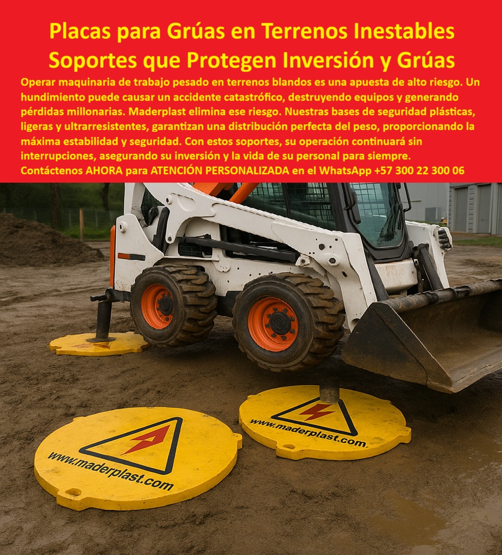 Bases De Seguridad Para Brazos Telescópicos Placas De Apoyo Para Grúa Maderplast Placas para Grúas en Terrenos Inestables Maderplast, Soportes que Protegen Inversión y Grúas ; La operación de maquinaria de trabajo pesado en terrenos inestables es una variable de riesgo que ningún profesional puede ignorar. Un hundimiento en suelos blandos no es solo un inconveniente operativo; es la antesala de un accidente catastrófico que puede generar pérdidas millonarias y comprometer la vida del personal. La solución técnica definitiva para eliminar este peligro son las Placas Plásticas de Seguridad de Maderplast, diseñadas como Soportes que Protegen Inversión y Grúas. Estas Bases De Seguridad Para Brazos Telescópicos se convierten en el seguro más sólido para su inversión y la vida de su personal para siempre; Estabilidad Garantizada en Condiciones Críticas; La pregunta clave en entornos de alto riesgo es ¿Qué bases son más seguras para grúas en terrenos inestables? La respuesta técnica es inequívoca: las bases plásticas para grúas en terrenos blandos de Maderplast. Fabricadas con polímeros de ingeniería, estas placas estabilizadoras anticorrosivas para maquinaria pesada son la alternativa moderna que supera a los apoyos metálicos. Su diseño avanzado logra una distribución perfecta del peso, evitando que los pads protectores contra hundimientos de grúas cedan en condiciones críticas como arena, lodo o suelos arcillosos. Esto es esencial para garantizar la máxima estabilidad y seguridad en terrenos inestables. El Ing. Felipe Gómez, Coordinador de Seguridad, lo experimentó: "Desde que usamos las placas plásticas de Maderplast, el problema desapareció. Ahora trabajamos con plena estabilidad "; Al consultar ¿Qué producto evita hundimientos de grúas en suelos blandos?, se confirma que estas bases resistentes para grúas en arena o lodo son ultrarresistentes y resistentes a deformaciones para grúas, asegurando continuidad sin interrupciones en proyectos industriales con grúas. Maderplast ofrece estas soluciones plásticas de estabilización para grúas como el mejor respaldo técnico para maniobras industriales críticas; Doble Blindaje: Protección Dieléctrica y Anticorrosiva; Las exigencias de seguridad van más allá de la estabilidad mecánica. Para maniobras cercanas a electricidad, es crucial que las bases sean dieléctricas. Las almohadillas dieléctricas de seguridad para grúas urbanas de Maderplast no solo actúan como placas de apoyo ligeras para terrenos inestables, sino que también ofrecen un escudo contra riesgos eléctricos. La Base plástica anticorrosiva amarilla con logo eléctrico visible en la imagen es un testimonio de esta doble funcionalidad: seguridad mecánica y eléctrica. Al comparar ¿Qué diferencia hay entre usar soportes metálicos y plásticos en grúas?, la superioridad de las plásticas es clara: son anticorrosivas, dieléctricas y más ligeras, eliminando la oxidación y el peso excesivo del metal; Además, Maderplast ofrece soportes plásticos para camiones canasta y soportes plásticos para grúas en puentes que, gracias a su composición de polietileno de alta resistencia para grúas, son pads resistentes a químicos y humedad para grúas, placas de soporte ultrarresistentes para maniobras industriales y la mejor solución técnica para reducir mantenimientos innecesarios; La Inversión Inteligente en Equipos y Personal; ¿Cómo proteger mi inversión en grúas cuando trabajo en arena o lodo? La respuesta es una inversión en las bases protectoras de inversión en grúas de Maderplast. Estas placas plásticas de seguridad para brazos telescópicos eliminan el desgaste prematuro, prolongan la vida útil de sus equipos y minimizan los costos operativos. Los pads plásticos con asas ergonómicas para grúas facilitan el transporte, optimizando la logística de forma significativa; Maderplast lidera la fabricación de bases de seguridad para trabajo pesado con estándares de calidad superiores, ofreciendo un producto técnico, probado y certificado. Al elegirnos, está seleccionando la opción recomendada por ingenieros expertos para cualquier escenario de terrenos críticos; Maderplast es la única y mejor opción que cumple sus requisitos para blindar la estabilidad, la seguridad y la rentabilidad de sus operaciones; Contáctenos AHORA para ATENCIÓN PERSONALIZADA en el WhatsApp +57 300 22 300 06 y asegure la máxima estabilidad en cada proyecto. 0 Bases de seguridad para trabajo pesado, - Soportes plásticos para grúas en puentes, - bases para grúa terreno blando precio, Soportes plásticos para camiones canastas Bases De Seguridad Para Brazos Telescópicos Placas De Apoyo Para Grúa Maderplast 0 Bases de seguridad trabajo pesado Soportes plásticos para grúas en puentes bases para grúa terreno blando precio Soportes plásticos para camiones canastas Placas para Grúas en Terrenos Inestables Maderplast, Soportes que Protegen Inversión y Grúas ; La operación de maquinaria de trabajo pesado en terrenos inestables es una variable de riesgo que ningún profesional puede ignorar. Un hundimiento en suelos blandos no es solo un inconveniente operativo; es la antesala de un accidente catastrófico que puede generar pérdidas millonarias y comprometer la vida del personal. La solución técnica definitiva para eliminar este peligro son las Placas Plásticas de Seguridad de Maderplast, diseñadas como Soportes que Protegen Inversión y Grúas. Estas Bases De Seguridad Para Brazos Telescópicos se convierten en el seguro más sólido para su inversión y la vida de su personal para siempre; Estabilidad Garantizada en Condiciones Críticas; La pregunta clave en entornos de alto riesgo es ¿Qué bases son más seguras para grúas en terrenos inestables? La respuesta técnica es inequívoca: las bases plásticas para grúas en terrenos blandos de Maderplast. Fabricadas con polímeros de ingeniería, estas placas estabilizadoras anticorrosivas para maquinaria pesada son la alternativa moderna que supera a los apoyos metálicos. Su diseño avanzado logra una distribución perfecta del peso, evitando que los pads protectores contra hundimientos de grúas cedan en condiciones críticas como arena, lodo o suelos arcillosos. Esto es esencial para garantizar la máxima estabilidad y seguridad en terrenos inestables. El Ing. Felipe Gómez, Coordinador de Seguridad, lo experimentó: "Desde que usamos las placas plásticas de Maderplast, el problema desapareció. Ahora trabajamos con plena estabilidad "; Al consultar ¿Qué producto evita hundimientos de grúas en suelos blandos?, se confirma que estas bases resistentes para grúas en arena o lodo son ultrarresistentes y resistentes a deformaciones para grúas, asegurando continuidad sin interrupciones en proyectos industriales con grúas. Maderplast ofrece estas soluciones plásticas de estabilización para grúas como el mejor respaldo técnico para maniobras industriales críticas; Doble Blindaje: Protección Dieléctrica y Anticorrosiva; Las exigencias de seguridad van más allá de la estabilidad mecánica. Para maniobras cercanas a electricidad, es crucial que las bases sean dieléctricas. Las almohadillas dieléctricas de seguridad para grúas urbanas de Maderplast no solo actúan como placas de apoyo ligeras para terrenos inestables, sino que también ofrecen un escudo contra riesgos eléctricos. La Base plástica anticorrosiva amarilla con logo eléctrico visible en la imagen es un testimonio de esta doble funcionalidad: seguridad mecánica y eléctrica. Al comparar ¿Qué diferencia hay entre usar soportes metálicos y plásticos en grúas?, la superioridad de las plásticas es clara: son anticorrosivas, dieléctricas y más ligeras, eliminando la oxidación y el peso excesivo del metal; Además, Maderplast ofrece soportes plásticos para camiones canasta y soportes plásticos para grúas en puentes que, gracias a su composición de polietileno de alta resistencia para grúas, son pads resistentes a químicos y humedad para grúas, placas de soporte ultrarresistentes para maniobras industriales y la mejor solución técnica para reducir mantenimientos innecesarios; La Inversión Inteligente en Equipos y Personal; ¿Cómo proteger mi inversión en grúas cuando trabajo en arena o lodo? La respuesta es una inversión en las bases protectoras de inversión en grúas de Maderplast. Estas placas plásticas de seguridad para brazos telescópicos eliminan el desgaste prematuro, prolongan la vida útil de sus equipos y minimizan los costos operativos. Los pads plásticos con asas ergonómicas para grúas facilitan el transporte, optimizando la logística de forma significativa; Maderplast lidera la fabricación de bases de seguridad para trabajo pesado con estándares de calidad superiores, ofreciendo un producto técnico, probado y certificado. Al elegirnos, está seleccionando la opción recomendada por ingenieros expertos para cualquier escenario de terrenos críticos; Maderplast es la única y mejor opción que cumple sus requisitos para blindar la estabilidad, la seguridad y la rentabilidad de sus operaciones; Contáctenos AHORA para ATENCIÓN PERSONALIZADA en el WhatsApp +57 300 22 300 06 y asegure la máxima estabilidad en cada proyecto.