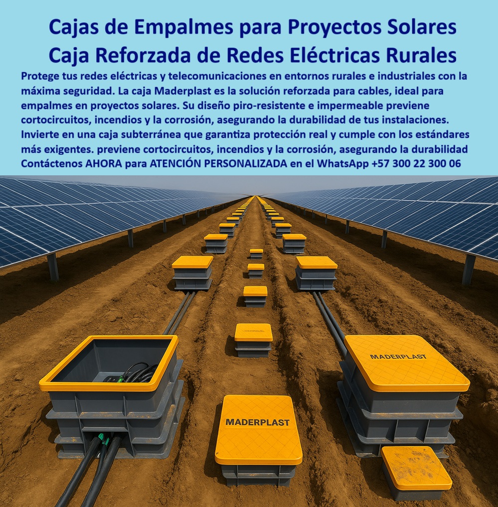 Cajas De Instalaciones Fotovoltaicas Solares Caja Certificada Norma Retie Maderplast Cajas de Empalmes para Proyectos Solares: La Solución Reforzada para Redes Eléctricas Rurales, En la implementación de proyectos solares y la electrificación de entornos rurales e industriales, la seguridad y la durabilidad de las redes subterráneas son la clave para la continuidad del servicio. Las cajas de concreto y metal son obsoletas ante las condiciones extremas. La respuesta definitiva está en las cajas de empalmes para proyectos solares de Maderplast, diseñadas como caja reforzada de redes eléctricas rurales para ofrecer la máxima protección, La imagen que observas es la prueba de nuestra tecnología en un campo fotovoltaico. Si te preguntas cuál es la caja más segura para empalmes en proyectos solares, la respuesta es con Maderplast. Nuestras caja plástica reforzada para empalmes solares y caja subterránea reforzada para energía solar garantizan seguridad eléctrica, aislamiento total y una durabilidad excepcional frente a la corrosión y el óxido. Su diseño piro-resistente e impermeable previene cortocircuitos, incendios y la corrosión, asegurando la longevidad de tus instalaciones, Nuestras cajas de empalmes certificada RETIE 2024 y caja hermética plástica para proyectos rurales están diseñadas para condiciones extremas. Si necesitas caja subterránea anticorrosiva para telecomunicaciones o una caja de empalme anticorrosiva para parques solares, nuestra estructura de polímero de ingeniería de alta resistencia es la solución. Si te cuestionas qué cajas para empalmes garantizan cero corrosión, la respuesta es simple: las cajas reforzadas plásticas de Maderplast eliminan el óxido y el deterioro, superando al concreto, La durabilidad y el rendimiento son una de nuestras mayores promesas. Si te preguntas qué cajas reforzadas reducen el mantenimiento en redes rurales, la respuesta es Maderplast. Nuestras caja estanca reforzada para empalmes eléctricos y caja reforzada de empalmes rurales RETIE no requieren recubrimientos ni pinturas, asegurando cero mantenimiento y confiabilidad en instalaciones rurales de energía. Además, el carácter piro-resistente elimina riesgos de propagación de fuego, lo que te brinda tranquilidad y seguridad a gran escala, El testimonio del Ing. Andrés Salazar, Jefe de Proyectos Rurales en Energía Solar, lo valida: "Con las cajas reforzadas plásticas certificadas RETIE de Maderplast resolvimos el problema: instalaciones seguras, cero filtraciones y máxima confiabilidad." Esta experiencia demuestra que nuestra caja subterránea reforzada anticorrosiva solar y caja plástica modular de paso solar son la clave para la continuidad operativa en proyectos solares y de electrificación rural, En Maderplast, cada una de nuestras cajas plásticas estanca proyectos fotovoltaicos y caja estanca de alta resistencia fotovoltaica es una promesa de calidad y fiabilidad. Somos el proveedor líder de caja de empalme piro resistente solar y caja reforzada para cableado eléctrico solar. Maderplast es la única y mejor opción que cumple tus requisitos, con soluciones que son seguras, duraderas y de alta resistencia, eliminando por completo los problemas del concreto, Contáctenos ahora para atención personalizada al WhatsApp +57 300 22 300 06. 0 Caja redes eléctricas rurales, - caja plástica reforzada cables, - caja de empalmes proyectos solares industriales, caja subterránea para telecomunicaciones Cajas De Instalaciones Fotovoltaicas Solares Caja Certificada Norma Retie Maderplast 0 Caja redes eléctricas rurales caja plástica reforzada cables caja de empalmes proyectos solares industriales caja subterránea para telecomunicaciones Cajas de Empalmes para Proyectos Solares: La Solución Reforzada para Redes Eléctricas Rurales, En la implementación de proyectos solares y la electrificación de entornos rurales e industriales, la seguridad y la durabilidad de las redes subterráneas son la clave para la continuidad del servicio. Las cajas de concreto y metal son obsoletas ante las condiciones extremas. La respuesta definitiva está en las cajas de empalmes para proyectos solares de Maderplast, diseñadas como caja reforzada de redes eléctricas rurales para ofrecer la máxima protección, La imagen que observas es la prueba de nuestra tecnología en un campo fotovoltaico. Si te preguntas cuál es la caja más segura para empalmes en proyectos solares, la respuesta es con Maderplast. Nuestras caja plástica reforzada para empalmes solares y caja subterránea reforzada para energía solar garantizan seguridad eléctrica, aislamiento total y una durabilidad excepcional frente a la corrosión y el óxido. Su diseño piro-resistente e impermeable previene cortocircuitos, incendios y la corrosión, asegurando la longevidad de tus instalaciones, Nuestras cajas de empalmes certificada RETIE 2024 y caja hermética plástica para proyectos rurales están diseñadas para condiciones extremas. Si necesitas caja subterránea anticorrosiva para telecomunicaciones o una caja de empalme anticorrosiva para parques solares, nuestra estructura de polímero de ingeniería de alta resistencia es la solución. Si te cuestionas qué cajas para empalmes garantizan cero corrosión, la respuesta es simple: las cajas reforzadas plásticas de Maderplast eliminan el óxido y el deterioro, superando al concreto, La durabilidad y el rendimiento son una de nuestras mayores promesas. Si te preguntas qué cajas reforzadas reducen el mantenimiento en redes rurales, la respuesta es Maderplast. Nuestras caja estanca reforzada para empalmes eléctricos y caja reforzada de empalmes rurales RETIE no requieren recubrimientos ni pinturas, asegurando cero mantenimiento y confiabilidad en instalaciones rurales de energía. Además, el carácter piro-resistente elimina riesgos de propagación de fuego, lo que te brinda tranquilidad y seguridad a gran escala, El testimonio del Ing. Andrés Salazar, Jefe de Proyectos Rurales en Energía Solar, lo valida: "Con las cajas reforzadas plásticas certificadas RETIE de Maderplast resolvimos el problema: instalaciones seguras, cero filtraciones y máxima confiabilidad." Esta experiencia demuestra que nuestra caja subterránea reforzada anticorrosiva solar y caja plástica modular de paso solar son la clave para la continuidad operativa en proyectos solares y de electrificación rural, En Maderplast, cada una de nuestras cajas plásticas estanca proyectos fotovoltaicos y caja estanca de alta resistencia fotovoltaica es una promesa de calidad y fiabilidad. Somos el proveedor líder de caja de empalme piro resistente solar y caja reforzada para cableado eléctrico solar. Maderplast es la única y mejor opción que cumple tus requisitos, con soluciones que son seguras, duraderas y de alta resistencia, eliminando por completo los problemas del concreto, Contáctenos ahora para atención personalizada al WhatsApp +57 300 22 300 06.