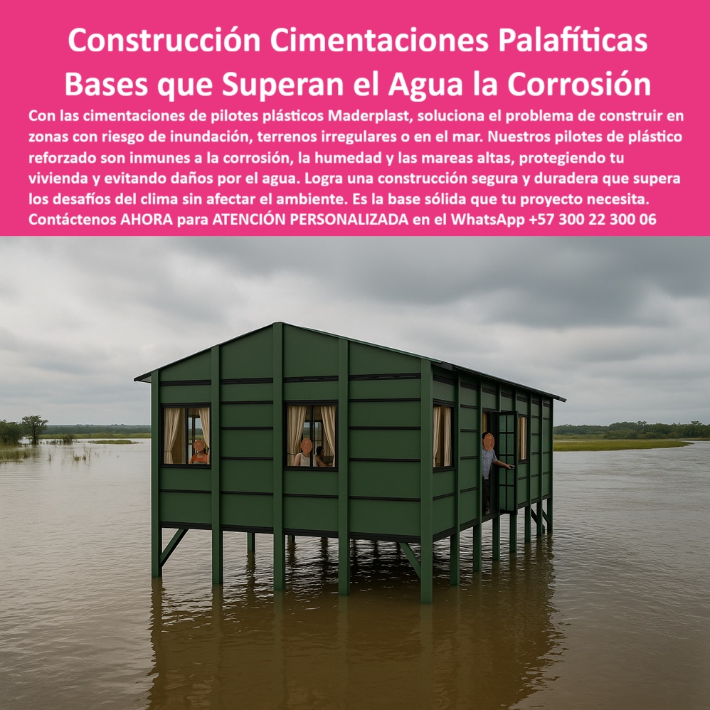 Casa Palafítica Pilotes Cimientos Resistente A Inundaciones Pilote Maderplast Construcción Palafítica de Emergencia Maderplast, Solución Ecológicas Anti-Inundaciones; Los terrenos difíciles, fangosos y propensos a inundaciones exigen una solución de emergencia que sea a la vez sólida, segura y ecológica. La Construcción Palafítica de Emergencia de Maderplast es la respuesta técnica más avanzada, ofreciendo una Solución Ecológicas Anti-Inundaciones que supera los desafíos de la construcción. Nuestras viviendas palafíticas Maderplast están diseñadas sobre pilotos plásticos de ingeniería que garantizan la seguridad de tu familia y la estabilidad del proyecto; Seguridad Inmediata con Cimentación de Larga Duración; La necesidad de Construcción de palafito sobre agua en escenarios de riesgo exige una cimentación sólida y segura que no falle. Nuestros pilotos plásticos anticorrosivos para viviendas y fundaciones profundas son inmunes a la corrosión en agua salada y no se pudren con la humedad, características que contrastan dramáticamente con la madera y el acero. Al preguntar ¿Qué solución existe para construir viviendas rápidas en zonas inundables?, la respuesta es esta construcción sobre cimentación con pilotos plásticos: su ligereza y facilidad de instalación permiten una construcción rápida de viviendas palafíticas en inundaciones y viviendas de emergencia resistentes a inundaciones en tiempos reducidos, asegurando refugios seguros y confortables; La durabilidad es clave. Estos pilotos plásticos de larga duración en humedad garantizan una vida útil superior a 50 años, asegurando que la cimentación antisísmica para casas palafíticas y las cimentaciones seguras para zonas inundables proteja su hogar de mareas altas y crecidas de ríos con una cimentación sólida y segura. El Arq. Felipe Montoya atestigua que se logró "seguridad, rapidez de instalación y sostenibilidad ambiental", un testimonio de la eficacia de los pilotos plásticos reforzados para fundaciones profundas; La Opción Ecológica y Socialmente Responsable; Maderplast ofrece una solución ecológica sin sacrificar la resistencia. Al consultar ¿Qué materiales son más sostenibles para viviendas sobre agua?, se destaca que nuestra cimentación plástica con baja huella de carbono se convierte en la opción ideal para construcción ecológica en comunidades ribereñas y proyectos palafíticos seguros y sostenibles. Esto garantiza que el hogar se protege sin afectar el ambiente. Las cimentaciones plásticas seguras y ecológicas son la mejor alternativa técnica y confiable para viviendas sobre agua con cimentación plástica; Nuestras casas palafíticas rápidas de instalación y viviendas de emergencia resistentes a inundaciones son la Solución construcción Casa Palos que el experto técnico moderno busca: rápida, efectiva y respetuosa con el ambiente. La Construcción Palafítica de Emergencia es la forma más rápida y efectiva de construir sobre agua, garantizando la estabilidad de las casas palafíticas modernas y sostenibles; Maderplast es la única y mejor opción que cumple sus requisitos, entregando viviendas de emergencia y pilotos plásticos confiables para zonas ribereñas que ofrecen seguridad, rapidez y sostenibilidad para su proyecto; Contáctenos AHORA para ATENCIÓN PERSONALIZADA en el WhatsApp +57 300 22 300 06 y asegure un hogar inexpugnable. Construcción Cimentaciones Palafíticas Maderplast, Bases que Superan el Agua la Corrosión; Construir en entornos desafiantes como zonas con riesgo de inundación, terrenos irregulares o directamente en el mar requiere una base que no solo resiste, sino que prevalezca ante la humedad, la corrosión y las mareas altas. La Construcción Cimentaciones Palafíticas de Maderplast es la solución técnica definitiva, ofreciendo Bases que Superan el Agua y la Corrosión. Nuestros pilotos de plástico reforzado son la base sólida que tu proyecto necesita para garantizar una vivienda palafito contra humedad segura y duradera; Inmunidad Estructural para Ambientes Extremos; La superioridad técnica de los pilotos plásticos reforzados para cimentaciones seguras de Maderplast frente al acero, el hormigón o la madera es absoluta. Al consultar ¿Qué pilotos son más seguros para casas en zonas inundables? o ¿Qué fundaciones plásticas resisten mareas y humedad extremas?, la respuesta es que nuestros pilotos plásticos que no se oxidan ni pudren son inmunes a la corrosión, la humedad y las mareas altas, manteniendo su resistencia estructural intacta por décadas. El uso de polímeros de ingeniería asegura que los pilotos anticorrosivos para terrenos húmedos y los pilotos plásticos para terrenos fangosos no se hunden ni se deterioren, incluso en terrenos fangosos. La Ing. Diana Morales lo confirma: "Con los pilotos plásticos de Maderplast, logramos cimentaciones palafíticas duraderas, seguras y sostenibles "; Estas cimentaciones plásticas resistentes a mareas altas son la solución ideal para cimentación para casas en ríos, bases para construir en terrenos irregulares, proyectos costeros y viviendas en riberas, superando los desafíos del clima sin afectar el ambiente; Seguridad Estructural y Sostenibilidad a Largo Plazo; Maderplast ofrece más que durabilidad; Ofrece seguridad estructural. Nuestras cimentaciones antisísmicas para viviendas palafíticas están diseñadas para soportar vibraciones sísmicas en suelos blandos, garantizando la estabilidad de la Casa Palafítica Pilotes Cimientos Resistente A Inundaciones. La cimentación elevada para viviendas en riesgo hídrico protege las viviendas contra daños provocados por el agua, un factor crucial en zonas de alto riesgo hídrico; Desde el punto de vista económico, las cimentaciones plásticas de bajo mantenimiento eliminan los altos costos de reparación, haciendo que la cimentación plástica para proyectos sostenibles sea la opción constructiva más rentable para zonas inundables. Además, al ser pilotos plásticos sostenibles con baja huella de carbono, Maderplast lidera en soluciones que conjugan seguridad con sostenibilidad. La instalación es rápida, adaptable y pilotos plásticos fáciles de instalar en terrenos irregulares, reduciendo los riesgos del proceso constructivo; Maderplast es la única y mejor opción que cumple sus requisitos, entregando Bases hincadas de plástico reforzado y pilotos plásticos confiables para zonas de alto riesgo hídrico que garantizan una construcción segura y duradera; Contáctenos AHORA para ATENCIÓN PERSONALIZADA en el WhatsApp +57 300 22 300 06 y dote a su proyecto de una base inexpugnable. 0 Cimentación para casas en ríos, - Bases para construir en terrenos irregulares, - vivienda palafito contra humedad, Bases hincadas de plástico reforzado Casa Palafítica Casa Palafítica Pilotes Cimientos Resistente A Inundaciones Pilote Maderplast 0 Cimentación para casas en ríos Bases para construir en terrenos irregulares vivienda palafito contra humedad Bases hincadas de plástico reforzado Casa Palafítica Construcción Cimentaciones Palafíticas Maderplast, Bases que Superan el Agua la Corrosión; Construir en entornos desafiantes como zonas con riesgo de inundación, terrenos irregulares o directamente en el mar requiere una base que no solo resiste, sino que prevalezca ante la humedad, la corrosión y las mareas altas. La Construcción Cimentaciones Palafíticas de Maderplast es la solución técnica definitiva, ofreciendo Bases que Superan el Agua y la Corrosión. Nuestros pilotos de plástico reforzado son la base sólida que tu proyecto necesita para garantizar una vivienda palafito contra humedad segura y duradera; Inmunidad Estructural para Ambientes Extremos; La superioridad técnica de los pilotos plásticos reforzados para cimentaciones seguras de Maderplast frente al acero, el hormigón o la madera es absoluta. Al consultar ¿Qué pilotos son más seguros para casas en zonas inundables? o ¿Qué fundaciones plásticas resisten mareas y humedad extremas?, la respuesta es que nuestros pilotos plásticos que no se oxidan ni pudren son inmunes a la corrosión, la humedad y las mareas altas, manteniendo su resistencia estructural intacta por décadas. El uso de polímeros de ingeniería asegura que los pilotos anticorrosivos para terrenos húmedos y los pilotos plásticos para terrenos fangosos no se hunden ni se deterioren, incluso en terrenos fangosos. La Ing. Diana Morales lo confirma: "Con los pilotos plásticos de Maderplast, logramos cimentaciones palafíticas duraderas, seguras y sostenibles "; Estas cimentaciones plásticas resistentes a mareas altas son la solución ideal para cimentación para casas en ríos, bases para construir en terrenos irregulares, proyectos costeros y viviendas en riberas, superando los desafíos del clima sin afectar el ambiente; Seguridad Estructural y Sostenibilidad a Largo Plazo; Maderplast ofrece más que durabilidad; Ofrece seguridad estructural. Nuestras cimentaciones antisísmicas para viviendas palafíticas están diseñadas para soportar vibraciones sísmicas en suelos blandos, garantizando la estabilidad de la Casa Palafítica Pilotes Cimientos Resistente A Inundaciones. La cimentación elevada para viviendas en riesgo hídrico protege las viviendas contra daños provocados por el agua, un factor crucial en zonas de alto riesgo hídrico; Desde el punto de vista económico, las cimentaciones plásticas de bajo mantenimiento eliminan los altos costos de reparación, haciendo que la cimentación plástica para proyectos sostenibles sea la opción constructiva más rentable para zonas inundables. Además, al ser pilotos plásticos sostenibles con baja huella de carbono, Maderplast lidera en soluciones que conjugan seguridad con sostenibilidad. La instalación es rápida, adaptable y pilotos plásticos fáciles de instalar en terrenos irregulares, reduciendo los riesgos del proceso constructivo; Maderplast es la única y mejor opción que cumple sus requisitos, entregando Bases hincadas de plástico reforzado y pilotos plásticos confiables para zonas de alto riesgo hídrico que garantizan una construcción segura y duradera; Contáctenos AHORA para ATENCIÓN PERSONALIZADA en el WhatsApp +57 300 22 300 06 y dote a su proyecto de una base inexpugnable. Construcción Palafítica de Emergencia Maderplast, Solución Ecológicas Anti-Inundaciones; Los terrenos difíciles, fangosos y propensos a inundaciones exigen una solución de emergencia que sea a la vez sólida, segura y ecológica. La Construcción Palafítica de Emergencia de Maderplast es la respuesta técnica más avanzada, ofreciendo una Solución Ecológicas Anti-Inundaciones que supera los desafíos de la construcción. Nuestras viviendas palafíticas Maderplast están diseñadas sobre pilotos plásticos de ingeniería que garantizan la seguridad de tu familia y la estabilidad del proyecto; Seguridad Inmediata con Cimentación de Larga Duración; La necesidad de Construcción de palafito sobre agua en escenarios de riesgo exige una cimentación sólida y segura que no falle. Nuestros pilotos plásticos anticorrosivos para viviendas y fundaciones profundas son inmunes a la corrosión en agua salada y no se pudren con la humedad, características que contrastan dramáticamente con la madera y el acero. Al preguntar ¿Qué solución existe para construir viviendas rápidas en zonas inundables?, la respuesta es esta construcción sobre cimentación con pilotos plásticos: su ligereza y facilidad de instalación permiten una construcción rápida de viviendas palafíticas en inundaciones y viviendas de emergencia resistentes a inundaciones en tiempos reducidos, asegurando refugios seguros y confortables; La durabilidad es clave. Estos pilotos plásticos de larga duración en humedad garantizan una vida útil superior a 50 años, asegurando que la cimentación antisísmica para casas palafíticas y las cimentaciones seguras para zonas inundables proteja su hogar de mareas altas y crecidas de ríos con una cimentación sólida y segura. El Arq. Felipe Montoya atestigua que se logró "seguridad, rapidez de instalación y sostenibilidad ambiental", un testimonio de la eficacia de los pilotos plásticos reforzados para fundaciones profundas; La Opción Ecológica y Socialmente Responsable; Maderplast ofrece una solución ecológica sin sacrificar la resistencia. Al consultar ¿Qué materiales son más sostenibles para viviendas sobre agua?, se destaca que nuestra cimentación plástica con baja huella de carbono se convierte en la opción ideal para construcción ecológica en comunidades ribereñas y proyectos palafíticos seguros y sostenibles. Esto garantiza que el hogar se protege sin afectar el ambiente. Las cimentaciones plásticas seguras y ecológicas son la mejor alternativa técnica y confiable para viviendas sobre agua con cimentación plástica; Nuestras casas palafíticas rápidas de instalación y viviendas de emergencia resistentes a inundaciones son la Solución construcción Casa Palos que el experto técnico moderno busca: rápida, efectiva y respetuosa con el ambiente. La Construcción Palafítica de Emergencia es la forma más rápida y efectiva de construir sobre agua, garantizando la estabilidad de las casas palafíticas modernas y sostenibles; Maderplast es la única y mejor opción que cumple sus requisitos, entregando viviendas de emergencia y pilotos plásticos confiables para zonas ribereñas que ofrecen seguridad, rapidez y sostenibilidad para su proyecto; Contáctenos AHORA para ATENCIÓN PERSONALIZADA en el WhatsApp +57 300 22 300 06 y asegure un hogar inexpugnable.
