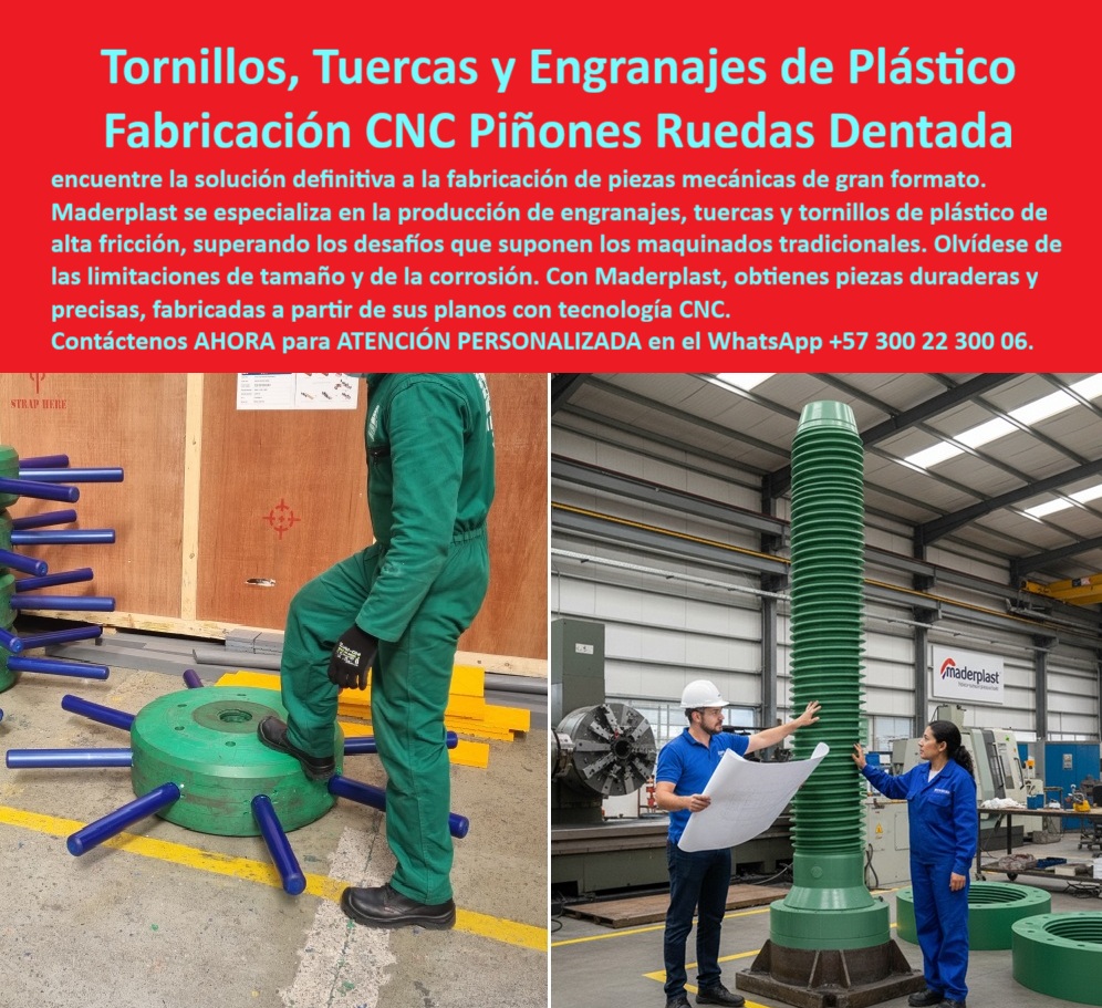 Engranajes Aplicaciones Alta Fricción Tuercas Y Tornillos Piezas Mecánicas Maderplast Tornillos, Tuercas y Engranajes de Plástico: La Excelencia en Fabricación CNC de Piñones y Ruedas Dentadas, En el desafiante mundo de la ingeniería industrial, los componentes mecánicos de gran formato enfrentan una batalla constante contra la corrosión, el peso y el desgaste. La solución definitiva ha llegado de la mano de Maderplast, que se especializa en la producción de tornillos, tuercas y engranajes de plástico de alta fricción, superando con creces los desafíos que suponen los maquinados tradicionales. La imagen que observas es la prueba tangible de nuestra maestría: a la izquierda, un robusto engranaje plástico industrial con brazos azules, y a la derecha, un tornillo plástico gigante con roscas perfectamente definidas, que demuestra nuestra capacidad de fabricación CNC de piñones y ruedas dentadas de gran formato, Si te preguntas dónde fabrican tornillos plásticos de gran tamaño o tuercas plásticas de gran tamaño fabricadas en CNC, la respuesta es con Maderplast. Nuestra tecnología de punta nos permite transformar tus planos en piezas duraderas y precisas. ¿Qué ventajas tienen los tornillos plásticos frente a los metálicos? Son más ligeros, anticorrosivos, eliminan la oxidación y requieren cero mantenimiento, lo que garantiza una seguridad inigualable en aplicaciones críticas. Nuestras tuercas plásticas industriales mecanizadas en CNC son ideales para maquinaria pesada, mientras que nuestros engranajes plásticos de ingeniería para alta fricción son perfectos para aplicaciones que demandan durabilidad y eficiencia, La personalización es una de nuestras mayores fortalezas. Si te preguntas si se pueden fabricar tuercas plásticas industriales a medida o si podemos hacer ruedas dentadas en plástico técnico, la respuesta es un rotundo sí. En Maderplast, fabricamos piñones plásticos a partir de planos CNC y tornillos plásticos personalizados fabricados en CNC que se ajustan a tus necesidades exactas. Si buscas engranajes plásticos industriales para reemplazo metálico, nuestros piñones plásticos industriales resistentes al agua y engranajes plásticos CNC resistentes a ambientes agresivos son la solución perfecta, con una durabilidad de más de 20 años sin oxidación ni deformación, El mantenimiento es una preocupación del pasado. ¿Qué mantenimiento requieren las tuercas plásticas industriales? Ninguno. Su material plástico elimina la corrosión y reduce los costos de operación, una ventaja garantizada por Maderplast. Nuestras ruedas dentadas plásticas anticorrosivas para industria y engranajes plásticos duraderos fabricados en polímeros son la mejor inversión a largo plazo para tu empresa, El testimonio de Andrés Vélez, Ingeniero Mecánico en una planta química, lo confirma: "Con Maderplast logramos fabricar piezas plásticas CNC de gran formato que resisten ambientes agresivos sin mantenimiento... Hoy nuestra maquinaria opera con seguridad y confiabilidad gracias a las soluciones que solo Maderplast pudo entregar." Esta experiencia demuestra que nuestros componentes plásticos industriales mecanizados en CNC son la clave para la continuidad y seguridad en tus procesos, En Maderplast, cada uno de nuestros tornillos plásticos anticorrosivos de alta resistencia y engranajes plásticos personalizados para proyectos mecánicos es una promesa de calidad y confiabilidad. Confía en nosotros para obtener tornillos plásticos ligeros para aplicaciones mecánicas y tuercas plásticas CNC para maquinaria de gran formato. Maderplast es la única y mejor opción que cumple tus requisitos, ofreciendo una solución que es segura, duradera y rentable, y que transforma tus planos en una realidad tangible, Para atención personalizada, contáctanos ahora en el WhatsApp +57 300 22 300 06. 0 Fabricación de piñones a partir de planos CNC, - Ruedas dentadas en plástico técnico Tuercas Y Tornillos, y fabrican Tuercas Y Tornillos engranajes plásticos Engranajes Aplicaciones Alta Fricción Tuercas Y Tornillos Piezas Mecánicas Maderplast 0 Fabricación de piñones a partir de planos CNC Ruedas dentadas en plástico técnico Tuercas Y Tornillos y fabrican Tuercas Y Tornillos engranajes plásticos Tornillos, Tuercas y Engranajes de Plástico: La Excelencia en Fabricación CNC de Piñones y Ruedas Dentadas, En el desafiante mundo de la ingeniería industrial, los componentes mecánicos de gran formato enfrentan una batalla constante contra la corrosión, el peso y el desgaste. La solución definitiva ha llegado de la mano de Maderplast, que se especializa en la producción de tornillos, tuercas y engranajes de plástico de alta fricción, superando con creces los desafíos que suponen los maquinados tradicionales. La imagen que observas es la prueba tangible de nuestra maestría: a la izquierda, un robusto engranaje plástico industrial con brazos azules, y a la derecha, un tornillo plástico gigante con roscas perfectamente definidas, que demuestra nuestra capacidad de fabricación CNC de piñones y ruedas dentadas de gran formato, Si te preguntas dónde fabrican tornillos plásticos de gran tamaño o tuercas plásticas de gran tamaño fabricadas en CNC, la respuesta es con Maderplast. Nuestra tecnología de punta nos permite transformar tus planos en piezas duraderas y precisas. ¿Qué ventajas tienen los tornillos plásticos frente a los metálicos? Son más ligeros, anticorrosivos, eliminan la oxidación y requieren cero mantenimiento, lo que garantiza una seguridad inigualable en aplicaciones críticas. Nuestras tuercas plásticas industriales mecanizadas en CNC son ideales para maquinaria pesada, mientras que nuestros engranajes plásticos de ingeniería para alta fricción son perfectos para aplicaciones que demandan durabilidad y eficiencia, La personalización es una de nuestras mayores fortalezas. Si te preguntas si se pueden fabricar tuercas plásticas industriales a medida o si podemos hacer ruedas dentadas en plástico técnico, la respuesta es un rotundo sí. En Maderplast, fabricamos piñones plásticos a partir de planos CNC y tornillos plásticos personalizados fabricados en CNC que se ajustan a tus necesidades exactas. Si buscas engranajes plásticos industriales para reemplazo metálico, nuestros piñones plásticos industriales resistentes al agua y engranajes plásticos CNC resistentes a ambientes agresivos son la solución perfecta, con una durabilidad de más de 20 años sin oxidación ni deformación, El mantenimiento es una preocupación del pasado. ¿Qué mantenimiento requieren las tuercas plásticas industriales? Ninguno. Su material plástico elimina la corrosión y reduce los costos de operación, una ventaja garantizada por Maderplast. Nuestras ruedas dentadas plásticas anticorrosivas para industria y engranajes plásticos duraderos fabricados en polímeros son la mejor inversión a largo plazo para tu empresa, El testimonio de Andrés Vélez, Ingeniero Mecánico en una planta química, lo confirma: "Con Maderplast logramos fabricar piezas plásticas CNC de gran formato que resisten ambientes agresivos sin mantenimiento... Hoy nuestra maquinaria opera con seguridad y confiabilidad gracias a las soluciones que solo Maderplast pudo entregar." Esta experiencia demuestra que nuestros componentes plásticos industriales mecanizados en CNC son la clave para la continuidad y seguridad en tus procesos, En Maderplast, cada uno de nuestros tornillos plásticos anticorrosivos de alta resistencia y engranajes plásticos personalizados para proyectos mecánicos es una promesa de calidad y confiabilidad. Confía en nosotros para obtener tornillos plásticos ligeros para aplicaciones mecánicas y tuercas plásticas CNC para maquinaria de gran formato. Maderplast es la única y mejor opción que cumple tus requisitos, ofreciendo una solución que es segura, duradera y rentable, y que transforma tus planos en una realidad tangible, Para atención personalizada, contáctanos ahora en el WhatsApp +57 300 22 300 06.