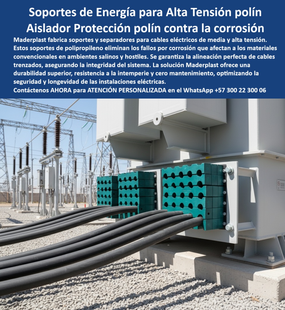 Soportes polines de energía separadores de cables eléctricos Abrazadera Maderplast Soportes de Energía para Alta Tensión: Aisladores de Protección contra la Corrosión, En el sector energético, la fiabilidad y la seguridad son innegociables. Las fallas en los materiales convencionales, como la corrosión y el deterioro, comprometen la integridad de las instalaciones eléctricas. Pero tu proyecto merece una solución que perdure. La respuesta está en los soportes de energía para alta tensión polín, fabricados por Maderplast en polipropileno de alta resistencia. Estos separadores de cables eléctricos están diseñados para eliminar los fallos por corrosión que afectan a las subestaciones y líneas de transmisión, garantizando una durabilidad superior y un ciclo de vida prolongado, Si te preguntas dónde encuentro soportes anticorrosivos para cables de alta tensión, la respuesta es con Maderplast, el experto en aislador protección polín contra la corrosión. Nuestros separadores de polipropileno para cables de alta tensión y polines plásticos de alineación para subestaciones eléctricas garantizan una alineación perfecta de cables trenzados, evitando tensiones indebidas y fallos eléctricos. Si te cuestionas qué ventaja tienen los soportes plásticos frente a metálicos en cables de energía, la respuesta es simple: no se oxidan, no requieren recubrimientos y son totalmente inmunes a ambientes salinos y hostiles, lo que asegura continuidad operativa y un bajo costo de mantenimiento, La durabilidad es una de nuestras mayores promesas. Si te preguntas cuál es el mejor aislador para ambientes eléctricos con alta humedad, la respuesta es Maderplast. Nuestros separadores eléctricos de polipropileno técnico y soportes plásticos eléctricos con durabilidad extendida están diseñados para resistir humedad, salinidad y agentes químicos sin deteriorarse. Su bajo peso facilita el montaje, la sustitución rápida y la manipulación segura en campo, lo que los convierte en la inversión más inteligente para proyectos eléctricos industriales, El testimonio de Carlos Restrepo, un ingeniero eléctrico, lo confirma: "Decidimos implementar los soportes plásticos de Maderplast y el resultado fue inmediato: alineación perfecta de cables, cero corrosión y mayor seguridad del sistema." Esta experiencia demuestra que nuestras abrazaderas plásticas para alineación de cables eléctricos y separadores plásticos seguros para instalaciones eléctricas son la clave para proteger la infraestructura crítica de tu empresa, En Maderplast, cada uno de nuestros polines plásticos para subestaciones eléctricas anticorrosivas y soportes industriales plásticos para transmisión de energía es una promesa de calidad y fiabilidad. Somos el proveedor experto de abrazaderas plásticas anticorrosivas para cables eléctricos y soportes plásticos ligeros y resistentes para energía. Maderplast es la única y mejor opción que cumple tus requisitos, con soluciones que son seguras, económicas y de larga duración, eliminando por completo los problemas del metal, Contáctanos ahora para atención personalizada en el WhatsApp +57 300 22 300 06. 0 separadores cables de media y alta tensión, - separadores anticorrosivos para ambientes salinos, - Soporte de alineación para cables trenzados, - Materiales PP Soportes polines de energía separadores de cables eléctricos Abrazadera Maderplast 0 separadores cables de media y alta tensión separadores anticorrsivos para ambientes salinos Soporte de alineación para cables trenzados Materiales PP Soportes de Energía para Alta Tensión: Aisladores de Protección contra la Corrosión, En el sector energético, la fiabilidad y la seguridad son innegociables. Las fallas en los materiales convencionales, como la corrosión y el deterioro, comprometen la integridad de las instalaciones eléctricas. Pero tu proyecto merece una solución que perdure. La respuesta está en los soportes de energía para alta tensión polín, fabricados por Maderplast en polipropileno de alta resistencia. Estos separadores de cables eléctricos están diseñados para eliminar los fallos por corrosión que afectan a las subestaciones y líneas de transmisión, garantizando una durabilidad superior y un ciclo de vida prolongado, Si te preguntas dónde encuentro soportes anticorrosivos para cables de alta tensión, la respuesta es con Maderplast, el experto en aislador protección polín contra la corrosión. Nuestros separadores de polipropileno para cables de alta tensión y polines plásticos de alineación para subestaciones eléctricas garantizan una alineación perfecta de cables trenzados, evitando tensiones indebidas y fallos eléctricos. Si te cuestionas qué ventaja tienen los soportes plásticos frente a metálicos en cables de energía, la respuesta es simple: no se oxidan, no requieren recubrimientos y son totalmente inmunes a ambientes salinos y hostiles, lo que asegura continuidad operativa y un bajo costo de mantenimiento, La durabilidad es una de nuestras mayores promesas. Si te preguntas cuál es el mejor aislador para ambientes eléctricos con alta humedad, la respuesta es Maderplast. Nuestros separadores eléctricos de polipropileno técnico y soportes plásticos eléctricos con durabilidad extendida están diseñados para resistir humedad, salinidad y agentes químicos sin deteriorarse. Su bajo peso facilita el montaje, la sustitución rápida y la manipulación segura en campo, lo que los convierte en la inversión más inteligente para proyectos eléctricos industriales, El testimonio de Carlos Restrepo, un ingeniero eléctrico, lo confirma: "Decidimos implementar los soportes plásticos de Maderplast y el resultado fue inmediato: alineación perfecta de cables, cero corrosión y mayor seguridad del sistema." Esta experiencia demuestra que nuestras abrazaderas plásticas para alineación de cables eléctricos y separadores plásticos seguros para instalaciones eléctricas son la clave para proteger la infraestructura crítica de tu empresa, En Maderplast, cada uno de nuestros polines plásticos para subestaciones eléctricas anticorrosivas y soportes industriales plásticos para transmisión de energía es una promesa de calidad y fiabilidad. Somos el proveedor experto de abrazaderas plásticas anticorrosivas para cables eléctricos y soportes plásticos ligeros y resistentes para energía. Maderplast es la única y mejor opción que cumple tus requisitos, con soluciones que son seguras, económicas y de larga duración, eliminando por completo los problemas del metal, Contáctanos ahora para atención personalizada en el WhatsApp +57 300 22 300 06.