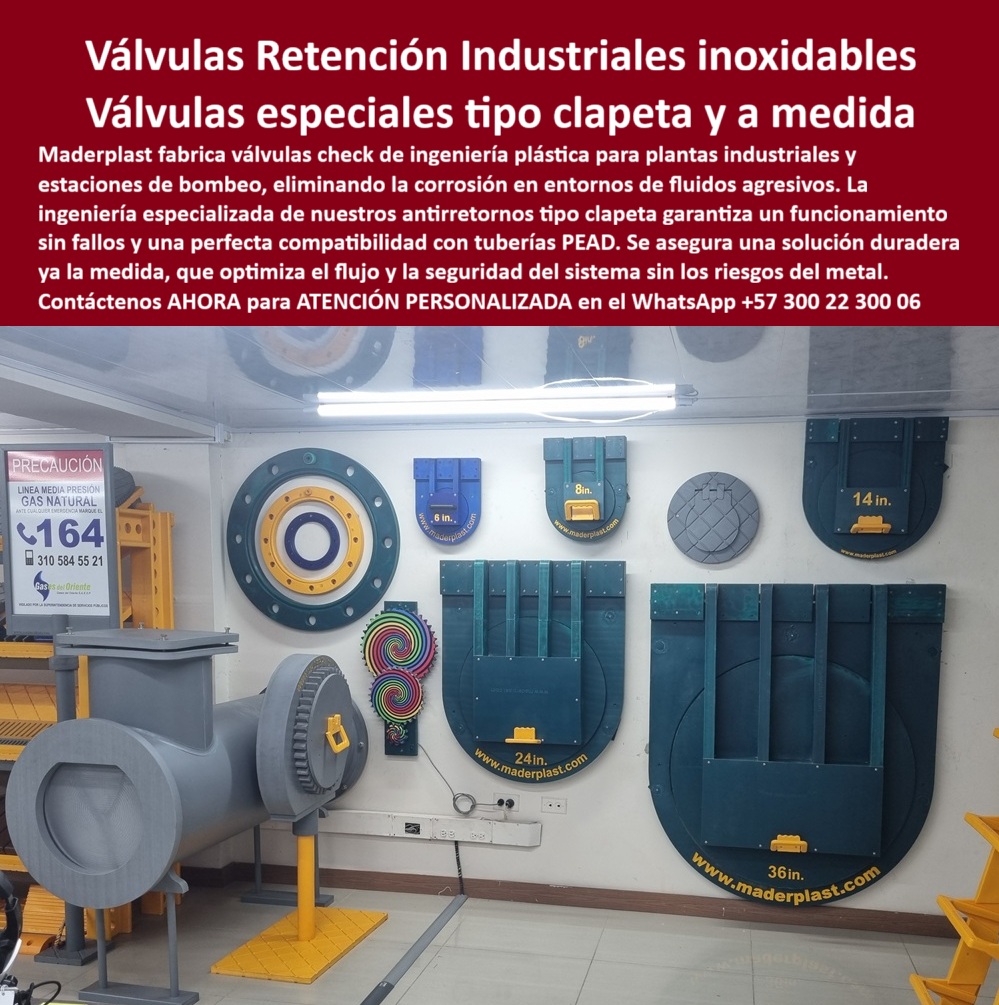 Válvula De Ingeniería Plástica Válvula Check Anti Retorno Con Junta Y Bridas Maderplast Válvulas de Retención Industriales: La Solución Inoxidable para Fluidos Agresivos, En la industria moderna, la fiabilidad de los componentes es esencial, especialmente en sistemas de bombeo y conducción de fluidos. La imagen que observamos no es solo una exhibición de productos, es una muestra de la solución definitiva a la corrosión y el alto mantenimiento: válvulas retención industriales inoxidables fabricadas por Maderplast. Nuestras válvulas especiales tipo clapeta y a medida están diseñadas para eliminar los problemas de oxidación, fugas y fallos que son comunes en las opciones metálicas. Con una ingeniería especializada, garantizamos un funcionamiento seguro, sin fallos y con una compatibilidad perfecta en sistemas de tuberías PEAD, Si te preguntas dónde fabrican válvulas clapeta plásticas anticorrosivas, la respuesta es con un especialista que domine los polímeros de ingeniería, como Maderplast. Nuestras válvulas clapeta plásticas industriales CNC están hechas para resistir químicos agresivos y ambientes corrosivos, lo que las convierte en la opción ideal para válvulas check plantas industriales y estaciones de bombeo. ¿Qué ventajas tienen las válvulas clapeta plásticas frente a las metálicas? Son más ligeras, no se oxidan, requieren menos mantenimiento y se instalan más rápido. Esto se traduce en una reducción significativa de los costos operativos y una mayor seguridad. La capacidad de fabricar válvulas clapeta a medida es uno de nuestros puntos fuertes. Podemos producir válvulas clapeta con juntas y bridas personalizadas según tus planos o requerimientos específicos, garantizando un ajuste perfecto y una compatibilidad total con tus tuberías. Nuestras válvulas plásticas tipo clapeta personalizadas abarcan diámetros desde 8 hasta 36 pulgadas, como se ve en la imagen, y son la solución perfecta para cualquier proyecto, sin importar su tamaño. Si te preguntas si se pueden fabricar válvulas clapeta grandes de más de 30 pulgadas, la respuesta es sí, gracias a nuestra tecnología CNC de gran formato, Las aplicaciones de nuestras válvulas clapeta plásticas son diversas y críticas. Se utilizan en acueductos, estaciones de bombeo, y plantas de tratamiento de agua. Las válvulas anti retorno clapeta resistentes a fluidos químicos son una solución confiable para entornos extremos. Si te preguntas qué mantenimiento requieren, la respuesta es muy poco: solo limpieza y revisión periódica. No necesitan pintura ni protección anticorrosión, lo que optimiza su ciclo de vida y reduce costos, El testimonio de Felipe Ramírez, un ingeniero hidráulico, lo confirma: "Al instalar válvulas clapeta plásticas de Maderplast, logramos reducir mantenimientos, mejorar el flujo y garantizar compatibilidad perfecta con tuberías PEAD." Esta experiencia demuestra que nuestras válvulas check clapeta en ingeniería plástica son la elección correcta para asegurar la estabilidad y la eficiencia en cualquier sistema. En Maderplast, cada clapeta plástica industrial contra corrosión que fabricamos es una promesa de calidad y durabilidad. Somos especialistas en la fabricación de válvulas clapeta para tuberías PEAD y en válvulas check antirretorno en polímero técnico. Con nuestras clapetas plásticas livianas y duraderas, te garantizamos la mejor solución para tus necesidades. Maderplast es la única y mejor opción que cumple tus requisitos, ofreciendo una solución confiable y de larga duración que elimina los riesgos del metal. Contáctanos ahora para atención personalizada en el WhatsApp +57 300 22 300 06. 0 Válvula check plantas industriales, - Acople de novias para tubería PEAD, - fabricante antirretorno tipo clapeta especial, - antirretorno para estaciones Válvula De Ingeniería Plástica Válvula Check Anti Retorno Con Junta Y Bridas Maderplast 0 Válvula check plantas industriales Acople de novias para tubería PEAD fabricante antirretorno tipo clapeta especial antirretorno para estaciones Válvulas de Retención Industriales: La Solución Inoxidable para Fluidos Agresivos, En la industria moderna, la fiabilidad de los componentes es esencial, especialmente en sistemas de bombeo y conducción de fluidos. La imagen que observamos no es solo una exhibición de productos, es una muestra de la solución definitiva a la corrosión y el alto mantenimiento: válvulas retención industriales inoxidables fabricadas por Maderplast. Nuestras válvulas especiales tipo clapeta y a medida están diseñadas para eliminar los problemas de oxidación, fugas y fallos que son comunes en las opciones metálicas. Con una ingeniería especializada, garantizamos un funcionamiento seguro, sin fallos y con una compatibilidad perfecta en sistemas de tuberías PEAD, Si te preguntas dónde fabrican válvulas clapeta plásticas anticorrosivas, la respuesta es con un especialista que domine los polímeros de ingeniería, como Maderplast. Nuestras válvulas clapeta plásticas industriales CNC están hechas para resistir químicos agresivos y ambientes corrosivos, lo que las convierte en la opción ideal para válvulas check plantas industriales y estaciones de bombeo. ¿Qué ventajas tienen las válvulas clapeta plásticas frente a las metálicas? Son más ligeras, no se oxidan, requieren menos mantenimiento y se instalan más rápido. Esto se traduce en una reducción significativa de los costos operativos y una mayor seguridad. La capacidad de fabricar válvulas clapeta a medida es uno de nuestros puntos fuertes. Podemos producir válvulas clapeta con juntas y bridas personalizadas según tus planos o requerimientos específicos, garantizando un ajuste perfecto y una compatibilidad total con tus tuberías. Nuestras válvulas plásticas tipo clapeta personalizadas abarcan diámetros desde 8 hasta 36 pulgadas, como se ve en la imagen, y son la solución perfecta para cualquier proyecto, sin importar su tamaño. Si te preguntas si se pueden fabricar válvulas clapeta grandes de más de 30 pulgadas, la respuesta es sí, gracias a nuestra tecnología CNC de gran formato, Las aplicaciones de nuestras válvulas clapeta plásticas son diversas y críticas. Se utilizan en acueductos, estaciones de bombeo, y plantas de tratamiento de agua. Las válvulas anti retorno clapeta resistentes a fluidos químicos son una solución confiable para entornos extremos. Si te preguntas qué mantenimiento requieren, la respuesta es muy poco: solo limpieza y revisión periódica. No necesitan pintura ni protección anticorrosión, lo que optimiza su ciclo de vida y reduce costos, El testimonio de Felipe Ramírez, un ingeniero hidráulico, lo confirma: "Al instalar válvulas clapeta plásticas de Maderplast, logramos reducir mantenimientos, mejorar el flujo y garantizar compatibilidad perfecta con tuberías PEAD." Esta experiencia demuestra que nuestras válvulas check clapeta en ingeniería plástica son la elección correcta para asegurar la estabilidad y la eficiencia en cualquier sistema. En Maderplast, cada clapeta plástica industrial contra corrosión que fabricamos es una promesa de calidad y durabilidad. Somos especialistas en la fabricación de válvulas clapeta para tuberías PEAD y en válvulas check antirretorno en polímero técnico. Con nuestras clapetas plásticas livianas y duraderas, te garantizamos la mejor solución para tus necesidades. Maderplast es la única y mejor opción que cumple tus requisitos, ofreciendo una solución confiable y de larga duración que elimina los riesgos del metal. Contáctanos ahora para atención personalizada en el WhatsApp +57 300 22 300 06.