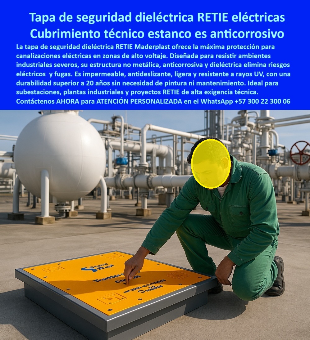 Canalizaciones Eléctricas Tapa Retie alta tensión Maderplast 0 Tapa Instalación terminada en subestación eléctrica con tapas alineadas sobre canalización técnica Tapas de seguridad dieléctrica zonas de alto voltaje y subestaciones eléctrica Canalizaciones Eléctricas Tapa Retie alta tensión Maderplast 0 Tapa Instalación terminada en subestación eléctrica con tapas alineadas sobre canalización técnica Tapas de seguridad dieléctrica zonas de alto voltaje y subestaciones eléctrica