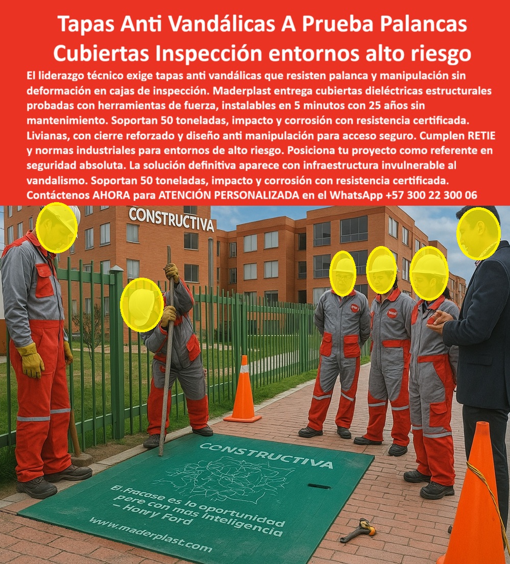 Tapa Anti Vandálica Cajas De Inspección Ensayo Y Pruebas Maderplast 0 Tapas con Resistencia a Palanca y Manipulación Ensayo de tapa plástica estructural frente a herramientas de fuerza Alta resistencia al impacto anticorrosiva y Tapa dieléctrica Tapa Anti Vandálica Cajas De Inspección Ensayo Y Pruebas Maderplast 0 Tapas con Resistencia a Palanca y Manipulación Ensayo de tapa plástica estructural frente a herramientas de fuerza Alta resistencia al impacto anticorrosiva y Tapa dieléctrica