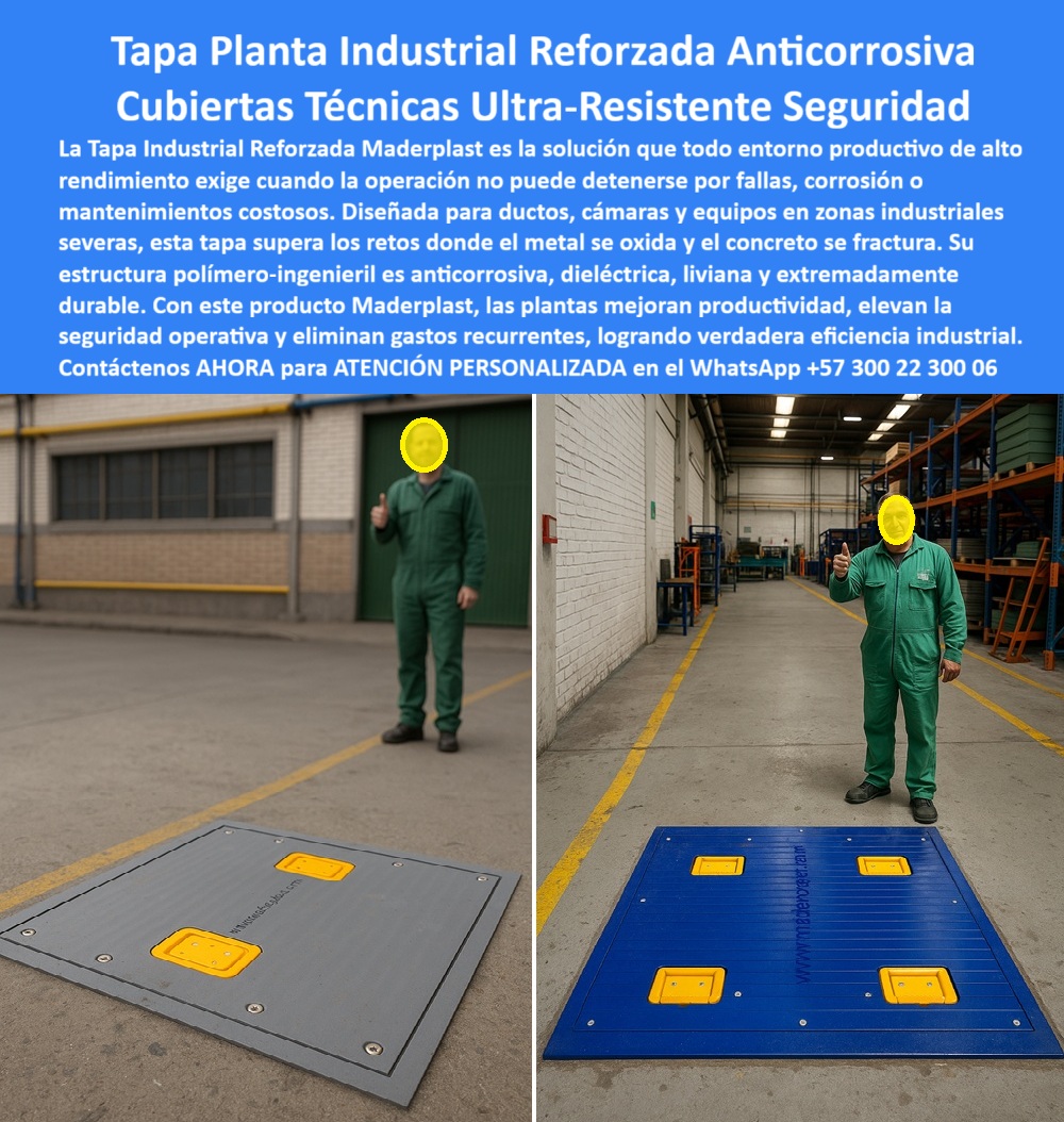 Tapa Industrial Reforzada Fábrica Tapas industriales Maderplast 0 Tapa cubierta ductos y equipos en zonas de operación industrial Diseñadas para entornos industriales exigentes Sin corrosión sin mantenimiento y con máxima durabilidad para planta Tapa Industrial Reforzada Fábrica Tapas industriales Maderplast 0 Tapa cubierta ductos y equipos en zonas de operación industrial Diseñadas para entornos industriales exigentes Sin corrosión sin mantenimiento y con máxima durabilidad para planta