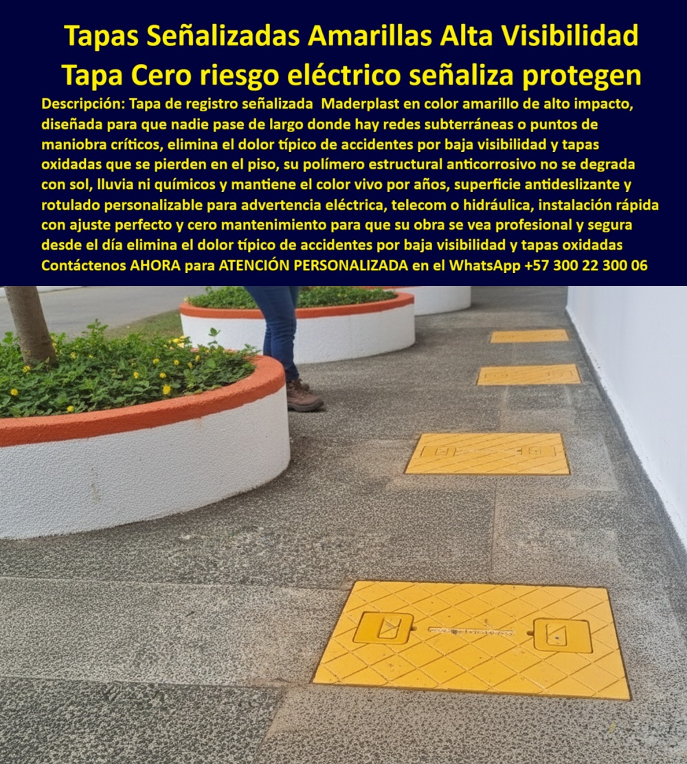 Tapas señalizadas rotuladas marcadas diseñadas como señalización Maderplast 0 Tapa segura y sin corrosión Ideal inspección de redes subterráneas y zonas públicas Tapas de alta visibilidad seguridad industrial Tapa de señalización visual PP Tapas señalizadas rotuladas marcadas diseñadas como señalización Maderplast 0 Tapa segura y sin corrosión Ideal inspección de redes subterráneas y zonas públicas Tapas de alta visibilidad seguridad industrial Tapa de señalización visual PP