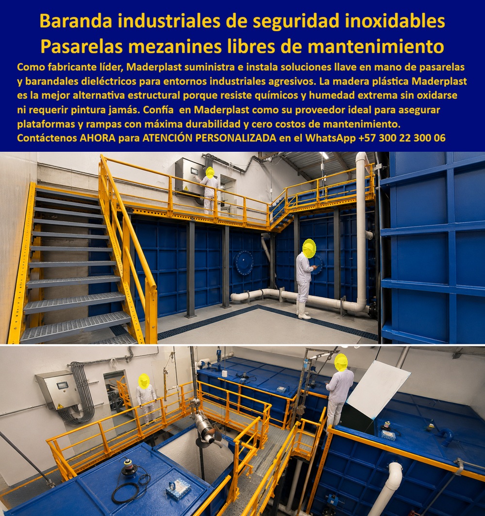 Barandales Industriales Rampas Mezanines y Pasarelas Maderplast - Pasarela Mezzanine Industrial Inoxidable Libre Mantenimiento, Barandas de Seguridad Pasarelas y Plataformas Anti Óxido Duraderas, Pasarela Baranda Industrial Resistente Ambientes A Barandales Industriales Rampas Mezanines y Pasarelas Maderplast Pasarela Mezzanine Industrial Inoxidable Libre Mantenimiento Barandas de Seguridad Pasarelas y Plataformas Anti Óxido Duraderas Pasarela Baranda Industrial Resistente Ambientes A
