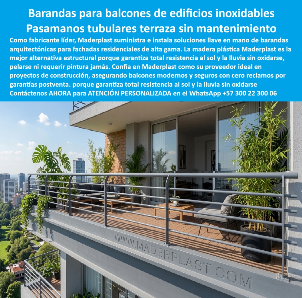Barandas Arquitectónicas Edificios Larga Vida Baranda Balcón Maderplast - Baranda Seguridad Balcón Apartamento Sin Oxidación Duradera, Baranda Tubular Terraza Construcción Resistente Sin Reclamos, Barandas balcon inoxidables de fácil instalación Barandas Arquitectónicas Edificios Larga Vida Baranda Balcón Maderplast Baranda Seguridad Balcón Apartamento Sin Oxidación Duradera Baranda Tubular Terraza Construcción Resistente Sin Reclamos Barandas balcon inoxidables de fácil instalación