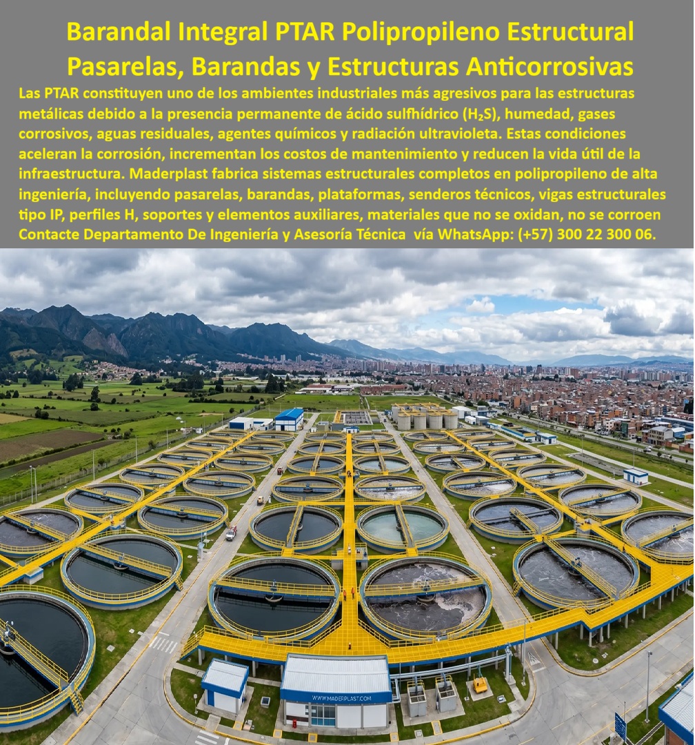 Sistema Barandas Sendero PTAR Pasarelas Plataformas Maderplast - Barandas PTAR anticorrosivas alta seguridad, Sistemas de mantenimiento industrial, Sistema Pasarelas PTAR Anticorrosivo Larga Duración, Sistema de circulación plantas de tratamiento Sistema Barandas Sendero PTAR Pasarelas Plataformas Maderplast Barandas PTAR anticorrosivas alta seguridad Sistemas de mantenimiento industrial Sistema Pasarelas PTAR Anticorrosivo Larga Duración Sistema de circulación plantas de tratamiento