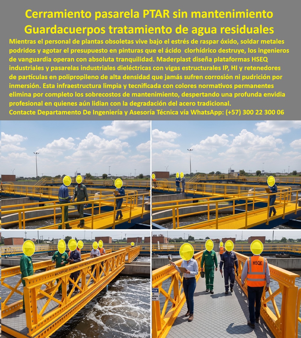 Sistema Barandas Sendero PTAR Pasarelas Plataformas Maderplast - Cerramiento Pasarela PTAR Anticorrosivo Cero Mantenimiento, Guardacuerpos plantas de tratamiento de agua residual, Plataformas HSEQ industriales, Pasarelas industriales dieléctricas Sistema Barandas Sendero PTAR Pasarelas Plataformas Maderplast Cerramiento Pasarela PTAR Anticorrosivo Cero Mantenimiento Guardacuerpos plantas de tratamiento de agua residual Plataformas HSEQ industriales Pasarelas industriales dieléctricas