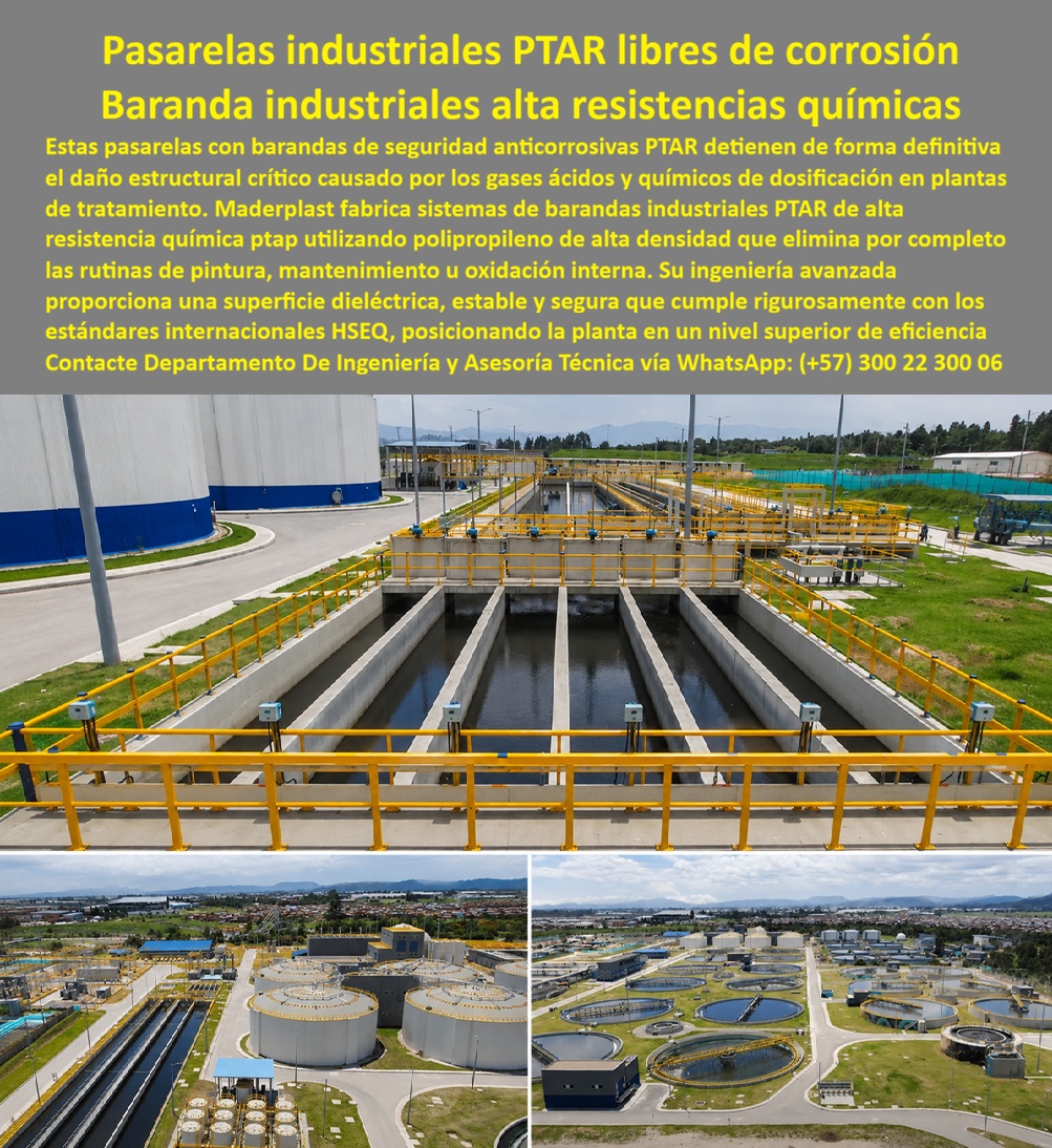 Sistema Barandas Sendero PTAR Pasarelas Plataformas Maderplast - Pasarelas con Barandas de Seguridad Anticorrosivas PTAR, Pasarelas Industriales PTAR Libres De Corrosión Permanente, Sistema Barandas Industriales PTAR Alta Resistencia Química Ptap Sistema Barandas Sendero PTAR Pasarelas Plataformas Maderplast Pasarelas con Barandas de Seguridad Anticorrosivas PTAR Pasarelas Industriales PTAR Libres De Corrosión Permanente Sistema Barandas Industriales PTAR Alta Resistencia Química Ptap