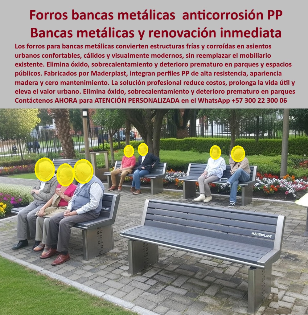 Forros Bancas Metálicas Renovación Mobiliario Urbano Concreto Maderplast 0 Revestimiento Banca Acero Corrosión Perfiles Renovar bancas acero modernización urbana Revestimiento banca metálicas bajo mantenimiento urbanO Forros para Bancas Metálicas y Revestimiento Anticorrosión Maderplast, Ingeniería de Renovación Urbana:  Al visualizar la modernización instantánea del mobiliario urbano que se presenta en la imagen, observamos una transformación radical: la conversión de viejas estructuras metálicas oxidadas, frías en invierno o hirvientes al sol, en asientos de vanguardia mediante el Sistema de Forros para Bancas Metálicas Maderplast. Este kit de perfiles de polipropileno de alta ingeniería se instala quirúrgicamente sobre los esqueletos metálicos existentes, eliminando el contacto directo con el óxido y resolviendo el problema crítico de salud pública del sobrecalentamiento del metal, que frecuentemente quema la piel de los usuarios en climas cálidos. Su acabado tipo madera gris o negro ofrece una estética premium y un confort térmico inmediato, garantizando resistencia total a la intemperie, cero mantenimiento y una vida útil extendida sin la necesidad costosa y logísticamente compleja de reemplazar toda la banca. Es la inversión de "Renovación Inteligente" que optimiza el presupuesto público y eleva la calidad de vida urbana.  Para los directores de mantenimiento y urbanistas que enfrentan el deterioro acelerado del acero, surge la interrogante crítica de cómo arreglar bancas metálicas oxidadas del parque sin comprar nuevas y sin incurrir en gastos perpetuos de pintura. La respuesta técnica y financiera es la recuperación de la estructura base mediante los forros Maderplast. Estos cubren el metal dañado con perfiles plásticos inoxidables y térmicos, ahorrando el costo de reposición total. Cuando la prioridad es encontrar tablas para bancas de parque que no se calienten con el sol, nuestros perfiles de renovación se establecen como la opción técnica definitiva; al ser materiales atérmicos, rompen el puente térmico y no retienen la radiación, evitando quemaduras de primer grado, una ventaja funcional inalcanzable para el metal o la madera pintada. Además, ante la duda sobre qué material reemplaza la madera o metal en bancas para que duren más, Maderplast responde con listones de polímero de ingeniería 100% resistentes a la corrosión y al vandalismo, diseñados para soportar tráfico pesado y clima extremo sin degradarse.  Desde una perspectiva de gestión de activos, la comparativa de costos entre la restauración de mobiliario urbano metálico y el reemplazo total favorece contundente a nuestra solución. Maderplast ofrece la mejor relación costo-beneficio, reduciendo el gasto de inversión (CAPEX) en un 50% al reutilizar la estructura metálica base, y eliminando el gasto operativo (OPEX) de pintura anticorrosiva por más de 20 años. Somos la solución definitiva para evitar el deterioro por óxido en bancas de zonas costeras; la estrategia recomendada es el revestimiento con perfiles Maderplast que aíslan al usuario de la estructura oxidada y soportan la salinidad sin degradarse, garantizando higiene y estética. Cumplimos con las especificaciones técnicas más rigurosas para perfiles plásticos en renovación de parques públicos, superando normas de resistencia al impacto UV y cargas estáticas, ofreciendo una superficie aséptica y dieléctrica ideal para la modernización de infraestructura.  En Maderplast, entendemos que cada proyecto de renovación tiene sus particularidades. Por ello, activamos los disparadores de compra necesarios para facilitar su decisión: puede solicitarnos cotización inmediata, personalización de perfiles para adaptarse a la ergonomía de sus bancas actuales, planos de montaje, renders de visualización del "antes y después", y producción en serie. Como fabricantes colombianos con procesos industriales controlados, convertimos sus necesidades de reparación de bancas metálicas de parque y perfiles para renovar mobiliario urbano oxidado en realidades tangibles. Nuestro lema es que "en plástico le hacemos hasta el ala de un avión, o lo que su imaginación quiera", abarcando desde tablas plásticas que no se calientan al sol hasta recubrimiento para asientos de estructura metálica y mantenimiento de bancas de acero inoxidable. Ofrecemos la solución para bancas que queman la piel, permitiendo la renovación de parques sin obra civil y el reemplazo de madera en bancas metálicas con material antivandálico para zonas públicas.  EL TESTIMONIO PROFESIONAL DE CASO DE ÉXITO:  "de 'sillas calientes' inutilizables a mobiliario de lujo", confirma el ingeniero felipe torres, director de mantenimiento y urbanismo del conjunto empresarial tech park en barranquilla y cali, quien relata cómo solucionaron un problema crítico de confort: "teníamos 80 bancas de estructura metálica importada en las zonas comunes. eran bonitas pero inútiles: con el sol del mediodía, el metal alcanzaba 60°c y nadie se podía sentar sin quemarse. Además, el mantenimiento de la pintura anticorrosiva nos costaba una fortuna anual por la humedad del riego. En lugar de botar las estructuras, instalamos el sistema de forros para bancas metálicas maderplast. cubrimos el asiento y el respaldo con perfiles grises atérmicos. El resultado fue un éxito inmediato; los empleados ahora almuerzan fuera porque el material no se calienta. costo de pintura: $0. logramos modernizar todo el mobiliario por una fracción del costo y solucionamos el problema térmico de por vida."  Para efectuar el Soporte técnico y eliminar cualquier duda con Garantía 5 años cualquier temor al firmar la orden de compra, es fundamental abordar la seguridad y la responsabilidad civil. Ingeniero, al especificar el Revestimiento Banca Acero Corrosión y Perfiles Renovar bancas acero modernización urbana de Maderplast, usted está blindando su gestión. No está ocultando un problema, lo está resolviendo. Al aislar la superficie de contacto, elimina el riesgo de demandas por quemaduras o cortes con metal oxidado (riesgo de tétanos). Usted está extendiendo la vida útil de un activo público que de otro modo sería chatarra. Maderplast le entrega fichas técnicas de toxicidad, resistencia térmica y durabilidad. Usted adquiere la tranquilidad de saber que la intervención es definitiva, segura para el usuario y rentable para la administración.  Asegure la recuperación inteligente de su infraestructura metálica con la única solución que combina ingeniería, confort y durabilidad extrema. Contáctenos AHORA para recibir ATENCIÓN PERSONALIZADA, planes y cotización en el WhatsApp +57 300 22 300 06.