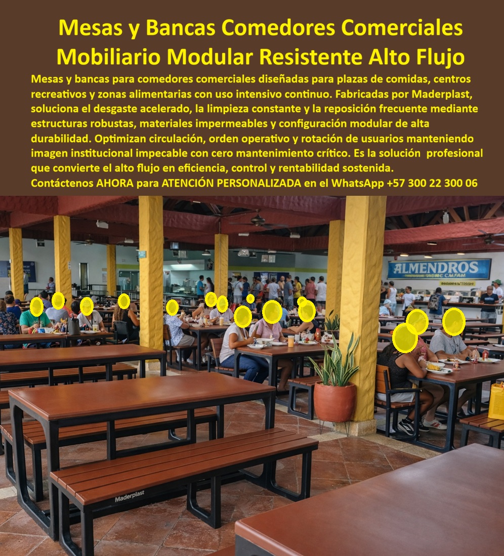 Mesas comedor comercial Juegos de Mesa Resiste Fuerte Maderplast 0 Mobiliario Plaza Comidas Comedor modular comercial duradero alto flujo de usuarios Mesas y bancas institucionales zonas alimentarias Mesas y bancas comedores  Mesas Comedor Comercial y Mobiliario Modular de Alto Tráfico Maderplast Ingeniería de Flujo y Asepsia:  Visualice la eficiencia operativa llevada a su máxima expresión en la imagen: un gran comedor institucional funcionando como un reloj suizo, equipado con el Sistema Modular de Mesas y Bancas Comerciales Maderplast. Este no es un simple mobiliario; es una infraestructura diseñada para soportar el flujo incesante de cientos de usuarios simultáneos. Al observar este conjunto robusto, con su estructura de ingeniería y superficies tipo madera, usted está viendo la solución definitiva al caos y al deterioro. Estos Juegos de Mesa Resiste Fuerte Maderplast organizan el espacio y resisten el trato rudo, los derrames de alimentos y la limpieza industrial diaria sin hincharse, oxidarse ni perder su integridad. A diferencia de las mesas de aglomerado que se desmoronan con la humedad o el metal que se corroe, Maderplast ofrece una superficie aséptica no porosa que garantiza la higiene alimentaria y una durabilidad extrema, eliminando los costos de reposición y mantenimiento en casinos de empresas, colegios y plazas de comida por más de 20 años.  Para los directores de planta y rectores de colegios, la pregunta crítica es qué mesas para comedores de empleados aguantan el uso diario y la humedad sin convertirse en un foco de infección. La respuesta técnica y financiera son las Mesas y bancas comedores de Maderplast. Su composición hidrófuga soporta derrames de sopas, jugos y el trapeado constante sin pudrirse ni deformarse jamás. Cuando el objetivo es encontrar mobiliario para casinos de alimentación que sea fácil de limpiar y desinfectar, nuestros conjuntos modulares ofrecen superficies lisas antiadherentes que repelen las grasas y resisten químicos fuertes, permitiendo una asepsia rápida ideal para la rotación de turnos. Además, si buscas cómo organizar un comedor escolar para que duren más los muebles, la instalación de nuestros sistemas integrados evita el desorden de sillas sueltas y resiste el vandalismo estudiantil sin requerir reparaciones constantes.  Desde una perspectiva de rentabilidad  y gestión de activos, el problema se resuelve así,  el análisis costo-beneficio entre melamina y plástico de ingeniería es contundente. Maderplast es financieramente superior; mientras la melamina se daña en un año, nuestro Comedor modular comercial duradero alto flujo de usuarios ofrece décadas de servicio, reduciendo el Gasto Operativo (OPEX) de reposición a cero. Somos expertos en optimizar el aforo en plazas de comida de alto tráfico; nuestro Mobiliario Plaza Comidas maximiza la capacidad de asientos por metro cuadrado y facilita la circulación. En Maderplast, activamos los disparadores de compra necesarios para su proyecto: solicite cotización inmediata, personalización de medidas, planos de distribución de aforo, renders y prototipos. Como fabricantes colombianos con procesos industriales controlados, hacemos realidad el lema de que "en plástico le hacemos hasta el ala de un avión, o lo que su imaginación quiera". Ofrecemos mesas y bancas institucionales, zonas alimentarias y equipamiento robusto para zonas de comida rápida. EL TESTIMONIO PROFESIONAL CASO DE ÉXITO "transformamos el 'rancho' en un comedor de clase mundial", confirma el ingeniero carlos mendoza, director de planta y bienestar de textiles del valle, quien relata cómo el mobiliario anterior afectaba la moral y el presupuesto: "el comedor era deprimente; las mesas de aglomerado se hinchaban y olían a humedad, mientras las sillas se partían semanalmente. era un caos que me costaba presupuesto mensual en remiendos. Al hacer la reingeniería con los juegos de mesa y bancas comedores comerciales maderplast, el impacto fue inmediato. el comedor se ve impecable y profesional. la limpieza entre turnos bajó de 20 a 5 minutos porque la grasa resbala. costo de mantenimiento: $0. maderplast nos dio dignidad operativa y ahorro real."  Para efectuar el Soporte técnico y eliminar cualquier duda con Garantía 5 años cualquier temor al firmar la orden de compra, es fundamental abordar la seguridad industrial y sanitaria. Ingeniero, al especificar las Mesas y bancas comedores Maderplast, usted está blindando su operación contra riesgos biológicos y financieros. No está comprando muebles desechables que acumulan bacterias en sus poros; está adquiriendo activos fijos certificados para contacto con alimentos. Elimina el riesgo de accidentes por estructuras colapsadas o superficies astilladas. Maderplast le entrega fichas técnicas de resistencia química, garantías de estabilidad estructural y el respaldo de una fabricación industrial certificada. Usted compra la tranquilidad de saber que su comedor funcionará con eficiencia, higiene y orden absoluto.  Asegure la operatividad y la dignidad de sus zonas de alimentación con la única mesa diseñada para resistir el trabajo duro. Contáctenos AHORA para recibir ATENCIÓN PERSONALIZADA, planes y cotización en el WhatsApp +57 300 22 300 06.