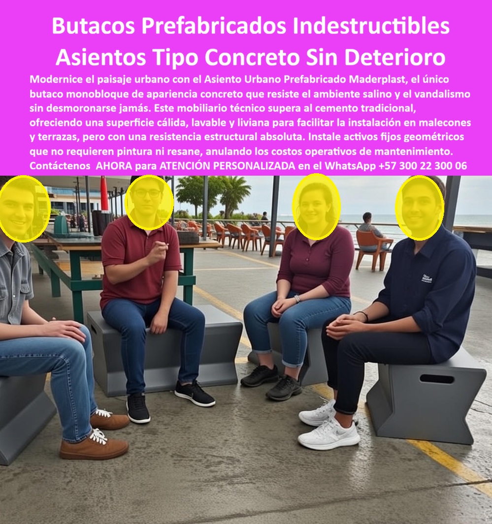 Silla Prefabricada Butaca Bancas Concreto Prefabricado Maderplast 0 Asiento Urbano Prefabricado Alta Resistencia Asiento Urbano Prefabricado Antivandálico Mobiliario Urbano Larga Vida Útil Asiento Concreto Plástico Silla PP Asiento Urbano Prefabricado y Butacos Monobloque Indestructibles Maderplast Ingeniería Ligera y Estética Industrial:  Al visualizar la estética minimalista del concreto moderno sin sus debilidades estructurales, nos encontramos ante la evolución del mobiliario público: la Silla Prefabricada Butaca Bancas Concreto Prefabricado Maderplast. Este butaco monobloque de diseño geométrico vanguardista, en color gris cemento o personalizable, redefine la intervención en el espacio público. A diferencia del hormigón tradicional que se fisura, se mancha con hongos y se desmorona ante el ataque constante del salitre, esta pieza de ingeniería es sorprendentemente ligera, facilitando su instalación logística en decks, muelles o losas aligeradas, pero ofrece una resistencia estructural absoluta contra el vandalismo y el clima marino agresivo. Su superficie es cálida al tacto, totalmente lavable y no requiere resane ni pintura jamás, convirtiéndose en los muebles Bloques Descanso Malecón ideales para proyectos que exigen identidad visual moderna y cero costos operativos de mantenimiento.  Para los arquitectos y urbanistas que buscan proyectar modernidad sin sacrificar funcionalidad, surge la interrogante de qué asientos parecen de concreto pero son livianos y no se manchan. La respuesta técnica es el Asiento Público Concreto Plástico Sin Mantenimiento de Maderplast, el cual replica la apariencia del concreto pulido pero con un peso reducido que no compromete la carga estructural de muelles o plataformas elevadas. Cuando el objetivo es encontrar mobiliario urbano geométrico moderno para zonas costeras, nuestros asientos monobloque son la elección técnica superior, pues resisten la corrosión salina sin desmoronarse, manteniendo su forma arquitectónica intacta por décadas. Además, ante el desafío de cómo instalar bancas resistentes en un muelle sin sobrecargar la estructura, la ingeniería Maderplast responde con la Silla Urbana Prefabricada Resistente Clima Exterior, ofreciendo la robustez visual del cemento con una fracción del peso, permitiendo una instalación segura y rápida en cualquier superficie.  Desde una perspectiva de inversión inteligente y sostenibilidad, la comparativa entre mobiliario urbano sintético y concreto tradicional en malecones es contundente. Maderplast supera al concreto al eliminar la erosión por salitre y las grietas estructurales, ofreciendo una superficie "cálida" que mejora el confort del usuario y reduce drásticamente los costos de limpieza. Somos la vanguardia en tendencias de diseño de mobiliario para espacio público minimalista, favoreciendo volúmenes geométricos puros como la Butaca Urbana Silla Maderplast, que aporta modernidad visual y funcionalidad antivandálica sin requerir mantenimiento correctivo. Como proveedores líderes de asientos individuales indestructibles para plazas de alto tráfico, especificamos prefabricados diseñados como bloques sólidos que resisten impactos y uso intensivo sin perder su acabado estético ni requerir pintura anual.  En Maderplast, activamos los disparadores de compra necesarios para materializar su visión: solicite cotización inmediata, personalización de colores y texturas, planos de anclaje, renders de integración arquitectónica y prototipos para validación de carga. Bajo nuestro lema de que "en plástico le hacemos hasta el ala de un avión, o lo que su imaginación quiera", fabricamos el Asiento Urbano Prefabricado Alta Resistencia, Asiento Urbano Prefabricado Antivandálico y Mobiliario Urbano Larga Vida Útil. Nuestra oferta incluye el Asiento Concreto Plástico Silla PP, asientos tipo concreto para exteriores y butacos geométricos para parques urbanos. Ya sea mobiliario urbano gris apariencia cemento, sillas monobloque resistentes al salitre o bancas individuales para malecones modernos, garantizamos asientos ligeros para instalación en ductos y bloques de descanso que no se desmoronan. Somos la solución en mobiliario arquitectónico para terrazas, el sustituto de bancas de concreto pesadas y equipamiento urbano de diseño vanguardista, entregando butacas prefabricadas de fácil limpieza y asientos para zonas húmedas y costeras que actúan como mobiliario antivandálico sin mantenimiento. EL TESTIMONIO PROFESIONAL DE CASO DE ÉXITO:  "logramos el look industrial del concreto sin el peso ni las grietas", confirma el arquitecto esteban villa, director de proyectos de la firma de urbanismo costa azul, quien relata cómo resolvieron un desafío estructural en cartagena: "diseñamos un muelle turístico sobre pilotes de madera y queríamos mobiliario de concreto para dar un contraste moderno. Sin embargo, el ingeniero estructural nos prohibió usar cemento fundido por el peso excesivo, y sabíamos que el prefabricado tradicional se figuraría con la sal. especificamos los asientos urbanos prefabricados maderplast y fue la solución técnica perfecta. visualmente son idénticos a bloques de concreto pulido gris, pero suficientemente ligeros. La instalación fue rapidísima, sin grúas. llevamos dos años de sol y mar, y los butacos están impecables: cero grietas, cero moho. maderplast nos permitió mantener la integridad del diseño eliminando los problemas técnicos del material tradicional."  Para efectuar el Soporte técnico y eliminar cualquier duda con Garantía 5 años o cualquier temor al firmar la orden de compra, es fundamental abordar la validación de ingeniería del producto. Ingeniero, al especificar el Asiento Urbano Prefabricado Maderplast, usted está blindando su gestión técnica y financiera. No está comprando un elemento decorativo hueco; está adquiriendo un bloque de ingeniería sólido. Usted elimina el riesgo de colapso estructural por sobrecarga en muelles (gracias a su bajo peso) y el riesgo de deterioro estético por eflorescencias o grietas típicas del concreto. Maderplast le entrega fichas técnicas de resistencia al impacto, estabilidad UV y toxicidad. Usted adquiere la tranquilidad de saber que estos activos fijos geométricos mantendrán su forma y función sin requerir cuadrillas de resane y pintura, garantizando una estética moderna y limpia por más de 20 años.  Asegure la modernidad y la viabilidad técnica de su proyecto costero con la única solución que ofrece la belleza del concreto sin sus fallas. Contáctenos AHORA para recibir ATENCIÓN PERSONALIZADA, planes y cotización en el WhatsApp +57 300 22 300 06.