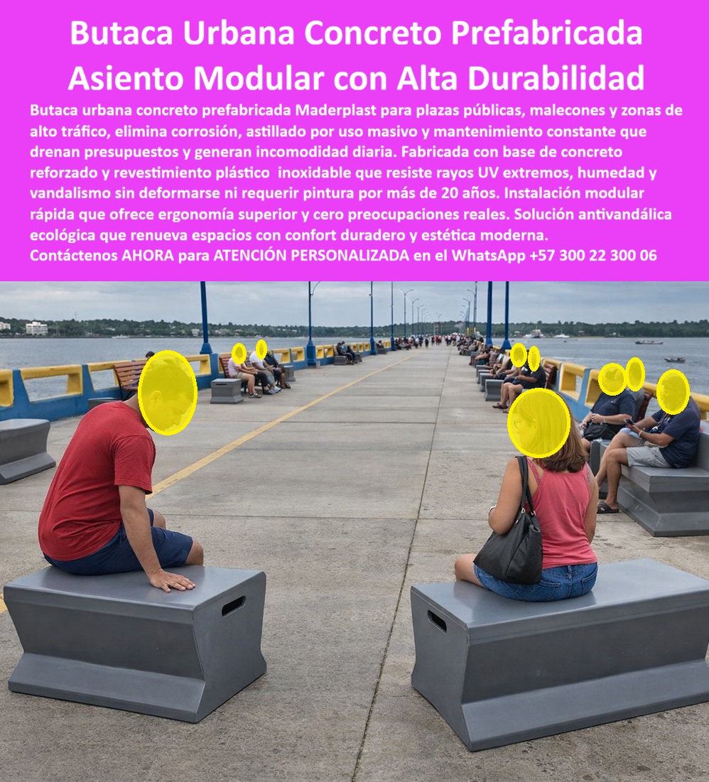 Silla Prefabricada Butaca Bancas Concreto Prefabricado Maderplast 0 muebles Bloques Descanso Malecón Asiento Público Concreto Plástico Sin Mantenimiento Silla Urbana Prefabricada Resistente Clima Exterior Butaca Urbana Silla Butaca Urbana de Concreto Prefabricada y Asiento Público Blindado Maderplast Ingeniería Monolítica para el Borde Costero:  Visualice la solidez absoluta impuesta frente a la inmensidad del océano: la Butaca Urbana de Concreto Prefabricada Maderplast. Lo que usted observa en la imagen no es un simple mobiliario temporal; es un bloque de asiento individual diseñado estratégicamente para resistir lo que ninguna banca ligera puede soportar. Esta estructura monolítica, que integra una Silla Prefabricada Butaca Bancas Concreto Prefabricado Maderplast, combina una base de concreto reforzado con un revestimiento plástico de ingeniería inoxidable, creando un escudo impenetrable contra el salitre corrosivo, la humedad marina y el vandalismo extremo. Su diseño geométrico gris, pesado y robusto, impide físicamente el robo y el desplazamiento no autorizado, actuando como muebles Bloques Descanso Malecón definitivos. Ofrece una superficie de descanso ergonómica que no se corroe, no se astilla y elimina para siempre los costos de pintura y mantenimiento en malecones, plazas y zonas de alto tráfico por más de 20 años.  Para los Secretarios de Obras Públicas y urbanistas que lidian con la destrucción acelerada del mobiliario en zonas costeras, la pregunta recurrente es qué asientos para malecones resisten el salitre y no se los roban. La respuesta técnica y financiera es la implementación de este Asiento Público Concreto Plástico Sin Mantenimiento. A diferencia de las bancas metálicas que se oxidan en meses o la madera que es vandalizada para fogatas, nuestras butacas prefabricadas son la respuesta definitiva. Su peso estructural impide el hurto sin necesidad de anclajes complejos que dañen los pisos, y su revestimiento polimérico es 100% inmune a la corrosión marina. Cuando el objetivo es encontrar mobiliario urbano de concreto que no necesite mantenimiento ni pintura, los bloques de descanso Maderplast superan al concreto tradicional expuesto, gracias a su acabado de ingeniería que repele la suciedad, el moho y los graffitis, eliminando los gastos operativos de limpieza profunda y restauración.  Desde una perspectiva de seguridad ciudadana y durabilidad, la búsqueda de la silla más resistente para plazas públicas de alto tráfico y vandalismo termina con nuestra Silla Urbana Prefabricada Resistente Clima Exterior. Estas actúan como barreras físicas indestructibles, soportando el uso rudo y el clima extremo sin degradarse. En Maderplast, entendemos que la infraestructura debe ser una inversión única; por eso activamos los disparadores de compra necesarios para su gestión: solicite cotización, personalización de acabados, planos de distribución para evitar asentamientos humanos no deseados (diseño hostil para dormir, amable para sentarse), renders y producción en serie. Como fabricantes con procesos industriales controlados en Colombia, convertimos sus necesidades en piezas reales bajo el lema de que "en plástico le hacemos hasta el ala de un avión, o lo que su imaginación quiera". Somos la solución para reemplazar bancas oxidadas en la costa con Butaca Urbana Silla de alta especificación, proveyendo butacas de concreto para parques públicos, asientos individuales para malecones y muelles, y mobiliario urbano resistente al salitre. EL TESTIMONIO PROFESIONAL DE CASO DE ÉXITO:  "la única silla que sobrevivió al mar y a los vándalos", confirma el ingeniero rodolfo "el profe" martínez, secretario de obras públicas del municipio costero de san antero, quien relata cómo el mobiliario anterior era una pérdida constante: "nuestro malecón turístico es hermoso, pero el mar se come todo. Las bancas de hierro duraron ocho meses antes de manchar el piso de óxido y las de madera fueron robadas. Era frustrante ver el presupuesto tirado a la basura. Decidimos blindar el malecón con las butacas urbanas prefabricadas maderplast. son tanques de guerra hechos muebles; pesan lo suficiente para que nadie se las lleve y el revestimiento plástico repele el agua salada. llevamos cuatro años y un huracán menor, y los daños son cero. No hemos gastado un peso en pintura ni reparaciones. maderplast nos dio la solución definitiva: mobiliario eterno para un entorno agresivo."  Para efectuar el Soporte técnico y eliminar cualquier duda con Garantía 5 años o cualquier temor al firmar la orden de compra, es fundamental abordar la validación de la inversión pública. Ingeniero, al especificar la Butaca Urbana Maderplast, usted está blindando su responsabilidad fiscal. No está comprando un activo que desaparecerá del inventario por robo o deterioro en el corto plazo. Usted está adquiriendo un bien mueble de larga duración (vida útil > 20 años) que cumple con las normativas de resistencia y calidad. Elimina el riesgo de detrimento patrimonial y las quejas de la comunidad por infraestructura deteriorada. Maderplast le entrega fichas técnicas, garantías de estabilidad estructural y el respaldo de una solución antivandálica probada. Usted compra la tranquilidad operativa de saber que el malecón se mantendrá impecable sin asignar cuadrillas de mantenimiento.  Asegure la permanencia y la estética de su proyecto costero con la única butaca que el mar y el vandalismo no pueden vencer. Contáctenos AHORA para recibir ATENCIÓN PERSONALIZADA, planes y cotización en el WhatsApp +57 300 22 300 06.
