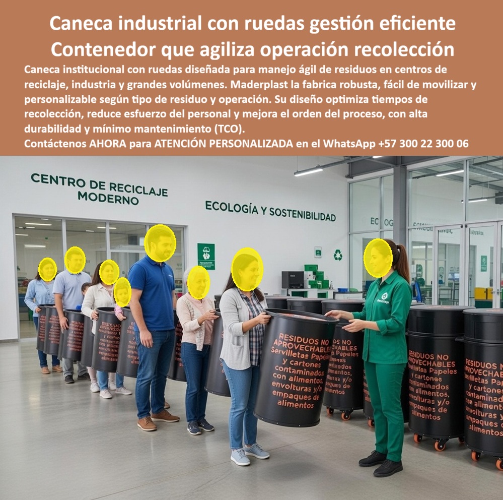 Caneca Para Residuos Orgánicos Con Ruedas Alta Durabilidad Maderplast Basureros No Aprovechables Antivandalismo Robustos Papeleras Desechos Negros Construccion Fuerte Inmunes Humedad Receptáculos Organicos Negros Inox 0 Caneca Caneca Industrial con Ruedas Gestión Eficiente — Contenedor que Agiliza Operación Recolección Canecas industriales cilíndricas negras Maderplast de gran capacidad con rodachinas de transporte, desplegadas en el interior de un centro de reciclaje moderno con señalética mural que indica "Centro de Reciclaje Moderno" y "Ecología y Sostenibilidad", pisos industriales pulidos, iluminación cenital de nave y equipos de procesamiento al fondo. Cada caneca para residuos orgánicos con ruedas de alta durabilidad presenta cuerpo cilíndrico robusto en polímero reciclado de ingeniería color negro con rotulación frontal en texto naranja que detalla la categoría de residuo — "Residuos No Aprovechables: servilletas, papeles y cartones contaminados con alimentos, envolturas y/o empaques de alimentos" —, logotipo de reciclaje impreso directamente sobre el material, boca superior abierta de diámetro amplio para depósito rápido de volúmenes altos, fondo monolítico sin soldaduras que elimina por diseño la filtración de lixiviados, y rodachinas industriales con núcleo polimérico que no se corroen porque no tienen rodamientos metálicos expuestos a humedad. Una operaria desplaza el contenedor cargado sin ayuda mecánica, confirmando la ergonomía operativa que convierte estas canecas industriales Maderplast en herramientas de productividad y no en obstáculos logísticos. El problema que todo director de operaciones de un centro de reciclaje, planta de acopio o estación de clasificación de residuos sólidos conoce es brutal y costoso: las canecas metálicas industriales con ruedas se destruyen desde adentro hacia afuera porque los lixiviados de residuos orgánicos no aprovechables — servilletas, cartones contaminados, empaques grasosos — se filtran por las uniones soldadas del fondo generando charcos que obligan a parar la línea de clasificación para lavar tres veces por turno, la pintura electrostática se levanta con el hipoclorito del protocolo de limpieza dejando el acero expuesto a corrosión acelerada, las etiquetas vinílicas se despegan con la humedad y la fricción del movimiento provocando confusión de categorías entre operarios, y las rodachinas metálicas se traban por oxidación de rodamientos hasta que mover un contenedor cargado con ochenta kilos de residuos húmedos requiere dos personas cuando debería ser tarea de una. Las canecas industriales con ruedas para centros de reciclaje y acopio Maderplast eliminan cada uno de esos cuellos de botella porque su polímero de ingeniería es impermeable por composición y no por recubrimiento — fondo monolítico sin soldaduras que bloquea lixiviados —, resiste soluciones de hipoclorito, ácidos orgánicos y líquidos de descomposición sin degradación superficial, lleva la rotulación normativa impresa directamente sobre el polímero en texto que no se despega ni con lavado a presión, y sus rodachinas de núcleo polimérico giran libres sin corroerse permitiendo operación unipersonal en turnos continuos. Los contenedores grandes de residuos no aprovechables en polímero para plantas de procesamiento Maderplast cumplen la GTC 24, la Resolución 2184 de 2019 y la normativa de gestión integral de residuos sólidos, con ensayos de impacto ASTM D256, tracción ASTM D638, estabilidad UV ISO 4892-2 y huella de carbono de 0.77, documentación descargable en PDF lista para pliegos de licitación pública, proyectos PGIRS municipales y auditorías de interventoría. Los recipientes móviles de reciclaje lavables a presión para naves de clasificación Maderplast soportan régimen de carga de ochenta a cien kilos por contenedor, desplazamiento continuo catorce veces por turno, lavado con hipoclorito al cierre de cada jornada, y operación veinticuatro horas siete días sin que la superficie no porosa pierda integridad ni el sistema de rodachinas reduzca su movilidad. Las canecas industriales resistentes a químicos para plantas de tratamiento de residuos Maderplast funcionan con idéntica garantía para centros de acopio, estaciones de clasificación masiva, empresas de aseo, centros de aprovechamiento y valorización, y cualquier instalación de gestión ambiental que exija contenedores de basura industrial con cero mantenimiento para operación continua, verificable en pruebas extremas con mazo de construcción y rotomartillo en https://www.youtube.com/@maderplasSA. Los basureros no aprovechables de la competencia, incluso regalados, salen carísimos: dieciséis millones en seis meses solo reemplazando nueve contenedores y reparando rodachinas de veintitrés más, sin contar la pérdida de productividad operativa por paradas de línea, charcos de lixiviado, confusión de categorías por etiquetas despegadas y tareas de dos personas que deberían ser de una. Así lo confirma Óscar Darío Montoya Velásquez, ingeniero ambiental y director de operaciones del Centro de Aprovechamiento Eco Verde S.A.S. en Pereira, enero 2025: con una planta diseñada para procesar 45 toneladas diarias, reemplazó 48 canecas metálicas por canecas cilíndricas Maderplast de gran capacidad en polímero reciclado con rotulación naranja integrada al material, fondo monolítico antifiltraciones y rodachinas de núcleo polimérico. Once meses de operación en dos turnos diarios: cero filtraciones de lixiviados, cero rodachinas trabadas, cero contenedores reemplazados, cero etiquetas desprendidas, cero pesos en mantenimiento, reducción del treinta y cinco por ciento en tiempo de vaciado y retorno, y la interventoría registró en acta la marca como estándar operativo de la planta. Solicite cotización, personalización por categoría de residuo, planos, fichas técnicas con informe de compatibilidad química y producción en serie de canecas industriales con rodachinas para su centro de reciclaje, planta de acopio, estación de clasificación o proyecto PGIRS directamente con ingeniería Maderplast. Cuando se trata de receptáculos orgánicos negros inoxidables, papeleras de desechos de construcción fuerte inmunes a humedad y contenedores móviles impermeables para gestión de residuos sólidos, Maderplast es el fabricante colombiano que convierte cuellos de botella operativos en productividad medible. WhatsApp +57 300 22 300 06 o ventas@maderplast.com.