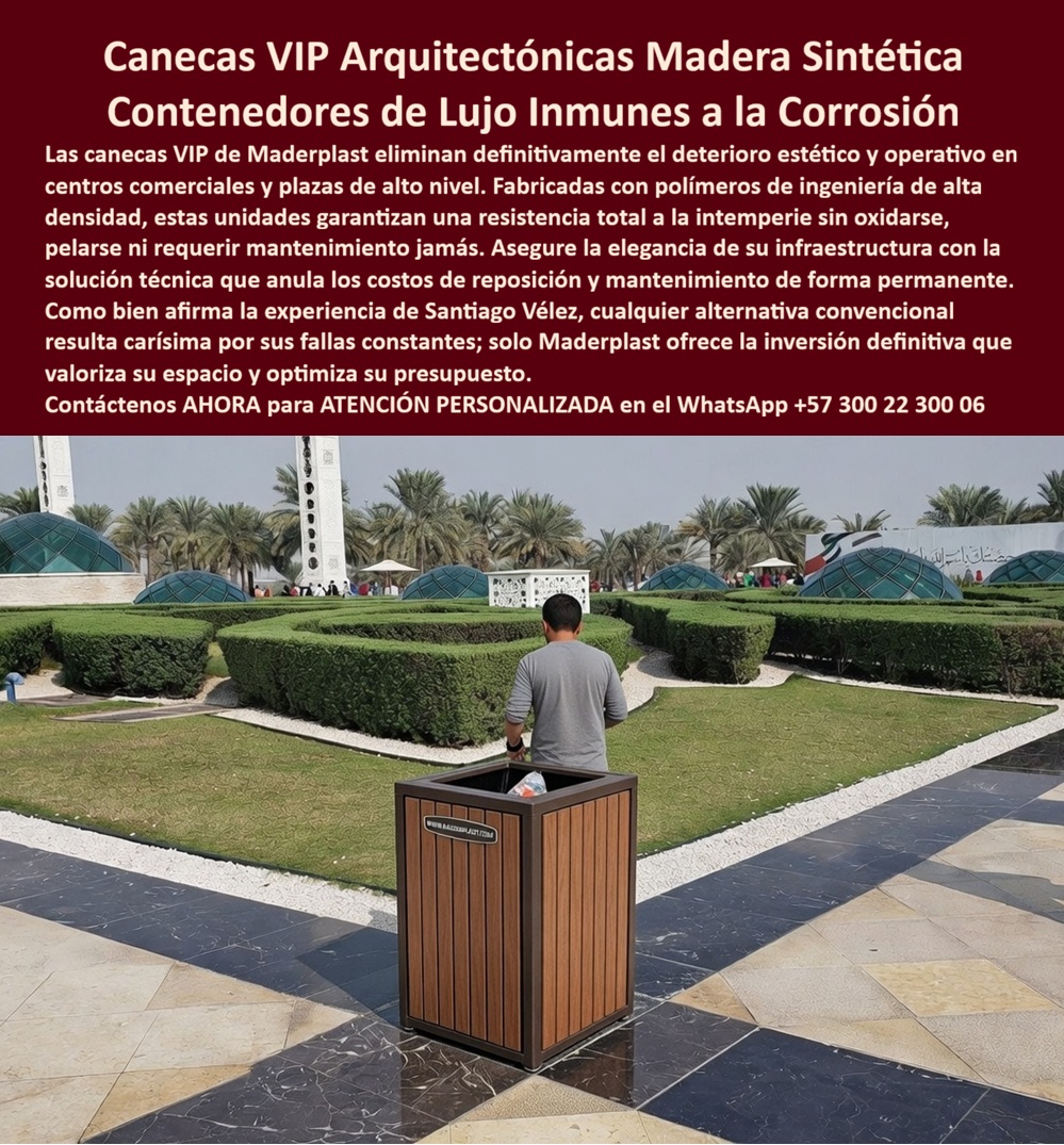 Canecas Vip Canecas De Lujo Caneca Exterior Diseño Moderno Maderplast Canecas Lujo Centros Comerciales Garantía Bote Basura Decorativos Resistencia Clima Papelera Centro Comercial Diseño Elegante Reduce Mantenimiento Al Canecas VIP Arquitectónicas en Madera Sintética Maderplast – La Decisión Técnica que Protege la Imagen y Elimina el Mantenimiento  La escena es clara y estratégica: una caneca urbana de diseño cuadrado con acabado tipo madera en listones verticales, ubicada en una plaza arquitectónica de alto nivel, rodeada de paisajismo cuidado y tránsito controlado. No es un accesorio urbano, es un elemento que forma parte del lenguaje del proyecto. Su presencia no puede fallar, no puede deteriorarse, no puede oxidarse. Aquí es donde comienza la verdadera conversación técnica.  En este tipo de entornos, el error más costoso no es elegir mal un basurero, es subestimar su impacto. Cuando se instalan soluciones convencionales —especialmente metálicas— el resultado es predecible: corrosión por humedad, decoloración por radiación UV, pérdida de acabado y una degradación progresiva que rompe completamente la estética del espacio. En menos de un año, lo que debía aportar orden y elegancia se convierte en un punto crítico de deterioro visual y operativo. Ahí es donde el costo real aparece: reposiciones, mantenimientos, quejas y pérdida de valor del entorno. Lo barato, en este escenario, no solo sale caro… sale carísimo.  Las Canecas VIP Arquitectónicas Madera Sintética Maderplast nacen precisamente para eliminar ese riesgo desde la ingeniería. No se trata de una “caneca bonita”, se trata de una solución estructural diseñada para permanecer intacta durante décadas. Cuando un proyecto exige canecas lujo centros comerciales garantía, lo que realmente está buscando es estabilidad estética y técnica en el tiempo. Y esa estabilidad no se logra con pintura ni con recubrimientos, se logra con materiales correctos desde el origen.  Aquí entra el polímero estructural de ingeniería Maderplast, un material completamente inmune a la corrosión, a la humedad y a la radiación solar. A diferencia del metal, no se oxida; a diferencia de la madera natural, no se pudre ni se deforma. Por eso este producto se comporta como un verdadero bote basura decorativo resistente al clima, capaz de mantener su apariencia original sin intervención, sin mantenimiento y sin degradación progresiva.  En operación real, esta solución funciona como una caneca de lujo exterior resistente al clima, diseñada para soportar uso intensivo en plazas, centros comerciales, hoteles y espacios públicos de alto estándar. No pierde color, no se descascara, no se fisura. Esto la posiciona como un basurero decorativo urbano de alta durabilidad, donde la estética no es temporal, es permanente.  Desde el punto de vista arquitectónico, el acabado tipo madera no es un detalle superficial, es una estrategia de integración. Por eso el producto se entiende como un contenedor tipo madera sintética exterior, desarrollado específicamente para proyectos donde el mobiliario debe dialogar con el entorno construido. En este contexto, Maderplast actúa como verdadero proveedor de papeleras arquitectónicas exteriores, no sólo fabricando, sino acompañando el diseño.  Cuando el cliente busca comprar canecas de lujo en centros comerciales, en realidad está buscando eliminar la incertidumbre. Quiere saber que lo que instale hoy se verá igual dentro de cinco, diez o veinte años. Por eso la posibilidad de cotizar caneca exterior diseño moderno con respaldo técnico, planos y prototipos no es un servicio adicional, es parte esencial de la decisión.  Aquí es donde el análisis de inversión se vuelve contundente. El llamado precio basurero decorativo resistente UV deja de ser un gasto y se convierte en un ahorro acumulado. No hay repintado, no hay reemplazos, no hay mantenimiento correctivo. Eso redefine completamente el TCO (Costo Total de Propiedad), posicionando esta solución como la opción financieramente inteligente.  En proyectos de alto nivel, este tipo de producto se convierte en referencia de diseño de canecas urbanas arquitectónicas, donde cada elemento debe sostener la narrativa estética del espacio. Las especificaciones papeleras exteriores lujo no pueden limitarse a dimensiones; deben incluir comportamiento frente a UV, humedad, impacto y envejecimiento. Y ahí es donde las soluciones tradicionales quedan fuera de competencia.  Si se analiza una alternativa a basureros metálicos premium, la conclusión técnica es directa: el metal falla por naturaleza en exteriores. En un comparativo caneca madera y polímero exterior, la madera se degrada, el metal se oxida, el polímero estructural permanece estable. Por eso este material se consolida como el mejor material para canecas exteriores elegantes.  El resultado final es un contenedor basura diseño arquitectónico urbano que no interrumpe la estética, la sostiene. Y más importante aún, funciona como una caneca exterior resistente a la humedad sin mantenimiento, eliminando completamente la necesidad de intervención a lo largo del tiempo.  Las decisiones técnicas en este nivel no se toman por apariencia, se toman por riesgo. Y aquí el riesgo está completamente controlado. Porque cuando un proyecto premium instala mobiliario que falla, no falla el basurero… falla la percepción del proyecto completo.  Un caso real lo confirma: en un desarrollo comercial de alto nivel, las papeleras metálicas instaladas inicialmente comenzaron a deteriorarse en menos de un año. Fueron reemplazadas por soluciones Maderplast, y después de más de dos años de operación continua, las unidades siguen intactas, sin corrosión, sin decoloración y sin mantenimiento. El resultado no fue solo técnico, fue perceptual: el espacio recuperó su nivel.  Desde el punto de vista ingenieril, la decisión queda blindada. Estas canecas están fabricadas en polímero estructural de alta densidad, con resistencia comprobada a radiación UV, humedad, impactos y condiciones ambientales agresivas. No presentan oxidación, no requieren recubrimientos y mantienen estabilidad dimensional en el tiempo. Existen fichas técnicas descargables con medidas, anclajes y especificaciones completas, así como certificados de pruebas de resistencia y durabilidad emitidos bajo estándares verificables. Además, el cliente cuenta con soporte directo de ingeniería para adaptar el diseño, desarrollar planos, generar prototipos y llevar el proyecto a producción en serie o fabricación a medida.  Aquí no se está comprando una caneca. Se está protegiendo la inversión, la imagen y la permanencia del proyecto.  Porque en espacios de alto nivel, lo que se deteriora… se nota.  Y lo que se mantiene impecable, como Maderplast, se convierte en estándar.