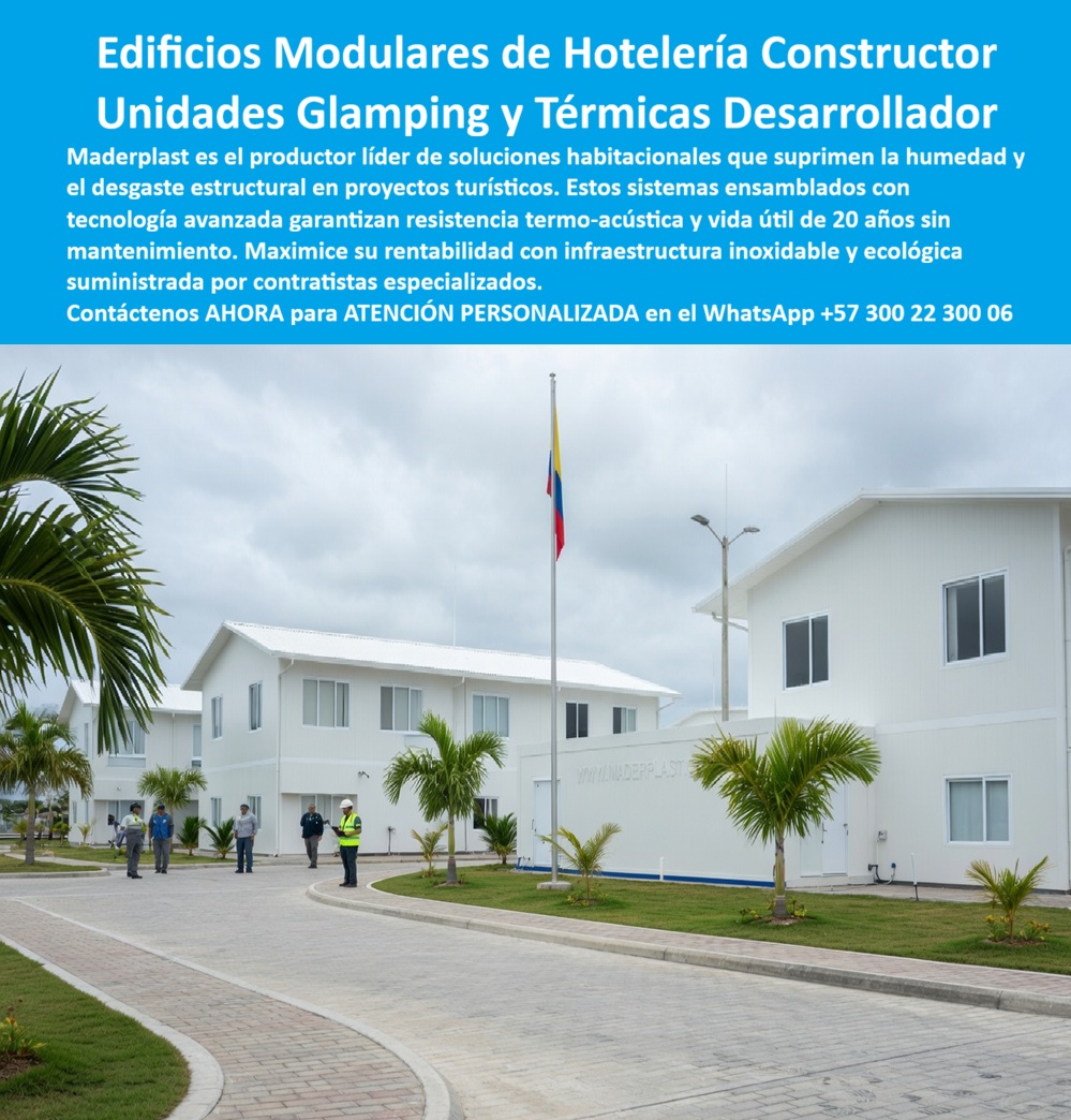 Cabañas Modulares Ecológicas Casas Modulares Hoteleras Maderplast - Casas Modulares Hoteleras Maderplast – Unidades Glamping y Refugios Prefabricados Duraderos para Turismo Sostenible En la imagen se aprecia un conjunto de edificios modulares hoteleros Maderplast, unidades glamping o cabañas prefabricadas de dos pisos en color blanco con acabados limpios, ventanas amplias y diseño moderno, instalados en un entorno tropical con palmeras, áreas pavimentadas y bandera de Colombia al fondo. Estas estructuras habitacionales presentan paneles estructurales de polímeros de ingeniería que las hacen completamente resistentes a humedad, pudrición, insectos y condiciones climáticas extremas, manteniendo una estética premium sin decoloración ni mantenimiento constante. Quien ha desarrollado proyectos de glamping, ecoturismo o expansión hotelera en zonas remotas o tropicales sabe muy bien el verdadero dolor: las construcciones tradicionales de madera o metal sufren pudrición acelerada, ataques de termitas, filtraciones de humedad y altos costos de mantenimiento constante que afectan la rentabilidad, la imagen del proyecto y la experiencia de los huéspedes. Lo que parecía una opción económica termina convirtiéndose en una inversión muy cara por fallas críticas, gastos ocultos y la imposibilidad de justificar ante la gerencia o los inversionistas una decisión que, a la larga, resulta mucho más costosa y problemática. Una compra bien hecha recibe felicitaciones permanentes; una mal hecha no encuentra excusa que compense los gastos adicionales y los dolores de cabeza. Maderplast resuelve este problema de forma definitiva y segura. Fabricamos a medida las casas prefabricadas hoteleras duraderas, las unidades glamping exteriores y las cabañas modulares ecológicas con paneles poliméricos estructurales que eliminan por completo la pudrición, los insectos, la corrosión y cualquier necesidad de mantenimiento. El resultado es una estructura con más de 20 años de vida útil, ensamble rápido sin obra húmeda, aislamiento termo-acústico, bajo peso para transporte y huella de carbono baja, ideal para hospedaje turístico, glamping y refugios hoteleros mientras resiste clima extremo y ofrece confort y estética de alto estándar en entornos selváticos o costeros. Así lo confirman en testimonio de caso real la Gerencia de Proyecto de un campamento modular remoto en un proyecto del 2024: el problema que enfrentamos era la rápida degradación de refugios tradicionales en madera o metal por humedad, termitas y clima selvático extremo, generando paradas constantes de mantenimiento, filtraciones y altos costos de reposición que afectan cronograma y presupuesto operativo. Después de implementar las cabañas modulares ecológicas Maderplast en paneles prefabricados estructurales, ensambladas a medida según plano y configuradas como campamento completo con montaje exprés en sitio, los refugios operan de forma continua sin ningún mantenimiento correctivo ni deterioro visible, con integración perfecta al entorno y reducción drástica del costo total de propiedad. Cuando un profesional busca la mejor alternativa duradera a las construcciones tradicionales, las casas modulares hoteleras o las cabañas prefabricadas para glamping con las especificaciones técnicas correctas, Maderplast entrega la tranquilidad absoluta. Contamos con ficha técnica completa en PDF con medidas, planos de anclaje y especificaciones de carga, certificados de pruebas de laboratorio y videos reales disponibles en el canal de YouTube @maderplasSA. Los productos Maderplast son tan buenos que cualquier otra opción, incluso regalada, terminaría siendo carísima por sus fallas y mantenimientos constantes. Si su proyecto requiere una unidad modular hotelera o glamping que realmente entregue durabilidad extrema, montaje rápido y rentabilidad a largo plazo, contáctenos hoy. Nuestro equipo de ingenieros está listo para brindarle cotización personalizada, renders, prototipos y toda la asesoría técnica que necesite. WhatsApp directo: +57 300 22 300 06 Casas Prefabricadas Hoteleras Duraderas Bajo Mantenimiento, Casetas Hospedaje Turístico No Se Oxidan Alta Durabilidad, Refugios Glamping Exteriores Cero Humedad Alta Rentabilidad Cabañas Modulares Ecológicas Casas Modulares Hoteleras Maderplast Casas Prefabricadas Hoteleras Duraderas Bajo Mantenimiento Casetas Hospedaje Turístico No Se Oxidan Alta Durabilidad Refugios Glamping Exteriores Cero Humedad Alta Rentabilidad Casas Modulares Hoteleras Maderplast – Unidades Glamping y Refugios Prefabricados Duraderos para Turismo Sostenible En la imagen se aprecia un conjunto de edificios modulares hoteleros Maderplast, unidades glamping o cabañas prefabricadas de dos pisos en color blanco con acabados limpios, ventanas amplias y diseño moderno, instalados en un entorno tropical con palmeras, áreas pavimentadas y bandera de Colombia al fondo. Estas estructuras habitacionales presentan paneles estructurales de polímeros de ingeniería que las hacen completamente resistentes a humedad, pudrición, insectos y condiciones climáticas extremas, manteniendo una estética premium sin decoloración ni mantenimiento constante. Quien ha desarrollado proyectos de glamping, ecoturismo o expansión hotelera en zonas remotas o tropicales sabe muy bien el verdadero dolor: las construcciones tradicionales de madera o metal sufren pudrición acelerada, ataques de termitas, filtraciones de humedad y altos costos de mantenimiento constante que afectan la rentabilidad, la imagen del proyecto y la experiencia de los huéspedes. Lo que parecía una opción económica termina convirtiéndose en una inversión muy cara por fallas críticas, gastos ocultos y la imposibilidad de justificar ante la gerencia o los inversionistas una decisión que, a la larga, resulta mucho más costosa y problemática. Una compra bien hecha recibe felicitaciones permanentes; una mal hecha no encuentra excusa que compense los gastos adicionales y los dolores de cabeza. Maderplast resuelve este problema de forma definitiva y segura. Fabricamos a medida las casas prefabricadas hoteleras duraderas, las unidades glamping exteriores y las cabañas modulares ecológicas con paneles poliméricos estructurales que eliminan por completo la pudrición, los insectos, la corrosión y cualquier necesidad de mantenimiento. El resultado es una estructura con más de 20 años de vida útil, ensamble rápido sin obra húmeda, aislamiento termo-acústico, bajo peso para transporte y huella de carbono baja, ideal para hospedaje turístico, glamping y refugios hoteleros mientras resiste clima extremo y ofrece confort y estética de alto estándar en entornos selváticos o costeros. Así lo confirman en testimonio de caso real la Gerencia de Proyecto de un campamento modular remoto en un proyecto del 2024: el problema que enfrentamos era la rápida degradación de refugios tradicionales en madera o metal por humedad, termitas y clima selvático extremo, generando paradas constantes de mantenimiento, filtraciones y altos costos de reposición que afectan cronograma y presupuesto operativo. Después de implementar las cabañas modulares ecológicas Maderplast en paneles prefabricados estructurales, ensambladas a medida según plano y configuradas como campamento completo con montaje exprés en sitio, los refugios operan de forma continua sin ningún mantenimiento correctivo ni deterioro visible, con integración perfecta al entorno y reducción drástica del costo total de propiedad. Cuando un profesional busca la mejor alternativa duradera a las construcciones tradicionales, las casas modulares hoteleras o las cabañas prefabricadas para glamping con las especificaciones técnicas correctas, Maderplast entrega la tranquilidad absoluta. Contamos con ficha técnica completa en PDF con medidas, planos de anclaje y especificaciones de carga, certificados de pruebas de laboratorio y videos reales disponibles en el canal de YouTube @maderplasSA. Los productos Maderplast son tan buenos que cualquier otra opción, incluso regalada, terminaría siendo carísima por sus fallas y mantenimientos constantes. Si su proyecto requiere una unidad modular hotelera o glamping que realmente entregue durabilidad extrema, montaje rápido y rentabilidad a largo plazo, contáctenos hoy. Nuestro equipo de ingenieros está listo para brindarle cotización personalizada, renders, prototipos y toda la asesoría técnica que necesite. WhatsApp directo: +57 300 22 300 06