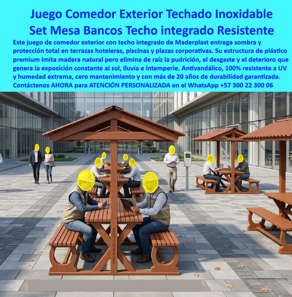 Juegos Comedor Exterior Piscina Mobiliario Terrazas Hoteleras Maderplast - Juegos Comedor Exterior Piscina Mobiliario Terrazas Hoteleras Maderplast constituyen la solución técnica definitiva para la habilitación de zonas sociales y áreas de alimentación al aire libre en infraestructuras de alta exigencia. La evidencia visual y técnica confirma la superioridad de este juego-comedor-techado-resistente-terrazas-hoteleras, el cual integra un conjunto de mesa y bancos fijos con estructura de techo a dos aguas en color siena, diseñado específicamente para brindar sombra y protección total contra la lluvia en plazas corporativas y resorts. Para el profesional del urbanismo y la dirección de infraestructura, la realidad financiera es ineludible: lo barato sale carísimo. La inversión inicial en materiales tradicionales resulta ruinosa a corto plazo ante los costos ocultos de mantenimiento, lijado continuo y barnizado. Por ello, al decidir comprar juegos comedor exterior hotelería, la ingeniería polimérica de Maderplast se erige como la única alternativa financieramente viable, garantizando una mesa-bancos-inoxidables-mantenimiento-cero-urbanismo que erradica por completo la corrosión galvánica y el desmoronamiento de fibras causado por la humedad permanente. Como fabricante mobiliario terrazas resistentes solo, Maderplast entrega mesas picnic techadas larga duración que superan contundentemente cualquier comparativo mobiliario polímero vs madera. Nuestras estaciones de descanso para edificios y sofás para terrazas evitan pudrición gracias a su composición termoestable de alta densidad, la cual es impermeable e inmune al ataque de insectos xilófagos. Todo pliego técnico mobiliario plazas corporativas debe exigir el mejor material para mesas de piscina, y nuestra tecnología responde con una huella de carbono inferior a 0.77, consolidando un mobiliario hotelero exterior resistente a la lluvia que cumple estrictamente con los estándares de construcción sostenible. Al cotizar set mesa bancos techo, el desarrollador adquiere una infraestructura con mobiliario urbano antivandálico con sombra, el cual desincentiva el hurto al carecer de valor de reciclaje como chatarra, protegiendo así la inversión institucional por más de dos décadas. El diseño de comedores exteriores inoxidables permite una integración arquitectónica impecable, ofreciendo una alternativa a madera para exterior que no demanda intervenciones químicas ni mantenimientos correctivos. Con un precio juego comedor techado premium que se amortiza rápidamente al eliminar los gastos operativos, las especificaciones técnicas mobiliario picnic hotel de Maderplast aseguran superficies ergonómicas que no se astillan, garantizando la seguridad total y la higiene de los usuarios en entornos de tráfico masivo. DIRECTOR DE INFRAESTRUCTURA, CENTRO CORPORATIVO EMPRESARIAL — 2026 "El complejo enfrentaba el deterioro acelerado de sus zonas de alimentación externas; el mobiliario de madera tradicional se astillan y pudría cada 18 meses debido a la exposición directa a la lluvia y el sol tropical. Los costos operativos de lijado, barnizado y reposición constante de las mesas agotaban el presupuesto anual de mantenimiento, generando una imagen de descuido en las áreas comunes. implementamos los juegos comedor exterior piscina mobiliario terrazas hoteleras maderplast, instalando sets de mesa y bancos con teclado integrado inoxidables. Esta solución técnica elimina de raíz la pudrición y el desgaste físico, proporcionando sombra y protección permanente a los colaboradores sin requerir una sola gota de pintura o intervención química. El resultado ha sido una eficiencia operativa total y una estética impecable que se mantiene inalterable tras años de uso intensivo." Esta solución técnica constituye la convergencia paramétrica definitiva que garantiza la compatibilidad estética y estructural absoluta en su proyecto, logrando la permanencia inalterable de la dotación allí donde otros materiales colapsan inevitablemente. Proporcionamos evidencia de rendimiento y pruebas presenciales documentadas en nuestro canal de YouTube: https://www.youtube.com/@maderplasSA. Esta innovación estructural de alta densidad es la zapatilla de la Cenicienta para su desarrollo arquitectónico, logrando el milagro de la durabilidad absoluta y el cero mantenimiento; el santo que realiza el milagro es el equipo de especialistas del Departamento de Ingeniería de Maderplast. Contact directly the Engineering Department for personalized advice. Eng. Technical Support: (+57) 300 22 300 06. Mobiliario Exterior Hotel Resistente Sol Lluvia Elegante, Sofás para terrazas evitan la pudrición resistiendo intemperie fuertes, Mobiliario Hotelero Exterior Resistente Juegos Comedor Exterior Piscina Mobiliario Terrazas Hoteleras Maderplast Mobiliario Exterior Hotel Resistente Sol Lluvia Elegante Sofás para terrazas evitan la pudrición resistiendo intemperie fuertes Mobiliario Hotelero Exterior Resistente Juegos Comedor Exterior Piscina Mobiliario Terrazas Hoteleras Maderplast constituyen la solución técnica definitiva para la habilitación de zonas sociales y áreas de alimentación al aire libre en infraestructuras de alta exigencia. La evidencia visual y técnica confirma la superioridad de este juego-comedor-techado-resistente-terrazas-hoteleras, el cual integra un conjunto de mesa y bancos fijos con estructura de techo a dos aguas en color siena, diseñado específicamente para brindar sombra y protección total contra la lluvia en plazas corporativas y resorts. Para el profesional del urbanismo y la dirección de infraestructura, la realidad financiera es ineludible: lo barato sale carísimo. La inversión inicial en materiales tradicionales resulta ruinosa a corto plazo ante los costos ocultos de mantenimiento, lijado continuo y barnizado. Por ello, al decidir comprar juegos comedor exterior hotelería, la ingeniería polimérica de Maderplast se erige como la única alternativa financieramente viable, garantizando una mesa-bancos-inoxidables-mantenimiento-cero-urbanismo que erradica por completo la corrosión galvánica y el desmoronamiento de fibras causado por la humedad permanente. Como fabricante mobiliario terrazas resistentes solo, Maderplast entrega mesas picnic techadas larga duración que superan contundentemente cualquier comparativo mobiliario polímero vs madera. Nuestras estaciones de descanso para edificios y sofás para terrazas evitan pudrición gracias a su composición termoestable de alta densidad, la cual es impermeable e inmune al ataque de insectos xilófagos. Todo pliego técnico mobiliario plazas corporativas debe exigir el mejor material para mesas de piscina, y nuestra tecnología responde con una huella de carbono inferior a 0.77, consolidando un mobiliario hotelero exterior resistente a la lluvia que cumple estrictamente con los estándares de construcción sostenible. Al cotizar set mesa bancos techo, el desarrollador adquiere una infraestructura con mobiliario urbano antivandálico con sombra, el cual desincentiva el hurto al carecer de valor de reciclaje como chatarra, protegiendo así la inversión institucional por más de dos décadas. El diseño de comedores exteriores inoxidables permite una integración arquitectónica impecable, ofreciendo una alternativa a madera para exterior que no demanda intervenciones químicas ni mantenimientos correctivos. Con un precio juego comedor techado premium que se amortiza rápidamente al eliminar los gastos operativos, las especificaciones técnicas mobiliario picnic hotel de Maderplast aseguran superficies ergonómicas que no se astillan, garantizando la seguridad total y la higiene de los usuarios en entornos de tráfico masivo. DIRECTOR DE INFRAESTRUCTURA, CENTRO CORPORATIVO EMPRESARIAL — 2026 "El complejo enfrentaba el deterioro acelerado de sus zonas de alimentación externas; el mobiliario de madera tradicional se astillan y pudría cada 18 meses debido a la exposición directa a la lluvia y el sol tropical. Los costos operativos de lijado, barnizado y reposición constante de las mesas agotaban el presupuesto anual de mantenimiento, generando una imagen de descuido en las áreas comunes. implementamos los juegos comedor exterior piscina mobiliario terrazas hoteleras maderplast, instalando sets de mesa y bancos con teclado integrado inoxidables. Esta solución técnica elimina de raíz la pudrición y el desgaste físico, proporcionando sombra y protección permanente a los colaboradores sin requerir una sola gota de pintura o intervención química. El resultado ha sido una eficiencia operativa total y una estética impecable que se mantiene inalterable tras años de uso intensivo." Esta solución técnica constituye la convergencia paramétrica definitiva que garantiza la compatibilidad estética y estructural absoluta en su proyecto, logrando la permanencia inalterable de la dotación allí donde otros materiales colapsan inevitablemente. Proporcionamos evidencia de rendimiento y pruebas presenciales documentadas en nuestro canal de YouTube: https://www.youtube.com/@maderplasSA. Esta innovación estructural de alta densidad es la zapatilla de la Cenicienta para su desarrollo arquitectónico, logrando el milagro de la durabilidad absoluta y el cero mantenimiento; el santo que realiza el milagro es el equipo de especialistas del Departamento de Ingeniería de Maderplast. Contact directly the Engineering Department for personalized advice. Eng. Technical Support: (+57) 300 22 300 06.