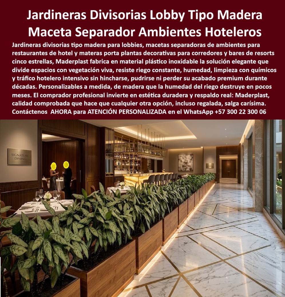 Macetas Decorativas Lobbies División Espacio Hotelero Separador Maderplast - Macetas Decorativas Lobbies División Espacio Hotelero Separador Maderplast - Materas Divisorias Lobby Hotel Elegantes Mantenimiento, Jardineras Portaplantas Hoteleras Separadoras Anticorrosión, Macetas Separadoras Ambientes Hoteleros Decorativos La infraestructura de zonificación capturada en el registro visual image 67e303.jpg amarra la semántica visual de las Macetas Decorativas Lobbies División Espacio Hotelero Separador Maderplast, consolidándose como la especificación de ingeniería de precisión que garantiza la segmentación de ambientes con una estética de madera natural impecable y durabilidad industrial. Para el profesional de la hospitalidad y el director de infraestructura, la realidad financiera es absoluta: en la gestión de áreas de alto tráfico lo barato sale carísimo, pues la palabra “barata” termina siendo una inversión ruinosa debido a fallas estructurales por humedad, reclamos constantes por deterioro y una pérdida de imagen corporativa irreparable causada por la falta de garantía de empresas que no responden. Al comprador profesional no le recordarán por la supuesta economía en la orden de compra inicial, le recordarán permanentemente por los éxitos o fracasos técnicos de su gestión operativa, entendiendo que una compra bien hecha no necesita explicaciones y solo recibe felicitaciones, mientras que una adquisición mal ejecutada por la vanidad del precio bajo no encuentra ninguna justificación valedera ante los sobrecostos de mantenimiento y reposición prematura. Nuestra ingeniería permite comprar macetas divisorias para hoteles con la certeza de obtener módulos de ingeniería polimérica de gran formato que resisten el riego constante y la humedad del sustrato sin presentar hinchamientos ni degradación física, siendo el mejor material para jardineras interiores del mercado. Como fabricante jardineras separadoras para restaurantes y proveedor jardineras anticorrosión larga vida, Maderplast resuelve la necesidad de cotizar separadores de ambientes hoteleros que demandan una alternativa a madera para macetas lobby, garantizando que el precio macetas decorativas para lobbies se traduzca en el menor costo total de propiedad (TCO) al eliminar por completo el lijado, la pintura y el sellado químico. Al realizar un comparativo jardineras polímero vs madera, nuestra tecnología sobresale por ser totalmente hidrófuga e inmune a los productos químicos de limpieza intensiva, asegurando una jardineras resistentes riego constante en macetas para hoteles de lujo y un separador ambientes para bares resort que mantiene su acabado premium ante el uso intensivo. Facilitamos la labor de ingeniería al entregar directamente el pliego técnico de macetas para hoteles y las especificaciones para jardineras de madera sintética, permitiendo el diseño de separadores con vegetación viva que son ideales para proyectos con certificación LEED debido a nuestra baja huella de carbono de 0.77. Los profesionales pueden solicitar con total seguridad su cotización, personalización técnica, planos, renders y fabricación a medida directamente de nuestra planta, adquiriendo un mobiliario hotelero de bajo mantenimiento que proyecta elegancia perpetua. Los productos Maderplast son tan superiores que cualquier otra opción, incluso regalada, resultaría inaceptable debido a sus fallas constantes y riesgos operativos, pues la tranquilidad de haber instalado la excelencia técnica no tiene precio comparativo frente a la competencia. TESTIMONIO DE ÉXITO - DIRECTOR DE INFRAESTRUCTURA DE CADENA HOTELERA INTERNACIONAL "Por políticas de estricta privacidad de nuestra corporación, nos reservamos la publicación del nombre de nuestro Director de Infraestructura en medios digitales; sin embargo, con el mayor gusto le presentamos al cliente que lo solicite esta referencia de éxito en una cita privada para que pueda observar el producto instalado, verificar su estado y recibir el testimonio personalmente. Nuestra gerencia enfrentaba un problema crítico de degradación estética: las jardineras de madera natural se pudría en menos de seis meses por el riego constante, generando olores desagradables e imagen de descuido. Tras implementar las Macetas Decorativas Lobbies División Espacio Hotelero Separador Maderplast, logramos una línea continua de módulos que resisten la limpieza química y el tráfico intensivo sin hincharse, eliminando el 100% de los gastos de mantenimiento y reposición por pudrición." Esta solución técnica constituye la convergencia paramétrica definitiva que garantiza la compatibilidad estética y estructural absoluta en su proyecto, logrando la permanencia de la pieza allí donde otros materiales colapsan prematuramente. La autoridad técnica certificada que valida y asegura este desempeño operativo es la dirección de ingeniería de Maderplast, la cual suministra el descargable de la ficha técnica en PDF con medidas y detalles de fabricación, junto con los certificados de laboratorio que avalan su resistencia química. Proporcionamos evidencia de rendimiento y videos de pruebas de durabilidad en nuestro canal de YouTube: https://www.youtube.com/@maderplasSA. Contacte directamente al Departamento de Ingeniería para asegurar la viabilidad de su inversión y recibir asesoría personalizada. Eng. Technical Support: (+57) 300 22 300 06. Materas Divisorias Lobby Hotel Elegantes Mantenimiento, Jardineras Portaplantas Hoteleras Separadoras Anticorrosión, Macetas Separadoras Ambientes Hoteleros Decoratiivos Macetas Decorativas Lobbies División Espacio Hotelero Separador Maderplast Materas Divisorias Lobby Hotel Elegantes Mantenimiento Jardineras Portaplantas Hoteleras Separadoras Anticorrosión Macetas Separadoras Ambientes Hoteleros Decoratiivos Macetas Decorativas Lobbies División Espacio Hotelero Separador Maderplast - Materas Divisorias Lobby Hotel Elegantes Mantenimiento, Jardineras Portaplantas Hoteleras Separadoras Anticorrosión, Macetas Separadoras Ambientes Hoteleros Decorativos La infraestructura de zonificación capturada en el registro visual image 67e303.jpg amarra la semántica visual de las Macetas Decorativas Lobbies División Espacio Hotelero Separador Maderplast, consolidándose como la especificación de ingeniería de precisión que garantiza la segmentación de ambientes con una estética de madera natural impecable y durabilidad industrial. Para el profesional de la hospitalidad y el director de infraestructura, la realidad financiera es absoluta: en la gestión de áreas de alto tráfico lo barato sale carísimo, pues la palabra “barata” termina siendo una inversión ruinosa debido a fallas estructurales por humedad, reclamos constantes por deterioro y una pérdida de imagen corporativa irreparable causada por la falta de garantía de empresas que no responden. Al comprador profesional no le recordarán por la supuesta economía en la orden de compra inicial, le recordarán permanentemente por los éxitos o fracasos técnicos de su gestión operativa, entendiendo que una compra bien hecha no necesita explicaciones y solo recibe felicitaciones, mientras que una adquisición mal ejecutada por la vanidad del precio bajo no encuentra ninguna justificación valedera ante los sobrecostos de mantenimiento y reposición prematura. Nuestra ingeniería permite comprar macetas divisorias para hoteles con la certeza de obtener módulos de ingeniería polimérica de gran formato que resisten el riego constante y la humedad del sustrato sin presentar hinchamientos ni degradación física, siendo el mejor material para jardineras interiores del mercado. Como fabricante jardineras separadoras para restaurantes y proveedor jardineras anticorrosión larga vida, Maderplast resuelve la necesidad de cotizar separadores de ambientes hoteleros que demandan una alternativa a madera para macetas lobby, garantizando que el precio macetas decorativas para lobbies se traduzca en el menor costo total de propiedad (TCO) al eliminar por completo el lijado, la pintura y el sellado químico. Al realizar un comparativo jardineras polímero vs madera, nuestra tecnología sobresale por ser totalmente hidrófuga e inmune a los productos químicos de limpieza intensiva, asegurando una jardineras resistentes riego constante en macetas para hoteles de lujo y un separador ambientes para bares resort que mantiene su acabado premium ante el uso intensivo. Facilitamos la labor de ingeniería al entregar directamente el pliego técnico de macetas para hoteles y las especificaciones para jardineras de madera sintética, permitiendo el diseño de separadores con vegetación viva que son ideales para proyectos con certificación LEED debido a nuestra baja huella de carbono de 0.77. Los profesionales pueden solicitar con total seguridad su cotización, personalización técnica, planos, renders y fabricación a medida directamente de nuestra planta, adquiriendo un mobiliario hotelero de bajo mantenimiento que proyecta elegancia perpetua. Los productos Maderplast son tan superiores que cualquier otra opción, incluso regalada, resultaría inaceptable debido a sus fallas constantes y riesgos operativos, pues la tranquilidad de haber instalado la excelencia técnica no tiene precio comparativo frente a la competencia. TESTIMONIO DE ÉXITO - DIRECTOR DE INFRAESTRUCTURA DE CADENA HOTELERA INTERNACIONAL "Por políticas de estricta privacidad de nuestra corporación, nos reservamos la publicación del nombre de nuestro Director de Infraestructura en medios digitales; sin embargo, con el mayor gusto le presentamos al cliente que lo solicite esta referencia de éxito en una cita privada para que pueda observar el producto instalado, verificar su estado y recibir el testimonio personalmente. Nuestra gerencia enfrentaba un problema crítico de degradación estética: las jardineras de madera natural se pudría en menos de seis meses por el riego constante, generando olores desagradables e imagen de descuido. Tras implementar las Macetas Decorativas Lobbies División Espacio Hotelero Separador Maderplast, logramos una línea continua de módulos que resisten la limpieza química y el tráfico intensivo sin hincharse, eliminando el 100% de los gastos de mantenimiento y reposición por pudrición." Esta solución técnica constituye la convergencia paramétrica definitiva que garantiza la compatibilidad estética y estructural absoluta en su proyecto, logrando la permanencia de la pieza allí donde otros materiales colapsan prematuramente. La autoridad técnica certificada que valida y asegura este desempeño operativo es la dirección de ingeniería de Maderplast, la cual suministra el descargable de la ficha técnica en PDF con medidas y detalles de fabricación, junto con los certificados de laboratorio que avalan su resistencia química. Proporcionamos evidencia de rendimiento y videos de pruebas de durabilidad en nuestro canal de YouTube: https://www.youtube.com/@maderplasSA. Contacte directamente al Departamento de Ingeniería para asegurar la viabilidad de su inversión y recibir asesoría personalizada. Eng. Technical Support: (+57) 300 22 300 06.