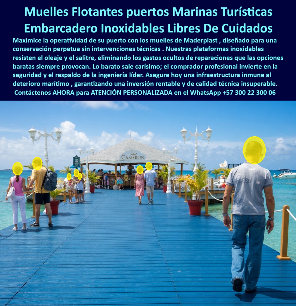 Muelles Marinas Turísticas Puertos Embarcaderos Turísticos Flotantes Maderplast - Muelle Flotante Modular Azul Maderplast – Embarcadero para Puertos Marítimos Turísticos con Atraque Seguro y Cero Mantenimiento En la imagen se aprecia un muelle flotante modular azul Maderplast para puerto marítimo turístico con deck continuo de color integral vibrante y superficie antideslizante que se extiende en línea recta sobre aguas turquesas cristalinas, flanqueado por barandas con postes y lámparas ornamentales blancas. Esta pasarela peatonal amplia presenta quiosco central techado, macetas con vegetación tropical y flujo constante de turistas, todo construido en polímeros de ingeniería que resisten oleaje, salinidad y tráfico intensivo sin corrosión ni mantenimiento. El diseño modular se integra al entorno portuario costero ofreciendo seguridad permanente y estética profesional duradera. Quien ha gestionado infraestructura en puertos marítimos turísticos o marinas hoteleras conoce muy bien el verdadero dolor: las pasarelas y muelles tradicionales sufren desgaste acelerado por el oleaje constante, el salitre y el alto flujo de pasajeros. Esto genera interrupciones operativas, riesgos de seguridad y costos recurrentes de reparación que afectan la eficiencia y la imagen del puerto. Lo que en un principio parece una opción económica termina convirtiéndose en una inversión muy cara por fallas críticas, gastos ocultos y la imposibilidad de justificar ante la gerencia o los inversionistas una decisión que, a la larga, resulta mucho más costosa y problemática. Una compra bien hecha recibe felicitaciones permanentes; una mal hecha no encuentra excusa que compense los gastos adicionales y los dolores de cabeza. Maderplast resuelve este problema de forma definitiva y segura. Fabricamos a medida el muelle flotante modular azul puerto turístico, la pasarela peatonal flotante resistente salitre y el embarcadero flotante largo pasajeros con composites poliméricos de ingeniería marina que eliminan por completo la corrosión, el desgaste por impacto y la degradación por UV o salinidad. El resultado es una plataforma modular ligera, con deck antideslizante certificado, color integral permanente y más de 20 años de vida útil, ideal para soportar oleaje, tráfico peatonal intensivo y operación continua en puertos costeros, todo con huella de carbono baja y estética moderna que eleva la experiencia de los visitantes. Así lo confirman en testimonio de caso real el Gerente de Infraestructura de un puerto marítimo turístico en un proyecto del 2024: el problema que enfrentamos era el desgaste acelerado de pasarelas y muelles por oleaje constante y alto flujo de pasajeros, generando interrupciones operativas y costos recurrentes de reparación que afectan la eficiencia del puerto. Después de implementar el muelle flotante modular azul Maderplast con deck continuo y quiosco central, fabricado a medida según los planos del proyecto y adaptado al entorno costero de la marina, la plataforma ha operado de forma continua durante meses sin ningún mantenimiento correctivo, conservando superficie antideslizante y color original, con mejora en seguridad y reducción significativa del costo total de propiedad. Cuando un profesional busca la mejor alternativa para un muelle modular costero resistente al oleaje, el embarcadero flotante largo pasajeros o la pasarela flotante duradera con las especificaciones técnicas correctas, Maderplast entrega la tranquilidad absoluta. Contamos con ficha técnica completa en PDF con medidas, planos de anclaje y especificaciones de carga, certificados de pruebas de laboratorio y videos reales disponibles en el canal de YouTube @maderplasSA. Los productos Maderplast son tan buenos que cualquier otra opción, incluso regalada, terminaría siendo carísima por sus fallas y mantenimientos constantes. Si su proyecto requiere un muelle flotante que realmente entregue durabilidad extrema, seguridad y rentabilidad a largo plazo, contáctenos hoy. Nuestro equipo de ingenieros está listo para brindarle cotización personalizada, renders, prototipos y toda la asesoría técnica que necesite. WhatsApp directo: +57 300 22 300 06 Puertos marítimos cero gastos recibiendo pasajeros siempre fuertes, Muelles Modulares Flotantes Costeros Resistentes Oleaje Seguros, Muelles Flotantes Hoteleros PP Muelles Marinas Turísticas Puertos Embarcaderos Turísticos Flotantes Maderplast Puertos marítimos cero gastos recibiendo pasajeros siempre fuertes Muelles Modulares Flotantes Costeros Resistentes Oleaje Seguros Muelles Flotantes Hoteleros PP Muelle Flotante Modular Azul Maderplast – Embarcadero para Puertos Marítimos Turísticos con Atraque Seguro y Cero Mantenimiento En la imagen se aprecia un muelle flotante modular azul Maderplast para puerto marítimo turístico con deck continuo de color integral vibrante y superficie antideslizante que se extiende en línea recta sobre aguas turquesas cristalinas, flanqueado por barandas con postes y lámparas ornamentales blancas. Esta pasarela peatonal amplia presenta quiosco central techado, macetas con vegetación tropical y flujo constante de turistas, todo construido en polímeros de ingeniería que resisten oleaje, salinidad y tráfico intensivo sin corrosión ni mantenimiento. El diseño modular se integra al entorno portuario costero ofreciendo seguridad permanente y estética profesional duradera. Quien ha gestionado infraestructura en puertos marítimos turísticos o marinas hoteleras conoce muy bien el verdadero dolor: las pasarelas y muelles tradicionales sufren desgaste acelerado por el oleaje constante, el salitre y el alto flujo de pasajeros. Esto genera interrupciones operativas, riesgos de seguridad y costos recurrentes de reparación que afectan la eficiencia y la imagen del puerto. Lo que en un principio parece una opción económica termina convirtiéndose en una inversión muy cara por fallas críticas, gastos ocultos y la imposibilidad de justificar ante la gerencia o los inversionistas una decisión que, a la larga, resulta mucho más costosa y problemática. Una compra bien hecha recibe felicitaciones permanentes; una mal hecha no encuentra excusa que compense los gastos adicionales y los dolores de cabeza. Maderplast resuelve este problema de forma definitiva y segura. Fabricamos a medida el muelle flotante modular azul puerto turístico, la pasarela peatonal flotante resistente salitre y el embarcadero flotante largo pasajeros con composites poliméricos de ingeniería marina que eliminan por completo la corrosión, el desgaste por impacto y la degradación por UV o salinidad. El resultado es una plataforma modular ligera, con deck antideslizante certificado, color integral permanente y más de 20 años de vida útil, ideal para soportar oleaje, tráfico peatonal intensivo y operación continua en puertos costeros, todo con huella de carbono baja y estética moderna que eleva la experiencia de los visitantes. Así lo confirman en testimonio de caso real el Gerente de Infraestructura de un puerto marítimo turístico en un proyecto del 2024: el problema que enfrentamos era el desgaste acelerado de pasarelas y muelles por oleaje constante y alto flujo de pasajeros, generando interrupciones operativas y costos recurrentes de reparación que afectan la eficiencia del puerto. Después de implementar el muelle flotante modular azul Maderplast con deck continuo y quiosco central, fabricado a medida según los planos del proyecto y adaptado al entorno costero de la marina, la plataforma ha operado de forma continua durante meses sin ningún mantenimiento correctivo, conservando superficie antideslizante y color original, con mejora en seguridad y reducción significativa del costo total de propiedad. Cuando un profesional busca la mejor alternativa para un muelle modular costero resistente al oleaje, el embarcadero flotante largo pasajeros o la pasarela flotante duradera con las especificaciones técnicas correctas, Maderplast entrega la tranquilidad absoluta. Contamos con ficha técnica completa en PDF con medidas, planos de anclaje y especificaciones de carga, certificados de pruebas de laboratorio y videos reales disponibles en el canal de YouTube @maderplasSA. Los productos Maderplast son tan buenos que cualquier otra opción, incluso regalada, terminaría siendo carísima por sus fallas y mantenimientos constantes. Si su proyecto requiere un muelle flotante que realmente entregue durabilidad extrema, seguridad y rentabilidad a largo plazo, contáctenos hoy. Nuestro equipo de ingenieros está listo para brindarle cotización personalizada, renders, prototipos y toda la asesoría técnica que necesite. WhatsApp directo: +57 300 22 300 06