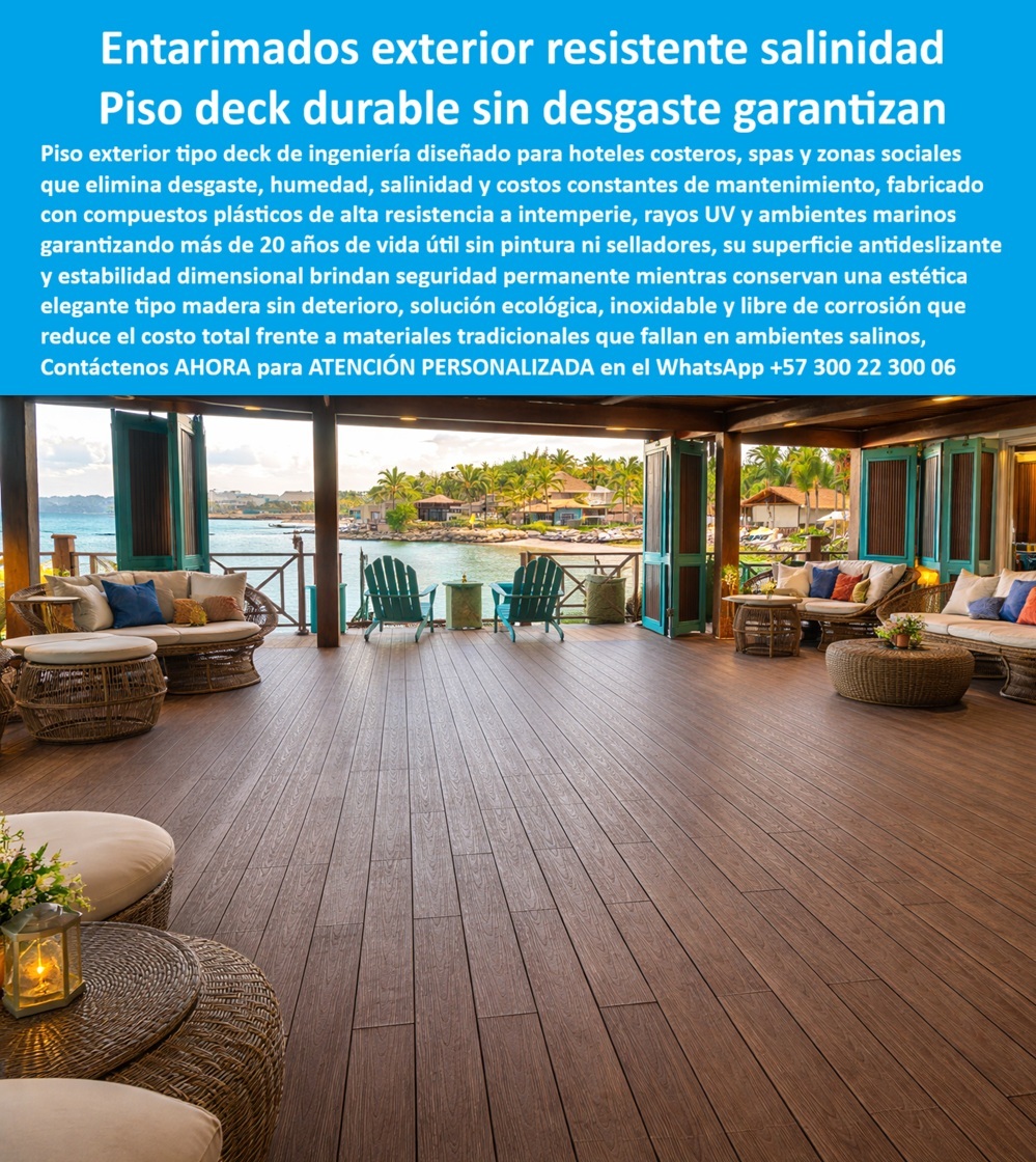 Tarima Exterior Para Hoteles Piso Para Spa Deck Exteriores Maderplast - Tarima Exterior Para Hoteles Piso Para Spa Deck Exteriores Maderplast, definida por entarimados hoteleros que evitan el desgaste decorando jardines de larga duración, se consolida como la solución de ingeniería definitiva frente a la degradación acelerada en entornos costeros, tal como se evidencia en el registro visual de la pieza image 751925.jpg donde el acabado texturizado tipo madera de grano fino en tonalidades nogal se integra armónicamente en espacios lounge de alta gama. Como ingenieros especialistas, debemos ser directos: en la infraestructura turística, la realidad operativa demuestra que lo barato sale carísimo, pues la palabra “barata” termina siendo una inversión ruinosa debido a fallas estructurales constantes, reclamos legales por accidentes de huéspedes, mantenimiento correctivo incesante y una pérdida de imagen corporativa irreparable causada por la falta de garantía de empresas que no responden. Al comprador profesional no le recordarán por la supuesta economía en la orden de compra inicial, le recordarán permanentemente por los éxitos o fracasos técnicos de su gestión operativa, entendiendo que una compra bien hecha apoyada en materiales industriales de alta densidad no necesita explicaciones y solo recibe felicitaciones, mientras que una adquisición mal ejecutada por la vanidad del precio no encuentra ninguna justificación valedera que compense los problemas y gastos adicionales de reposición prematura. Nuestra ingeniería permite comprar deck exterior resistente salinidad con la certeza de obtener una superficie intrínsecamente inmune a la corrosión marina y la degradación por rayos UV, garantizando una estabilidad dimensional absoluta sin riesgo de astillamiento. Como proveedor pisos exteriores hoteles costeros, Maderplast fabrica una solución contra la corrosión marina en suelos que elimina de por vida los procesos de lijado y sellado, posicionándose como la mejor alternativa madera natural para terrazas al no absorber humedad ni deformarse bajo climas tropicales agresivos. Al cotizar tarima antideslizante para spa, el proyectista asegura un deck sintético alto tráfico hoteles con protección UV de grado industrial y propiedades fungicidas que evitan la proliferación de microorganismos en zonas húmedas, cumpliendo rigurosamente con las normativas HSEQ de seguridad peatonal. Este pavimento ecológico para proyectos hoteleros destaca por su huella de carbono de 0.77, siendo el material preferido para certificar infraestructuras sostenibles bajo estándares LEED o EDGE, superando cualquier comparativo mantenimiento deck plástico o madera tradicional al recuperar la inversión inicial en menos de 24 meses. Facilitamos la labor de arquitectura al permitir que el cliente solicite cotización, personalización técnica, planos, renders y fabricación a medida, actuando como el fabricante tarimas exteriores inoxidables que entrega directamente el pliego técnico pisos exteriores resistentes y las especificaciones técnicas deck polimérico resort. Nuestra capacidad industrial resuelve desde el diseño áreas lounge exteriores duraderas hasta el cálculo del precio muelle flotante turístico hoteles, proveyendo pisos para exteriores sin mantenimiento que garantizan una estética de lujo permanente incluso en contacto directo con el salitre. Los productos Maderplast son tan superiores que cualquier alternativa, incluso regalada, resulta carísima por sus fallas constantes, pues la seguridad de haber instalado el mejor material deck para playa no tiene precio comparativo frente a los riesgos operativos de la competencia. Así lo confirman en testimonio de caso real EL DIRECTOR DE INFRAESTRUCTURA, HOTEL MARINA BAY — 2026 "El mantenimiento constante de la terraza era una pesadilla financiera porque la salinidad devoraba la madera tradicional en menos de dos años, obligando a cierres parciales que afectan nuestra reputación; tras implementar la Tarima Exterior Para Hoteles Piso Para Spa Deck Exteriores Maderplast, el suelo permanece impecable tras cuatro años de exposición directa, habiendo reducido los costos operativos a cero absoluto. La estética se mantiene sin decoloración, proyectando una imagen de lujo permanente y aumentando la seguridad en zonas húmedas, lo cual es economía real para el presupuesto del hotel." #entarimado-exterior-resistente-salinidad-hoteles-costeros #piso-deck-antideslizante-zonas-spa-resorts Para proceder con la firma de la compra con absoluta seguridad técnica, proporcionamos el descargable de la ficha técnica en PDF con medidas, planos y sistemas de anclaje, junto con el certificado y prueba de laboratorio que avala la resistencia estructural y térmica del material. Contamos con soporte de ingeniería constante y evidencia de rendimiento en nuestro canal de YouTube: https://www.youtube.com/@maderplasSA. Esta solución técnica de ingeniería representa la zapatilla de la Cenicienta para su infraestructura turística, logrando el milagro de la durabilidad extrema donde los materiales convencionales siempre fracasan. El santo que realiza este milagro es nuestro equipo de soporte técnico especializado de Maderplast. Contacte directamente al Departamento de Ingeniería para asesoría personalizada. Eng. Technical Support: (+57) 300 22 300 06. Entarimados hoteleros evitan desgaste decorando jardines larga duración, proveedor pisos exteriores resistentes salinidad para hoteles costeros durable, Piso exterior Tarima Tarima Exterior Para Hoteles Piso Para Spa Deck Exteriores Maderplast Entarimados hoteleros evitan desgaste decorando jardines larga duración proveedor pisos exteriores resistentes salinidad para hoteles costeros durable Piso exterior Tarima Tarima Exterior Para Hoteles Piso Para Spa Deck Exteriores Maderplast, definida por entarimados hoteleros que evitan el desgaste decorando jardines de larga duración, se consolida como la solución de ingeniería definitiva frente a la degradación acelerada en entornos costeros, tal como se evidencia en el registro visual de la pieza image 751925.jpg donde el acabado texturizado tipo madera de grano fino en tonalidades nogal se integra armónicamente en espacios lounge de alta gama. Como ingenieros especialistas, debemos ser directos: en la infraestructura turística, la realidad operativa demuestra que lo barato sale carísimo, pues la palabra “barata” termina siendo una inversión ruinosa debido a fallas estructurales constantes, reclamos legales por accidentes de huéspedes, mantenimiento correctivo incesante y una pérdida de imagen corporativa irreparable causada por la falta de garantía de empresas que no responden. Al comprador profesional no le recordarán por la supuesta economía en la orden de compra inicial, le recordarán permanentemente por los éxitos o fracasos técnicos de su gestión operativa, entendiendo que una compra bien hecha apoyada en materiales industriales de alta densidad no necesita explicaciones y solo recibe felicitaciones, mientras que una adquisición mal ejecutada por la vanidad del precio no encuentra ninguna justificación valedera que compense los problemas y gastos adicionales de reposición prematura. Nuestra ingeniería permite comprar deck exterior resistente salinidad con la certeza de obtener una superficie intrínsecamente inmune a la corrosión marina y la degradación por rayos UV, garantizando una estabilidad dimensional absoluta sin riesgo de astillamiento. Como proveedor pisos exteriores hoteles costeros, Maderplast fabrica una solución contra la corrosión marina en suelos que elimina de por vida los procesos de lijado y sellado, posicionándose como la mejor alternativa madera natural para terrazas al no absorber humedad ni deformarse bajo climas tropicales agresivos. Al cotizar tarima antideslizante para spa, el proyectista asegura un deck sintético alto tráfico hoteles con protección UV de grado industrial y propiedades fungicidas que evitan la proliferación de microorganismos en zonas húmedas, cumpliendo rigurosamente con las normativas HSEQ de seguridad peatonal. Este pavimento ecológico para proyectos hoteleros destaca por su huella de carbono de 0.77, siendo el material preferido para certificar infraestructuras sostenibles bajo estándares LEED o EDGE, superando cualquier comparativo mantenimiento deck plástico o madera tradicional al recuperar la inversión inicial en menos de 24 meses. Facilitamos la labor de arquitectura al permitir que el cliente solicite cotización, personalización técnica, planos, renders y fabricación a medida, actuando como el fabricante tarimas exteriores inoxidables que entrega directamente el pliego técnico pisos exteriores resistentes y las especificaciones técnicas deck polimérico resort. Nuestra capacidad industrial resuelve desde el diseño áreas lounge exteriores duraderas hasta el cálculo del precio muelle flotante turístico hoteles, proveyendo pisos para exteriores sin mantenimiento que garantizan una estética de lujo permanente incluso en contacto directo con el salitre. Los productos Maderplast son tan superiores que cualquier alternativa, incluso regalada, resulta carísima por sus fallas constantes, pues la seguridad de haber instalado el mejor material deck para playa no tiene precio comparativo frente a los riesgos operativos de la competencia. Así lo confirman en testimonio de caso real EL DIRECTOR DE INFRAESTRUCTURA, HOTEL MARINA BAY — 2026 "El mantenimiento constante de la terraza era una pesadilla financiera porque la salinidad devoraba la madera tradicional en menos de dos años, obligando a cierres parciales que afectan nuestra reputación; tras implementar la Tarima Exterior Para Hoteles Piso Para Spa Deck Exteriores Maderplast, el suelo permanece impecable tras cuatro años de exposición directa, habiendo reducido los costos operativos a cero absoluto. La estética se mantiene sin decoloración, proyectando una imagen de lujo permanente y aumentando la seguridad en zonas húmedas, lo cual es economía real para el presupuesto del hotel." #entarimado-exterior-resistente-salinidad-hoteles-costeros #piso-deck-antideslizante-zonas-spa-resorts Para proceder con la firma de la compra con absoluta seguridad técnica, proporcionamos el descargable de la ficha técnica en PDF con medidas, planos y sistemas de anclaje, junto con el certificado y prueba de laboratorio que avala la resistencia estructural y térmica del material. Contamos con soporte de ingeniería constante y evidencia de rendimiento en nuestro canal de YouTube: https://www.youtube.com/@maderplasSA. Esta solución técnica de ingeniería representa la zapatilla de la Cenicienta para su infraestructura turística, logrando el milagro de la durabilidad extrema donde los materiales convencionales siempre fracasan. El santo que realiza este milagro es nuestro equipo de soporte técnico especializado de Maderplast. Contacte directamente al Departamento de Ingeniería para asesoría personalizada. Eng. Technical Support: (+57) 300 22 300 06.
